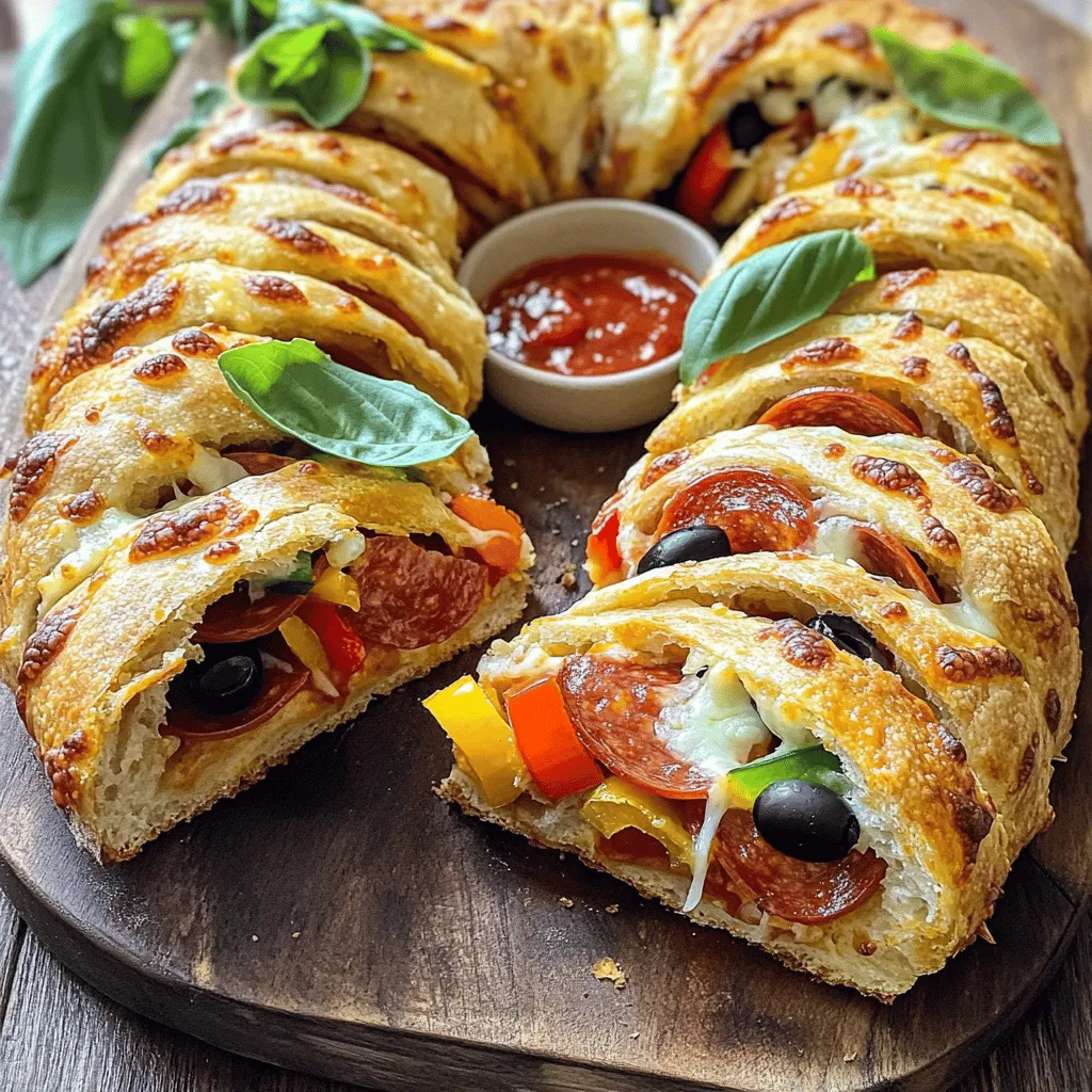 - 1 pound pizza dough (store-bought or homemade) - 1 cup marinara sauce (for dipping) - 2 cups shredded mozzarella cheese - 1 cup sliced pepperoni - 1 cup mixed bell peppers, sliced - 1/2 cup sliced black olives - 1/2 teaspoon garlic powder - 1/2 teaspoon dried Italian herbs - 1 egg, beaten - Flour, for dusting When making a delicious Stromboli, you need the right ingredients. The key is to use fresh items. This ensures each bite bursts with flavor. First, you need pizza dough. You can buy it or make it at home. I often choose store-bought dough for speed. Next, grab some marinara sauce. This will be your tasty dip. Now, let's talk cheese. Mozzarella is a must. It melts beautifully and gives that stretchy, gooey texture. Pepperoni adds a savory kick that kids love. For crunch and color, add mixed bell peppers. I like to use red, yellow, and green for a vibrant look. Black olives add a salty bite. Lastly, don't forget garlic powder and Italian herbs. They boost flavor and aroma. A beaten egg helps give the Stromboli a lovely golden crust when baked. Before you start cooking, grab flour for dusting. This prevents the dough from sticking. With these ingredients, you're ready to create a family-friendly dinner that everyone will enjoy. - Baking sheet - Rolling pin - Parchment paper - Knife You need a few tools to make your Stromboli. A baking sheet is essential for cooking. It holds the Stromboli while it bakes. A rolling pin helps you flatten the dough evenly. This is important for a good roll. Parchment paper makes cleanup easy. It also prevents sticking. Lastly, have a sharp knife on hand. You’ll use it to slice the Stromboli before serving. These tools make the process smooth and simple. - Additional vegetables (e.g., mushrooms, spinach) - Different cheese types (e.g., cheddar, provolone) - Garlic butter for brushing You can customize your Stromboli with different toppings. Want more veggies? Add mushrooms or spinach. They add nutrition and flavor. If you love cheese, try mixing in cheddar or provolone. They bring their own unique tastes. For a special touch, brush the top with garlic butter before baking. This gives your Stromboli a rich flavor and a golden finish. Feel free to get creative! Each tweak can make your meal even better. The full recipe will guide you in making your Easy Stromboli Dinner. - Preheat the oven to 425°F (220°C). - On a floured surface, roll out the pizza dough into a rectangle. - Evenly sprinkle mozzarella cheese across the dough. - Layer on the sliced pepperoni, bell peppers, and black olives. - Start at one long edge and roll the dough tightly. - Pinch the edges to seal and prevent filling from escaping. - Place the rolled Stromboli seam-side down on a lined baking sheet. - Brush with beaten egg for a golden crust. - Cut a few slits on top to let steam escape. - Bake for 20-25 minutes until golden brown. - Let cool for 5 minutes before slicing. Serve warm with marinara sauce for dipping. For the complete process, check the Full Recipe. To make the best Stromboli, focus on the dough. Roll it out evenly, about 12 x 16 inches. This helps it bake uniformly. If the dough is too thick in spots, some areas may burn while others stay raw. Next, cut slits in the top of the rolled Stromboli. This lets steam escape and keeps it from getting soggy. Without these cuts, the dough might trap moisture and ruin your meal. Serve your Stromboli warm. A cup of marinara sauce is perfect for dipping. The rich sauce adds flavor and moisture with each bite. You can also pair it with a fresh salad or a side of pasta. This adds color and nutrition to your meal. Presentation matters! Garnish your Stromboli with fresh basil leaves for a pop of green. It looks great and adds a fresh flavor. Use a rustic wooden board for serving. This creates a warm and inviting display. Place the marinara sauce in a small bowl at the center for easy dipping. This simple touch makes your meal feel special. For the full recipe, check out the Stromboli Delight section. {{image_4}} You can make Stromboli your own. One option is a vegetarian Stromboli. This version uses only vegetables and cheese. Try spinach, mushrooms, or zucchini for a fresh taste. Add some ricotta or feta for creaminess. If you love meat, go for a meat-lover’s Stromboli. Stack it with ham, sausage, or bacon. You can even mix meats for more flavor. Just remember to balance the ingredients, so it doesn't overflow! The sauce can change everything. While marinara is a classic dip, try other options. Pesto is a vibrant choice, adding herbs and nuts. Alfredo sauce provides a creamy twist. Both bring a new flair to your Stromboli. Don't feel stuck with regular dough. You can use whole wheat pizza dough for a healthier option. It adds fiber and a nutty taste. If you're gluten-free, many stores sell gluten-free pizza dough. It makes Stromboli accessible for everyone. For more great ideas, check the Full Recipe! Store any leftovers in an airtight container. This keeps your Stromboli fresh for up to three days. When you want a quick bite, just grab it from the fridge. If you have more Stromboli than you can eat, freeze it. You can freeze unbaked Stromboli for up to two months. When you are ready to enjoy it, bake it directly from the freezer. There’s no need to thaw it first. For the best texture, reheat your Stromboli in the oven. Set it to 350°F (175°C) and heat until warm. If you need a quicker option, use the microwave. Just heat it in short bursts to avoid sogginess. For the full experience, you can check the [Full Recipe]. Yes, using store-bought dough saves time and effort. It allows you to focus on adding your favorite toppings. I often choose this option when I need a quick meal. The dough still bakes beautifully, giving you that warm, fluffy texture. I usually serve Stromboli with marinara sauce for dipping. It enhances the dish's flavor and adds a nice touch. You can also pair it with a fresh salad or some crispy garlic bread. These sides balance out the meal and make it even more enjoyable. Your Stromboli should be golden brown when it is ready. Tap the top gently; it should sound hollow. If it does, you can be sure it’s fully cooked. This simple trick ensures a perfect Stromboli every time! You learned how to make a tasty Stromboli using simple ingredients and easy steps. With tips for storage and serving, you can enjoy it fresh or save some for later. Feel free to customize it with your favorite toppings and sauces. Cooking should be fun and creative, so experiment and make it your own. Enjoy this delicious meal with family and friends, and share the joy of homemade food.