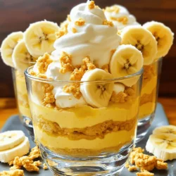 - 4 ripe bananas - 1 box (12 oz) vanilla wafers The bananas must be ripe. They should have brown spots. This gives a sweet flavor. The vanilla wafers add a crunchy texture. They also soak up the pudding, making it soft. - 2 cups whole milk - 1 cup heavy cream - 1/2 cup granulated sugar - 1/2 cup packed brown sugar Whole milk makes the pudding rich. Heavy cream adds a smooth texture. Granulated sugar provides sweetness. Brown sugar adds a hint of molasses flavor. You can mix these sugars for a deeper taste. - 1/4 cup cornstarch - 1 tablespoon pure vanilla extract - 1/2 teaspoon salt - Whipped cream (for topping) - Additional banana slices and crushed vanilla wafers (for garnish) Cornstarch thickens the pudding. Vanilla extract boosts the flavor. A pinch of salt balances the sweetness. Whipped cream on top makes it pretty. Slices of banana and wafer crumbs give a nice finish. For the full recipe, see the section on Step-by-Step Instructions. 1. Start by mixing the ingredients in a saucepan. In a large saucepan, combine 2 cups of whole milk, 1 cup of heavy cream, 1/2 cup of granulated sugar, 1/2 cup of packed brown sugar, 1/4 cup of cornstarch, and 1/2 teaspoon of salt. 2. Use a whisk to mix well. Make sure there are no lumps in the mixture. 3. Place the saucepan over medium heat. Stir the mixture continuously as it heats up. 4. Cook until the mixture thickens. This should take about 5 to 7 minutes. 5. When it starts to boil, keep stirring for another 1 to 2 minutes. This helps prevent sticking. 6. Once thickened, remove the saucepan from heat. Add 1 tablespoon of pure vanilla extract and stir well. 7. Let the pudding cool for about 10 minutes. 1. In a large serving dish or cups, create the first layer. Place a single layer of vanilla wafers on the bottom. 2. Next, add a layer of sliced bananas. Use 4 ripe bananas, sliced evenly. 3. Pour a generous amount of the warm pudding mixture over the bananas. 4. Repeat this process until all ingredients are used. Make sure the final layer is smooth pudding on top. 1. Cover the dish with plastic wrap. This keeps the pudding fresh while it chills. 2. Refrigerate for at least 4 hours. For the best flavor, chill overnight. 3. This resting time helps the layers meld together. The pudding will set nicely during this time. To avoid lumps in the pudding, whisk your dry ingredients well before adding them to the milk. Mix the sugar, cornstarch, and salt first. This will help blend them smoothly. Stir the mixture continuously while it cooks. This prevents the pudding from sticking to the pan and ensures a creamy texture. For the right consistency, cook the mixture until it thickens but does not boil hard. Gently bubbling means it's ready. Remove it from the heat once it thickens enough to coat the back of a spoon. This step is key to a smooth pudding. For a stunning presentation, use clear glass dishes. This allows everyone to see the beautiful layers of bananas and wafers. Layer the bananas, wafers, and pudding neatly for a colorful look. Top with whipped cream, banana slices, and crushed vanilla wafers for extra flair. You can also serve individual cups for a fun twist. This makes it easy for guests to enjoy their own serving. One big mistake is not allowing enough chilling time. Your banana pudding needs at least four hours in the fridge. For the best flavor, chill it overnight. Another common error is overcooking the pudding mixture. Keep an eye on it while cooking. If it boils too hard, it can get grainy. Stir and watch closely to ensure it stays creamy. Follow these tips to create the best banana pudding. Enjoy your delicious creation! For the full recipe, check out the Banana Bliss Pudding. {{image_4}} To make a vegan banana pudding, we need to swap out dairy products. Use almond milk or coconut milk instead of whole milk. For the heavy cream, try using coconut cream. It adds a rich texture. Next, let’s think about sweeteners. Instead of granulated sugar, use maple syrup or agave syrup. These options add a nice flavor while keeping it plant-based. For a gluten-free version, choose gluten-free vanilla wafers. These are easy to find in stores. They still give that classic crunch we love. You might also want to add thickening agents. Instead of cornstarch, use arrowroot powder or tapioca starch. These work well to keep the pudding smooth and creamy. You can make this banana pudding even more fun by adding flavors. Try mixing in chocolate. Just add some cocoa powder to the pudding mix. It creates a delicious chocolate banana pudding. Peanut butter is another great addition. Swirl it into the pudding for a nutty twist. Also, feel free to change the fruit layers. You can add strawberries, blueberries, or even mango. These fruits pair well with bananas and add a fresh touch. For the full recipe, check out the Banana Bliss Pudding. To keep your banana pudding fresh, use an airtight container. This helps to prevent it from absorbing other flavors in the fridge. Make sure the lid fits snugly. The best temperature for storing banana pudding is in the refrigerator. It should stay cold, ideally below 40°F (4°C). Can you freeze banana pudding? Yes, but it may change in texture. When you freeze it, the bananas can become mushy. To freeze, place the pudding in a freezer-safe container. Leave some space at the top since it will expand. Seal the lid tightly. When you're ready to eat it, thaw it in the fridge overnight. This slow thaw helps maintain the best flavor. How long does banana pudding last? It can stay fresh in the fridge for about 3 to 4 days. Keep track of its freshness by checking the smell and texture. If it smells sour or has a watery layer on top, it may be bad. Always trust your senses. It’s better to be safe than sorry! To ripen bananas quickly, you can use a few simple methods. Place them in a paper bag. This traps the ethylene gas and speeds up ripening. You can also keep them in a warm spot, like on top of the fridge. If you need them fast, you can use the oven. Wrap bananas in foil and bake at 300°F for about 15-20 minutes. Check them often to avoid overcooking. Yes, you can switch out bananas for other fruits! Try adding strawberries, peaches, or blueberries. These fruits can add a fun twist to the classic taste. You can layer them with the pudding just like bananas. Keep in mind that different fruits may change the flavor and texture a bit. Banana pudding should not sit out for more than two hours. After that, bacteria can grow. It is best to keep it in the fridge when not serving. If it has sat out too long, it’s safer to throw it away. Always prioritize food safety to enjoy your dessert without worry. In this blog post, we explored how to make the best banana pudding. We covered key ingredients, like ripe bananas and vanilla wafers, and the right types of dairy and sweeteners. You learned step-by-step instructions to create a rich pudding base, layer it, and chill it. We shared tips to avoid common mistakes and offered fun variations, including vegan and gluten-free options. Banana pudding is simple to make and fun to share. Enjoy your delicious creation!