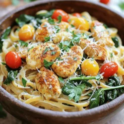 - 8 oz linguine pasta - 2 boneless, skinless chicken breasts, cut into bite-sized pieces - 4 tablespoons cowboy butter - 3 cloves garlic, minced - 1 teaspoon smoked paprika - 1/2 teaspoon cayenne pepper (adjust based on spice preference) - 1 cup heavy cream - 1 cup cherry tomatoes, halved - 2 cups fresh spinach - Salt and freshly ground black pepper to taste - Fresh parsley, chopped for garnish - Grated Parmesan cheese, for serving (optional) - 1 cup unsalted butter, melted - 2 tablespoons Worcestershire sauce - 2 tablespoons fresh lemon juice - 1 teaspoon garlic powder - 1 teaspoon smoked paprika - 1 teaspoon dried thyme - 1/2 teaspoon chili powder - Salt and freshly ground black pepper to taste In Cowboy Butter Chicken Linguine, the main ingredients shine. The linguine pasta gives a nice base, while chicken adds protein. Cowboy butter provides rich flavor. It’s easy to make and packs a punch. The additional ingredients bring depth. Garlic, spices, and heavy cream create a creamy sauce. Cherry tomatoes add sweetness and color. Fresh spinach gives a nice, bright touch. You can also top it with grated Parmesan for extra flavor. The cowboy butter is simple yet flavorful. Melted unsalted butter forms the base. Worcestershire sauce and lemon juice add tang. Garlic powder and spices elevate the taste. This sauce is key for flavor in the dish. You can find the full recipe in the linked section. Knowing these ingredients helps you prepare. You will enjoy each step as you cook. The blend of flavors makes this dish a winner. - In a medium bowl, mix melted butter, Worcestershire sauce, lemon juice, garlic powder, smoked paprika, thyme, chili powder, salt, and pepper. - Whisk until smooth and set aside. Let the flavors meld for a bit. - Boil salted water in a large pot. - Add linguine and cook until al dente, about 8-10 minutes. - Drain the pasta, but save 1/2 cup of the cooking water for later. - Heat 2 tablespoons of cowboy butter in a large skillet over medium heat. - Add chicken pieces and season with smoked paprika, cayenne, salt, and pepper. - Sauté for 5-7 minutes until the chicken is browned and cooked through. - Remove chicken from the skillet and set it aside. - In the same skillet, add the remaining cowboy butter. - Once melted, add minced garlic and sauté for 30 seconds. - Pour in heavy cream and mix well. - Bring to a gentle simmer, then add halved cherry tomatoes. - Cook for 2-3 minutes until they soften. - Return the cooked chicken to the skillet. - Add fresh spinach and stir until it wilts. - If the sauce is too thick, add reserved pasta water a little at a time. - Toss the drained linguine into the skillet. - Mix gently to coat the pasta in the sauce. - Taste and adjust seasoning with salt and pepper. - Serve in shallow bowls, garnished with chopped parsley and optional Parmesan cheese. For the full recipe, check the main section! To make Cowboy Butter Chicken Linguine shine, focus on the spice levels. Adding cayenne pepper can give your dish a kick. Start small if you are unsure. You can always add more later. Using fresh ingredients also makes a big difference. Fresh garlic and ripe tomatoes boost the taste. Perfecting your cooking skills is key. Sautéing the chicken just right gives a nice brown color. Cook it until it is no longer pink. Simmering the sauce gently will help the flavors blend. Timing matters too. Boil the pasta until it is al dente. This keeps it firm and tasty. Garnishing with fresh parsley adds a pop of color. Grated Parmesan cheese on top adds creaminess. For a complete meal, pair your dish with a fresh side salad or warm bread. This balances flavors and fills your plate. You can find the Full Recipe to guide your cooking journey. {{image_4}} You can switch up the protein in cowboy butter chicken linguine. Shrimp works great instead of chicken. Cook shrimp until they turn pink and firm. Turkey also makes a tasty swap. Use ground turkey for a lighter dish. For a vegetarian option, try using tofu or mushrooms. Tofu absorbs flavors well. Sauté it until golden. Mushrooms add a nice umami taste. Both options keep the dish hearty and satisfying. Make this dish fit your diet with some easy swaps. If you need gluten-free pasta, look for options made from rice or lentils. They cook up nicely and taste great. For a dairy-free sauce, use coconut cream instead of heavy cream. It adds a hint of sweetness. You can also use nut milk, but ensure it’s unsweetened. These changes keep your meal creamy while fitting your needs. Boost the flavors with extra veggies or spices. Bell peppers add a sweet crunch and color. You can toss them in with the garlic. For a cheesy twist, try adding goat cheese or feta. They melt beautifully and give a tangy kick. Fresh herbs, like basil or chives, brighten up the dish. Experiment with these options to find your favorite mix. Each variation keeps the spirit of cowboy butter chicken linguine alive while offering something new. To keep your cowboy butter chicken linguine fresh, use airtight containers. Glass or plastic containers both work well. Make sure to let the dish cool down first. This helps avoid moisture buildup. Separate the pasta and sauce if you can. This keeps them from drying out. If mixed, add a little extra cream when reheating. You can reheat your dish in the microwave or on the stovetop. The microwave is quick but can make pasta chewy. Stir every minute for even heating. The stovetop keeps the texture better. Use low heat and add a splash of cream. This helps keep the sauce smooth and rich. Yes, you can freeze cowboy butter chicken linguine! Divide it into portions for easy meals later. Use freezer-safe containers or bags. Press out air to avoid freezer burn. When ready, thaw in the fridge overnight. Reheat on the stovetop for best results. Add a bit of cream if needed to restore creaminess. Cowboy butter is a flavorful mix of butter and spices. It adds a rich taste to dishes. You can use it in many ways, like on meats or veggies. This recipe calls for cowboy butter made with: - Unsalted butter - Worcestershire sauce - Fresh lemon juice - Garlic powder - Smoked paprika - Dried thyme - Chili powder - Salt and black pepper Mixing these ingredients creates a zesty, buttery sauce perfect for cowboy butter chicken linguine. Yes, you can prepare this dish ahead of time. Here are some tips for meal prep: - Cook the chicken and pasta, then refrigerate them separately. - Prepare the cowboy butter and store it in an airtight container. - When you are ready to eat, just reheat the chicken and pasta. This way, you save time and still enjoy a tasty meal. If you need a substitute for heavy cream, try these options: - Whole milk with a bit of butter - Coconut cream for a dairy-free choice - Cashew cream for a nut-based option These will help you create a creamy sauce without heavy cream. To adjust the spice level, you can: - Add more cayenne pepper for heat. - Include red pepper flakes for extra spice. - Omit cayenne if you prefer less heat. You can customize the dish to fit your taste. Pair this dish with these tasty sides: - Garlic bread for a crunchy bite - A fresh salad for a light touch - A glass of white wine for a nice drink These options will make your meal even better. In this blog post, I shared how to make Cowboy Butter Chicken Linguine. We covered the main and additional ingredients, which create strong flavors. I guided you through the cooking steps, ensuring your dish turns out delicious. Lastly, I shared tips for flavor, variations, and storage. With this recipe, you can impress anyone with your cooking. Enjoy your meal, and don’t shy away from experimenting with ingredients!