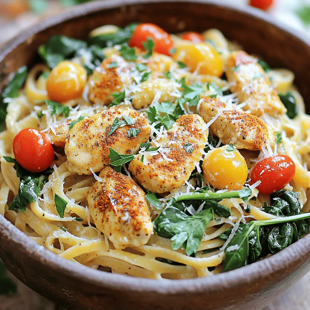 - 8 oz linguine pasta - 2 boneless, skinless chicken breasts, cut into bite-sized pieces - 4 tablespoons cowboy butter - 3 cloves garlic, minced - 1 teaspoon smoked paprika - 1/2 teaspoon cayenne pepper (adjust based on spice preference) - 1 cup heavy cream - 1 cup cherry tomatoes, halved - 2 cups fresh spinach - Salt and freshly ground black pepper to taste - Fresh parsley, chopped for garnish - Grated Parmesan cheese, for serving (optional) - 1 cup unsalted butter, melted - 2 tablespoons Worcestershire sauce - 2 tablespoons fresh lemon juice - 1 teaspoon garlic powder - 1 teaspoon smoked paprika - 1 teaspoon dried thyme - 1/2 teaspoon chili powder - Salt and freshly ground black pepper to taste In Cowboy Butter Chicken Linguine, the main ingredients shine. The linguine pasta gives a nice base, while chicken adds protein. Cowboy butter provides rich flavor. It’s easy to make and packs a punch. The additional ingredients bring depth. Garlic, spices, and heavy cream create a creamy sauce. Cherry tomatoes add sweetness and color. Fresh spinach gives a nice, bright touch. You can also top it with grated Parmesan for extra flavor. The cowboy butter is simple yet flavorful. Melted unsalted butter forms the base. Worcestershire sauce and lemon juice add tang. Garlic powder and spices elevate the taste. This sauce is key for flavor in the dish. You can find the full recipe in the linked section. Knowing these ingredients helps you prepare. You will enjoy each step as you cook. The blend of flavors makes this dish a winner. - In a medium bowl, mix melted butter, Worcestershire sauce, lemon juice, garlic powder, smoked paprika, thyme, chili powder, salt, and pepper. - Whisk until smooth and set aside. Let the flavors meld for a bit. - Boil salted water in a large pot. - Add linguine and cook until al dente, about 8-10 minutes. - Drain the pasta, but save 1/2 cup of the cooking water for later. - Heat 2 tablespoons of cowboy butter in a large skillet over medium heat. - Add chicken pieces and season with smoked paprika, cayenne, salt, and pepper. - Sauté for 5-7 minutes until the chicken is browned and cooked through. - Remove chicken from the skillet and set it aside. - In the same skillet, add the remaining cowboy butter. - Once melted, add minced garlic and sauté for 30 seconds. - Pour in heavy cream and mix well. - Bring to a gentle simmer, then add halved cherry tomatoes. - Cook for 2-3 minutes until they soften. - Return the cooked chicken to the skillet. - Add fresh spinach and stir until it wilts. - If the sauce is too thick, add reserved pasta water a little at a time. - Toss the drained linguine into the skillet. - Mix gently to coat the pasta in the sauce. - Taste and adjust seasoning with salt and pepper. - Serve in shallow bowls, garnished with chopped parsley and optional Parmesan cheese. For the full recipe, check the main section! To make Cowboy Butter Chicken Linguine shine, focus on the spice levels. Adding cayenne pepper can give your dish a kick. Start small if you are unsure. You can always add more later. Using fresh ingredients also makes a big difference. Fresh garlic and ripe tomatoes boost the taste. Perfecting your cooking skills is key. Sautéing the chicken just right gives a nice brown color. Cook it until it is no longer pink. Simmering the sauce gently will help the flavors blend. Timing matters too. Boil the pasta until it is al dente. This keeps it firm and tasty. Garnishing with fresh parsley adds a pop of color. Grated Parmesan cheese on top adds creaminess. For a complete meal, pair your dish with a fresh side salad or warm bread. This balances flavors and fills your plate. You can find the Full Recipe to guide your cooking journey. {{image_4}} You can switch up the protein in cowboy butter chicken linguine. Shrimp works great instead of chicken. Cook shrimp until they turn pink and firm. Turkey also makes a tasty swap. Use ground turkey for a lighter dish. For a vegetarian option, try using tofu or mushrooms. Tofu absorbs flavors well. Sauté it until golden. Mushrooms add a nice umami taste. Both options keep the dish hearty and satisfying. Make this dish fit your diet with some easy swaps. If you need gluten-free pasta, look for options made from rice or lentils. They cook up nicely and taste great. For a dairy-free sauce, use coconut cream instead of heavy cream. It adds a hint of sweetness. You can also use nut milk, but ensure it’s unsweetened. These changes keep your meal creamy while fitting your needs. Boost the flavors with extra veggies or spices. Bell peppers add a sweet crunch and color. You can toss them in with the garlic. For a cheesy twist, try adding goat cheese or feta. They melt beautifully and give a tangy kick. Fresh herbs, like basil or chives, brighten up the dish. Experiment with these options to find your favorite mix. Each variation keeps the spirit of cowboy butter chicken linguine alive while offering something new. To keep your cowboy butter chicken linguine fresh, use airtight containers. Glass or plastic containers both work well. Make sure to let the dish cool down first. This helps avoid moisture buildup. Separate the pasta and sauce if you can. This keeps them from drying out. If mixed, add a little extra cream when reheating. You can reheat your dish in the microwave or on the stovetop. The microwave is quick but can make pasta chewy. Stir every minute for even heating. The stovetop keeps the texture better. Use low heat and add a splash of cream. This helps keep the sauce smooth and rich. Yes, you can freeze cowboy butter chicken linguine! Divide it into portions for easy meals later. Use freezer-safe containers or bags. Press out air to avoid freezer burn. When ready, thaw in the fridge overnight. Reheat on the stovetop for best results. Add a bit of cream if needed to restore creaminess. Cowboy butter is a flavorful mix of butter and spices. It adds a rich taste to dishes. You can use it in many ways, like on meats or veggies. This recipe calls for cowboy butter made with: - Unsalted butter - Worcestershire sauce - Fresh lemon juice - Garlic powder - Smoked paprika - Dried thyme - Chili powder - Salt and black pepper Mixing these ingredients creates a zesty, buttery sauce perfect for cowboy butter chicken linguine. Yes, you can prepare this dish ahead of time. Here are some tips for meal prep: - Cook the chicken and pasta, then refrigerate them separately. - Prepare the cowboy butter and store it in an airtight container. - When you are ready to eat, just reheat the chicken and pasta. This way, you save time and still enjoy a tasty meal. If you need a substitute for heavy cream, try these options: - Whole milk with a bit of butter - Coconut cream for a dairy-free choice - Cashew cream for a nut-based option These will help you create a creamy sauce without heavy cream. To adjust the spice level, you can: - Add more cayenne pepper for heat. - Include red pepper flakes for extra spice. - Omit cayenne if you prefer less heat. You can customize the dish to fit your taste. Pair this dish with these tasty sides: - Garlic bread for a crunchy bite - A fresh salad for a light touch - A glass of white wine for a nice drink These options will make your meal even better. In this blog post, I shared how to make Cowboy Butter Chicken Linguine. We covered the main and additional ingredients, which create strong flavors. I guided you through the cooking steps, ensuring your dish turns out delicious. Lastly, I shared tips for flavor, variations, and storage. With this recipe, you can impress anyone with your cooking. Enjoy your meal, and don’t shy away from experimenting with ingredients!