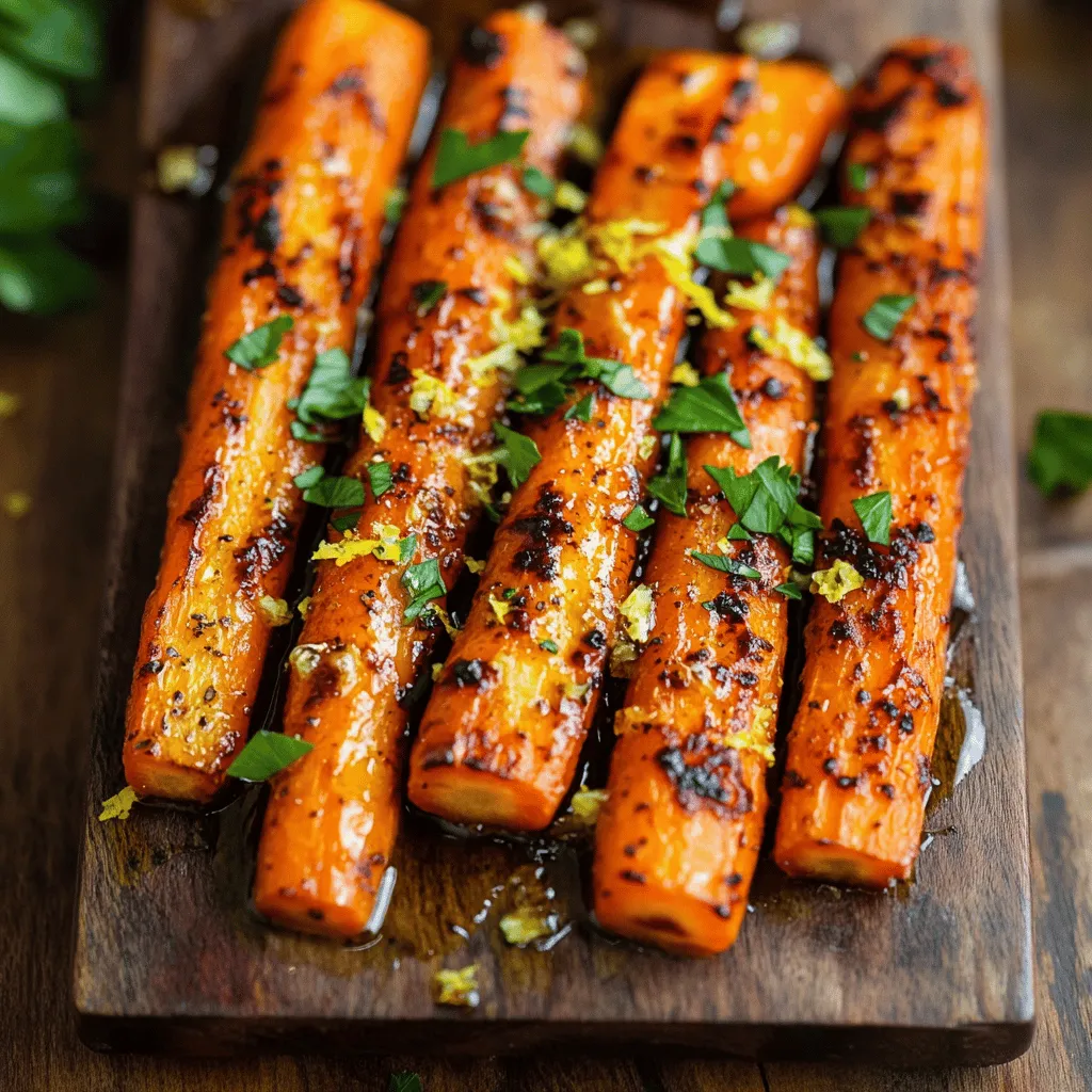 - 1 pound baby carrots (or regular carrots sliced into sticks) - 3 tablespoons extra-virgin olive oil - 3 cloves of garlic, finely minced - Zest of 1 lemon - Juice of 1 lemon - 1 teaspoon honey (or maple syrup for a vegan alternative) - 1/2 teaspoon smoked paprika - Sea salt and freshly ground black pepper to taste - Fresh parsley, finely chopped (for garnish)