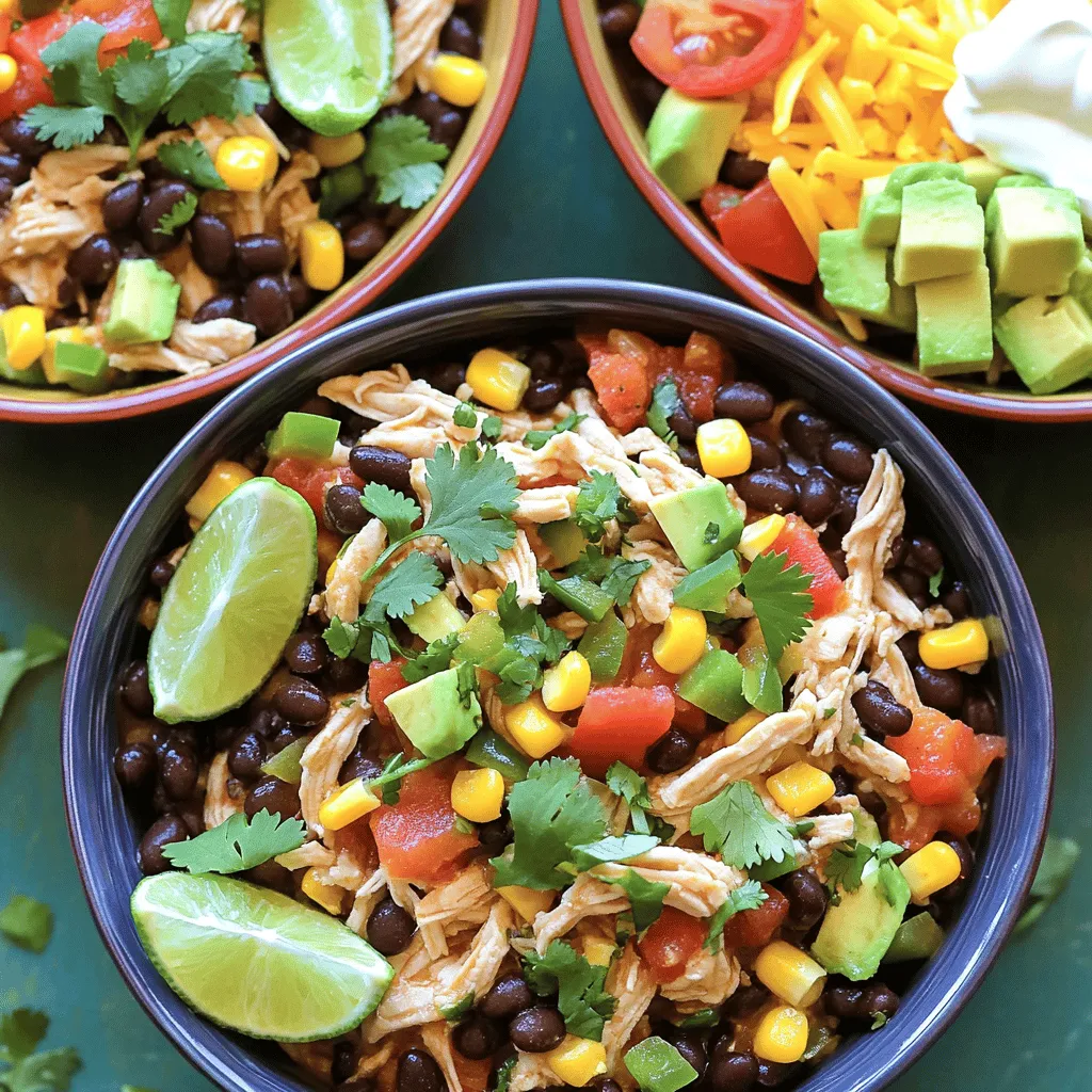 - 4 boneless, skinless chicken breasts - 1 can (15 oz) black beans, rinsed and drained - 1 can (15 oz) corn, drained - 1 can (10 oz) diced tomatoes with green chilies