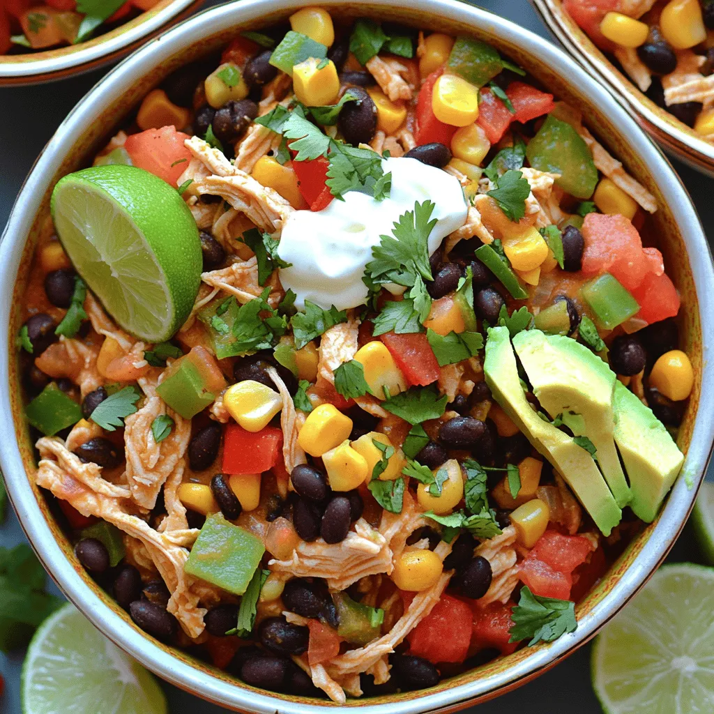 - 4 boneless, skinless chicken breasts - 1 can (15 oz) black beans, rinsed and drained - 1 can (15 oz) corn, drained - 1 can (10 oz) diced tomatoes with green chilies