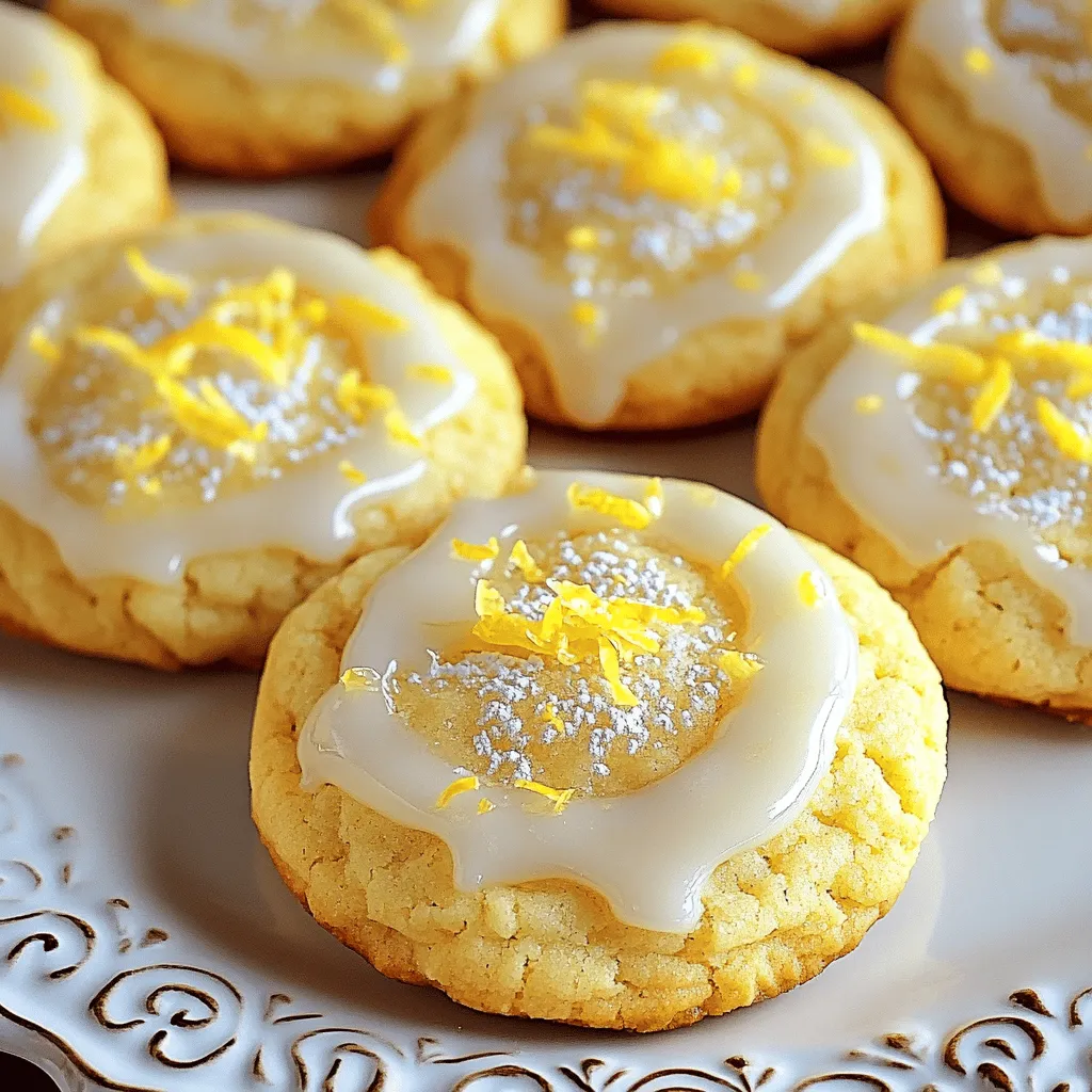 - 2 ½ cups all-purpose flour - 1 teaspoon baking powder - ½ teaspoon baking soda - ½ teaspoon salt - 1 cup unsalted butter, softened - 1 ½ cups granulated sugar - 1 large egg - 2 tablespoons fresh lemon zest - 1 tablespoon fresh lemon juice - 1 teaspoon pure vanilla extract - 1 cup powdered sugar - 2 tablespoons fresh lemon juice - Optional: Additional lemon zest for garnish When making glazed lemon sugar cookies, the balance of flavors matters. The dry ingredients create a sturdy base, while the wet ingredients add richness and flavor. The glaze gives that final touch of sweetness and brightness. I use fresh lemon zest to pack in that zesty flavor. It helps the cookies taste bright and fresh. Make sure to measure your ingredients carefully. This will help your cookies come out just right. For the glaze, using powdered sugar allows for a smooth finish. The glaze should be glossy and thick, yet easy to drizzle. If you're feeling fancy, add a sprinkle of lemon zest on top for a pop of color. Remember, the joy of baking is all about experimenting. You can find the full recipe to guide you through this tasty treat. Enjoy the process and the delightful lemony aroma that fills your kitchen! - Preheat the oven to 350°F (175°C). - Line two baking sheets with parchment paper. - In a medium bowl, combine the dry ingredients. - Use a mixer to cream the butter and sugar together. - Add the egg, lemon zest, lemon juice, and vanilla extract. - Scoop the dough and roll it into balls. - Place them on the baking sheets with space in between. - Bake for 10-12 minutes until edges are golden. - Let them cool before glazing. I love this part! You see the cookies puffing up and turning golden. The smell fills your kitchen with lemony goodness. After they cool, you get to drizzle on the glaze made from powdered sugar and fresh lemon juice. It's the best part of making glazed lemon sugar cookies! For the complete recipe, check the Full Recipe section. To get the best texture in your cookies, do not overmix the dough. Overmixing can make cookies tough instead of soft. Mix until just combined. The ideal baking time for soft centers is 10-12 minutes. Watch for the edges to turn lightly golden while the centers look soft. They will firm up as they cool. For a smooth glaze, whisk the powdered sugar with fresh lemon juice until it's glossy. Make sure your cookies are completely cool before glazing. If they are warm, the glaze will melt and not set right. Drizzle the glaze over each cookie with a spoon or a squeeze bottle for more control. For a beautiful display, stack the cookies on a tiered cake stand. You can also arrange them on a decorative plate. Adding a small lemon wedge or a sprig of mint next to each cookie makes the plate look fresh and colorful. A touch of extra lemon zest on top adds a nice finish and boosts the lemon flavor. {{image_4}} You can easily change the flavor of your glazed lemon sugar cookies. Adding almond extract gives them a rich, nutty taste. Use just a teaspoon to start. It offers a lovely twist that pairs well with lemon. Another fun option is to infuse your cookies with lavender. Use culinary lavender buds, about one teaspoon, to bring a floral note. This adds a unique flavor that surprises and delights. If you need gluten-free cookies, you can swap the all-purpose flour. Use gluten-free flour blends that work well in cookie recipes. They can help keep the texture light and tasty. For those following a vegan diet, you can replace the butter and egg. Use a vegan butter or coconut oil for fat. For the egg, a flax egg works great. Mix one tablespoon of ground flaxseed with three tablespoons of water. Let it sit until it thickens, then add it to your dough. Want to mix it up? You can add nuts or chocolate chips to the dough. Chopped walnuts or pecans add crunch. Dark chocolate chips bring a sweet contrast to the tart lemon. Instead of glaze, you can use fruity toppings. Try fresh berries or a fruit compote. These options give your cookies a new look and flavor. For the full recipe, check out the details above. To keep your glazed lemon sugar cookies fresh, store them in an airtight container. This helps lock in moisture and flavor. Place a piece of bread inside the container to help keep the cookies soft. The ideal temperature for storage is at room temperature, away from direct sunlight. You can freeze unbaked cookie dough easily. Scoop the dough into balls and place them on a baking sheet. Freeze them for about one hour, then transfer them to a freezer bag. This way, you can bake fresh cookies anytime! If you prefer to freeze baked cookies, let them cool completely. Wrap them in plastic wrap and place them in a freezer bag. You can enjoy them later, just thaw them at room temperature before serving. These cookies stay fresh for about 5 to 7 days when stored properly. Keep an eye out for signs of staleness. If they become hard or lose flavor, it's time to toss them. Enjoy your cookies while they're at their best! For the full recipe, check out the detailed steps above. To boost the lemon flavor, add more zest and juice. I suggest using 3 tablespoons of zest and 2 tablespoons of juice. The zest gives a strong lemon taste, while the juice adds brightness. You can also try using a mix of fresh and bottled lemon juice for a consistent flavor. Yes, you can prepare the dough in advance. Wrap the dough tightly in plastic wrap and chill it in the fridge for up to three days. This helps the flavors meld. For longer storage, freeze the dough for up to three months. Just let it thaw in the fridge overnight before baking. If lemon isn’t your thing, consider using orange or lime. For the glaze, swap lemon juice with fresh orange juice or lime juice. You can also use flavored extracts, like almond or vanilla, for a tasty twist. This guide shared all you need to make lemon sugar cookies from scratch. We covered ingredients, step-by-step instructions, tips for a perfect bake, and creative variations. You can enjoy soft, tasty cookies that impress. Don't be afraid to try new flavors or share them with friends. With these tips, your cookies will shine every time.