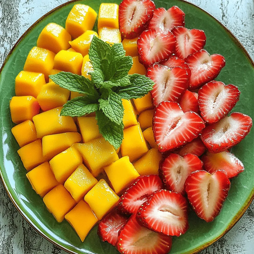 - 2 cups of mixed fruit (strawberries, mangoes, apples) - 1 cup of 100% fruit juice (orange, apple, grape) - 2 tablespoons honey or maple syrup (optional) - 3 tablespoons gelatin powder or agar-agar - 1 tablespoon fresh lemon juice - A pinch of salt To make these homemade fruit snacks, I start with fresh, vibrant fruit. I love using strawberries, mangoes, and apples. They lend great taste and color to the snacks. Next, I grab some 100% fruit juice, like orange or apple, to sweeten the mixture. If you want extra sweetness, you can add honey or maple syrup, but it's not needed. Gelatin is essential for the perfect texture. You can use gelatin powder or agar-agar if you want a vegetarian option. Fresh lemon juice brightens the flavor, and a pinch of salt enhances all the taste. Together, these ingredients create a delicious snack you’ll want to share. - Natural options like agave syrup or stevia - Using fruit purees as sweeteners If you want to try different sweeteners, agave syrup or stevia work well. They add sweetness without adding much sugar. You can also use fruit purees for a natural sweetness. This keeps the snacks healthy and tasty. - Health benefits of mixed fruits - Advantages of using natural sweeteners and gelatin Mixed fruits are packed with vitamins and fiber. They help keep you full and energized. Using natural sweeteners like honey or maple syrup reduces added sugars. Gelatin has protein, which is good for your body. It helps to make your skin, hair, and nails strong. Using these ingredients makes your snacks not only tasty but healthy too. For the full recipe, refer to the Fruity Bliss Chews section above. To start, gather your ingredients. You need 2 cups of mixed fruit, like strawberries, mangoes, and apples. First, chop the fruit into smaller pieces. Then, place the chopped fruit in a blender. Pour in 1 cup of your favorite 100% fruit juice. Blend until the mix is smooth and thick. Taste the puree. If it needs more sweetness, add 2 tablespoons of honey or maple syrup, then blend again. Next, we bloom the gelatin. Take 3 tablespoons of gelatin powder. In a small saucepan, sprinkle the gelatin over 1/4 cup of your fruit juice. Let it sit for about 5 minutes. This step helps the gelatin absorb the liquid. It will make your fruit snacks firm and chewy. Now it’s time to dissolve the gelatin. Place the saucepan on low heat. Stir the mixture gently until the gelatin fully dissolves. You want it smooth without lumps. Once dissolved, take the saucepan off the heat. Combine the mixtures now. Pour your smooth fruit puree into the saucepan with the gelatin. Stir well to mix everything together. Add 1 tablespoon of fresh lemon juice and a pinch of salt to balance the flavors. Mix until everything is well combined. Pour the mixture into molds or a baking dish. If using molds, fun shapes will make the snacks more appealing. If using a baking dish, line it with parchment paper for easy removal. Allow the molds or dish to sit at room temperature for 30 minutes. This helps the mixture set slightly. Next, transfer them to the refrigerator. Chill the fruit snacks for at least 2 hours. They should be firm to the touch when ready. Once set, gently remove the snacks from the molds or cut them into squares if using a baking dish. Enjoy your homemade fruit snacks! For the full recipe, check out the Fruity Bliss Chews section. To boost flavor, try adding a dash of cinnamon or vanilla extract. These spices can make your fruit snacks even more delightful. You can also mix in fresh herbs like mint for a refreshing twist. For the perfect chewiness, ensure you measure your gelatin correctly. Too much can make your snacks too firm, while too little can leave them too soft. Serving fruit snacks can be fun! Try using colorful plates to make them pop. You can also cut them into fun shapes with cookie cutters. Silicone molds can help create various designs, making snacks appealing to kids and adults alike. Consider adding a garnish of fresh mint or a sprinkle of shredded coconut for extra flair. If you want low-sugar options, consider using blended bananas or applesauce as sweeteners. These natural options will give you great taste without adding too much sugar. Choosing organic fruits can add more nutrients and flavor. Organic fruits are often fresher and free from harmful chemicals. Plus, they taste amazing! {{image_4}} You can have so much fun with fruit snacks! Try using seasonal fruits. Think about sweet summer strawberries or juicy fall apples. Mix them up for fun flavors. You can also pair fruits that work well together. For example, mango and pineapple create a tropical treat. Or combine berries with banana for a sweet, tart bite. Get creative! The more fruits you mix, the more tasty combinations you can find. If you have special diet needs, you can still enjoy these snacks. Use fruit juice and gelatin options that fit your diet. For vegan-friendly snacks, swap gelatin with agar-agar. This plant-based option works great! You can also make gluten-free fruit snacks. Just check that your gelatin is gluten-free. Most brands are, but it’s good to be sure. Want to add a little crunch? You can include nuts, seeds, or granola in your fruit snacks. Walnuts or almonds make a great choice. They add healthy fats and protein. You can also sprinkle in superfoods like chia seeds or flax seeds. These tiny seeds boost the nutrition and are easy to add. Just mix them in before you pour the mixture into your molds. For the full recipe, check out the Fruity Bliss Chews. Enjoy experimenting with all these variations! To keep your homemade fruit snacks fresh, choose airtight containers. Glass jars or plastic containers work well. Make sure they are completely dry before you store the snacks. This helps prevent mold or spoilage. Place a piece of parchment paper between layers of snacks. It keeps them from sticking together. Always store them in a cool, dark place. Fruit snacks last about a week at room temperature. If you store them in the fridge, they can last up to two weeks. To tell if they are no longer fresh, look for changes in color or texture. If they feel sticky or smell off, it’s best to toss them out. You can freeze fruit snacks to enjoy later. Cut them into pieces before freezing. Use a single layer on a baking sheet to prevent sticking. Once frozen, transfer them to a freezer bag. Make sure to push out the air before sealing. When you are ready to eat, thaw them in the fridge. For quick snacks, you can serve them slightly frozen. Enjoy your fruity bliss chews anytime! Yes, you can use alternatives like agar-agar. Agar-agar comes from seaweed and acts like gelatin. It sets well and is great for vegan diets. You can also try pectin, which is found in fruits. Just follow the package instructions for best results. To boost flavor, consider adding spices. A pinch of cinnamon or ginger can enhance taste. You can also use flavored juices like berry or pineapple. Fresh herbs like mint or basil can add a fun twist. Mixing in zest from citrus fruits brightens the flavor too. Serving ideas include cutting them into fun shapes. Use cookie cutters for creative designs. You can also serve them with yogurt for dipping. Arrange them on a colorful plate for a bright display. Pair with nuts or cheese for a balanced snack. Absolutely! You can double or triple the recipe for a large batch. Use bigger molds to save time. Store extras in an airtight container in the fridge. They stay fresh for up to a week. For longer storage, freeze them in a single layer before bagging. Yes, these snacks are great for kids! They are full of vitamins from fresh fruit. You can adjust the sweetness to suit their taste. These chews are fun to eat and easy to pack for school lunches. Kids love the chewy texture and fruity flavors. You’ve learned how to make tasty fruit snacks packed with nutrition. We covered key ingredients, sweeteners, and their health benefits. You now know how to prepare, cook, and store these snacks. I shared tips for flavoring and ways to get creative with presentation. Remember, experimenting with different fruits and alternatives can keep your snacks exciting. These fruit snacks are not just fun; they’re healthy too. Enjoy your creations, and make them a regular snack for you and your family!