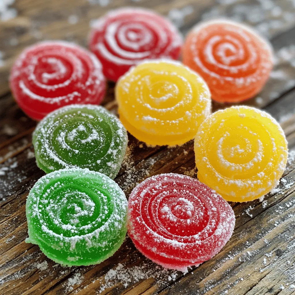 - Granulated Sugar - Water - Cream of Tartar - Flavored Extract Options - Food Coloring (Optional) - Powdered Sugar To make hard candy without corn syrup, you need a few simple items. Let's break it down: - Granulated Sugar: This is the main ingredient. It gives candy its sweetness. You will need 2 cups. - Water: You will need 1/2 cup. It helps dissolve the sugar. - Cream of Tartar: Just 1/4 teaspoon is needed. This prevents sugar from crystallizing. - Flavored Extract Options: Choose your favorite! You can use peppermint, lemon, or raspberry. One teaspoon will add great taste. - Food Coloring (Optional): Use this for fun colors. Just a few drops can make your candy pop. - Powdered Sugar: Dust this on the finished candy to stop it from sticking. These ingredients make a tasty and colorful treat. You can enjoy making it at home. For the full recipe, check out the Homemade Hard Candy Delight. To start, combine the sugar, water, and cream of tartar in a medium saucepan. Use a spatula to stir gently. You want to dissolve all the sugar fully. This step is key. The cream of tartar helps prevent sugar crystals from forming later. Next, place the saucepan on medium heat. Allow the mixture to boil without stirring. Watch closely as it heats. You need to reach the hard crack stage, which is 300°F (149°C). This stage makes the candy hard and crunchy. A candy thermometer is a must. It ensures you reach the right temperature for perfect hard candy. Once your mixture hits 300°F, take it off the heat. Let it cool slightly before adding your flavors. Choose a flavored extract that you love. Common options are peppermint, lemon, or raspberry. If you want, add a few drops of food coloring for fun. Stir quickly to mix it well. Carefully pour the hot candy onto a silicone mat or greased baking sheet. Use your spatula to spread it out evenly. This step will shape your candy. Let it cool at room temperature for about 20 to 30 minutes. Once it hardens, break it into pieces or cut it into shapes with a knife. Dust the pieces with powdered sugar so they don’t stick. For the full recipe, check out the details above. Enjoy making your hard candy! To make the best hard candy without corn syrup, focus on a few key points. First, achieving the right consistency is vital. Use a candy thermometer to check the temperature. Aim for 300°F (149°C). This is the hard crack stage. If you don’t have a thermometer, drop a little candy into cold water. It should crack hard, not form a soft ball. Next, avoid common mistakes. One big mistake is stirring the mixture after it starts to boil. This can cause sugar crystals to form, leading to grainy candy. Also, make sure your pan is clean and dry before starting. Any leftover moisture can ruin the batch. When it comes to serving, presentation matters. Arrange your colorful hard candy in a decorative jar. This makes a great centerpiece for parties. You can also wrap pieces in clear bags tied with ribbons. It makes a lovely gift for friends or family. For an added touch, consider creating themed packaging. Use festive colors for holidays or special events. This not only looks great but also shows you put thought into your gift. Your homemade hard candy will surely impress anyone who receives it! For more tips, check out the Full Recipe and get ready to impress your taste buds! {{image_4}} You can get really creative with flavors in your hard candy. A few popular flavored extract options include: - Peppermint - Lemon - Raspberry - Vanilla - Almond Mixing flavors can lead to fun combinations. Try pairing lemon and raspberry for a bright taste. Or blend peppermint with vanilla for a cool twist. The key is to experiment until you find the mix you love. Adding color to your hard candy makes it more fun. You can use different food coloring techniques to achieve vibrant results. Here are two ideas: - Single Color: Just add a few drops of food coloring when mixing in flavors. Stir until it blends well. - Marbled Effects: To create a marbled look, add different colors at different times. Pour a layer of one color, then drizzle another on top before swirling gently. Holiday-themed candies can brighten up any occasion. Think about these festive ideas: - Holiday Flavors: For Christmas, try gingerbread or cinnamon flavors. For Halloween, use pumpkin spice or apple. - Festive Presentation: Use cookie tins or colorful bags to pack candies. Tie with ribbons that match the season to make them extra special. With these variations, you can make hard candy that fits any mood or celebration. For the full recipe, check out the Homemade Hard Candy Delight above. Enjoy making your sweet treats! To keep your hard candy fresh, store it in an airtight container. Glass jars or plastic containers work well. Avoid using cardboard, as it can absorb moisture. Temperature matters, too. Store your candy in a cool, dry place. A kitchen cupboard away from heat sources is best. High humidity can make your candy sticky, so avoid damp spots. How long do they last? Homemade hard candy can last up to three months when stored properly. Make sure the container is sealed tight to keep out air and moisture. What are the signs of spoilage? If the candy becomes sticky or loses its shine, it may be time to toss it. Mold is a clear sign to discard it. Always check your candy before enjoying. Yes, you can use some substitutes for granulated sugar when making hard candy. Here are a few options: - Coconut sugar: It has a caramel flavor and works well in sweets. - Stevia: This natural sweetener is much sweeter than sugar, so use less. - Agave syrup: This syrup can also be a good option, but it may change the texture. - Honey: This adds flavor but may alter the candy's hardness. Keep in mind that some substitutes may require adjustments in your recipe. It's good to test small batches first. To keep your hard candy from sticking, use these techniques: - Powdered sugar: Dust your candy pieces with powdered sugar. This prevents them from sticking together. - Cornstarch: Mix it with powdered sugar for extra non-stick power. - Silicone mats: Use silicone baking mats when pouring your candy. They help with easy release. - Greased surfaces: Lightly grease your baking sheet or pan before adding the hot candy. These tips will help you enjoy your candy without the mess. Homemade hard candy can be healthier than store-bought options. Here are some reasons why: - Control over ingredients: You choose every ingredient. This means no unwanted additives or preservatives. - Less sugar: You can adjust the amount of sugar to fit your needs. - Natural flavors: Using real fruit extracts or natural flavors adds more nutrition than artificial ones. Overall, making hard candy at home allows for better choices and a more personal touch. You learned how to make delicious homemade hard candy. We covered key ingredients, step-by-step instructions, and tips for success. Remember to monitor temperatures and try different flavors and colors. Storage matters too; proper containers help candy last longer. Enjoy creating unique treats for you and your friends, or give them as gifts. Experiment with your own flavor and color ideas. Making hard candy can be fun and rewarding. Dive into this sweet hobby and enjoy every piece you make!