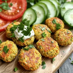 - 1 can (15 oz) chickpeas, drained and rinsed - 1 small red onion, roughly chopped - 3 cloves garlic, minced - 1 cup fresh parsley, tightly packed - 1 teaspoon ground cumin - 1 teaspoon ground coriander - ½ teaspoon baking powder - 1 teaspoon salt - ½ teaspoon black pepper - 2 tablespoons tahini - 1 tablespoon fresh lemon juice - ½ cup breadcrumbs (or oat flour for a gluten-free alternative) - Olive oil spray Every ingredient plays a key role in making your falafel great. - Chickpeas: They provide protein and fiber, making falafel filling. - Red onion: Adds sweetness and flavor depth. - Garlic: Offers a bold taste and health benefits. - Parsley: Brightens the dish and adds freshness. - Cumin and coriander: These spices add warmth and spice. - Baking powder: Helps the falafel rise for a lighter texture. - Salt and black pepper: Enhance all the flavors in the mixture. - Tahini: Adds creaminess and a nutty flavor. - Lemon juice: Brings brightness and balances the dish. - Breadcrumbs: Help bind the mixture and add crunch. - Olive oil spray: Ensures a crispy texture without excess fat. You can adjust ingredients based on what you have. - Chickpeas: Use cooked lentils or black beans for a twist. - Red onion: Substitute with green onions for a milder taste. - Parsley: Cilantro can replace parsley for a different flavor. - Tahini: Almond butter or sunflower seed butter can work too. - Breadcrumbs: Oat flour is great for gluten-free needs. - Lemon juice: Lime juice can be a zesty alternative. For the full recipe, check out the [Full Recipe]. To make your falafel, start by gathering your ingredients. You need chickpeas, red onion, garlic, and parsley. Place these in a food processor. Pulse them until they form a coarse mixture. Make sure to scrape the bowl so everything mixes well. Now, add cumin, coriander, baking powder, salt, black pepper, tahini, and lemon juice. Pulse again, but don’t overdo it. The mixture should be chunky for better texture. Next, move the mixture to a bowl. Stir in breadcrumbs. If it feels too wet, add more breadcrumbs until it holds together. Now that your mixture is ready, let’s shape the falafel. Use your hands to take portions of the mixture. Roll them into small balls or flatten them slightly. Aim for the size of a golf ball. This shape helps them cook evenly in the air fryer. Preheat your air fryer to 375°F (190°C). This step is key for getting crispy falafel. Lightly spray the air fryer basket with olive oil. Place the falafel in a single layer, leaving space between them. This space helps them cook well. Now, spray the tops of the falafel with olive oil for extra crispiness. Cook them for 12 to 15 minutes. Flip them halfway through. They should turn golden brown and crispy. Once they’re done, take them out and let them cool a bit. This cooling time helps the flavors mix. Enjoy your crispy air fryer falafel! To get crispy falafel, the mixture must be just right. Use dry chickpeas instead of canned ones. Soak them overnight in water. This helps the falafel hold its shape and get crispy. Make sure to add breadcrumbs or oat flour to help bind the mixture. The right amount of tahini and lemon juice keeps your falafel moist but not soggy. Preheating your air fryer is key for crispy falafel. It ensures the outside cooks quickly, forming a nice crust. Set the air fryer to 375°F (190°C) for about 5 minutes before cooking. This way, your falafel start cooking right away. The hot air circulates, giving you a crispy finish. Watch out for a few common mistakes. First, don’t over-process the chickpea mixture. It should be coarse, not a paste. Second, avoid overcrowding the air fryer. Give space between each falafel for even cooking. Lastly, skip the oil spray, and your falafel may stick. Lightly spray them before and during cooking for the best results. You can find the full recipe for more details. {{image_4}} To make your falafel spicy, add a pinch of cayenne pepper or red pepper flakes. Start with ¼ teaspoon and adjust to your taste. You can also mix in some chopped jalapeños for a fresh kick. These spices enhance the flavor and give your falafel a unique twist. Feel free to experiment until you find the right amount of heat that you enjoy. If you need a gluten-free option, you can use oat flour instead of breadcrumbs. Just pulse rolled oats in the food processor until fine. This keeps the falafel texture nice while making it safe for gluten-sensitive diets. You can also skip the breadcrumbs entirely for a more authentic taste. The chickpeas hold together well on their own if blended just right. Dips and sauces make falafel even better. I love serving them with tahini sauce for a rich flavor. You can also try a yogurt-based sauce for a creamy touch. Mix plain yogurt with lemon juice, garlic, and fresh herbs for extra taste. Serve falafel with warm pita bread, fresh veggies, or a simple salad. These sides complete the meal and add more color to your plate. To store leftover falafel, let them cool completely. Place them in an airtight container. They can last in the fridge for up to four days. Make sure to separate layers with parchment paper to avoid sticking. If you have a lot, consider portioning them out for easy use. Reheating falafel can be tricky. For best results, use the air fryer. Preheat it to 350°F (175°C). Cook the falafel for about five minutes. This brings back their crispiness. You can also use the oven at the same temperature. Avoid the microwave since it makes them soggy. To freeze falafel, first shape them but don’t cook them. Place them on a baking sheet lined with parchment paper. Freeze until solid, then transfer to a freezer bag. They can last up to three months. When ready to eat, cook them straight from the freezer. Just add a couple of extra minutes to the cooking time in the air fryer. Enjoy your crispy air fryer falafel anytime! For the full recipe, check the previous sections. Yes, you can make falafel without breadcrumbs. You can use oat flour as a gluten-free option. Other options include ground almonds or chickpea flour. These options help bind the mixture and give it structure. Just add enough so the mixture holds together when shaped into balls. Your falafel is cooked when it turns golden brown and crispy. The cooking time in the air fryer is about 12 to 15 minutes. Flip them halfway through for even cooking. You can also check the center with a toothpick. It should feel firm, not mushy. You can serve air fryer falafel with many tasty sides. Try warm pita bread for a classic touch. Fresh veggies like cucumber and tomato add crunch. A dollop of tahini sauce complements the falafel well. You can also add a side salad for freshness. For a fun twist, serve them in wraps or bowls with grains. Check out the full recipe for more ideas! In this post, we explored the key ingredients in air fryer falafel, including their benefits and possible substitutions. I shared a simple step-by-step guide to mix, shape, and cook the perfect falafel. You learned tips for achieving a crispy texture and easy variations for different tastes. Lastly, I explained how to store and reheat leftovers effectively. Now, you can enjoy delicious falafel anytime, with confidence in your cooking skills.