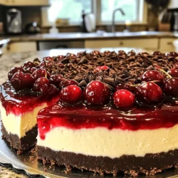 To make a delightful Black Forest no-bake cheesecake, gather these ingredients: - 1 ½ cups chocolate graham cracker crumbs - ½ cup unsalted butter, melted - 2 cups cream cheese, softened to room temperature - 1 cup powdered sugar - 1 teaspoon vanilla extract - 1 ½ cups heavy whipping cream - 1 cup cherry pie filling - Dark chocolate shavings, for garnish - Fresh cherries, for garnish You can switch some ingredients if needed: - For the crust, try regular graham crackers or Oreo cookies. - For a dairy-free option, use cashew or almond cream cheese. - If you want less sugar, use a sugar substitute like stevia or monk fruit. Using fresh ingredients makes a big difference in taste: - High-quality cherries give a brighter flavor. Look for ripe, juicy ones. - Fresh whipping cream beats pre-packaged options. It adds a rich, light texture. - Combining ingredients Start by mixing 1 ½ cups of chocolate graham cracker crumbs with ½ cup of melted unsalted butter. This mixture should look like wet sand. Stir well until all the crumbs are coated. - Pressing into the pan Next, take this mixture and press it firmly into the bottom of a 9-inch springform pan. Use your hands or a flat measuring cup to create an even layer. Once done, chill it in the fridge for 15 minutes. - Mixing cream cheese In a large bowl, beat 2 cups of softened cream cheese using an electric mixer. Mix until it’s smooth and creamy. This step is key for a fluffy filling. - Adding powdered sugar Gradually add 1 cup of powdered sugar and 1 teaspoon of vanilla extract. Keep mixing until everything is well combined and there are no lumps. - Technique for perfect whipped cream In a separate bowl, pour 1 ½ cups of heavy whipping cream. Whip it with an electric mixer. Stop when stiff peaks form, which takes about 3-4 minutes. - Incorporating whipped cream into the filling Gently fold the whipped cream into the cream cheese mix with a spatula. Make sure no white streaks remain. This gives the cheesecake its light and airy texture. - Pouring and spreading the filling Pour half of the filling onto the chilled crust. Use a spatula to spread it evenly. - Adding cherry pie filling Spoon half of the cherry pie filling over the cheesecake layer. Pour the rest of the filling on top, smoothing it out again. Finally, add the remaining cherry filling on top for a beautiful finish. - Importance of chilling time Cover the springform pan with plastic wrap. Chill it in the refrigerator for at least 4 hours, but overnight is best. This helps the cheesecake set properly. - Tips for setting properly Make sure your fridge is cold enough. A good chill is crucial for the perfect slice. - Releasing from the springform pan After chilling, carefully release the sides of the springform pan. This will give you a lovely round cheesecake. - Garnishing the cheesecake Right before serving, add dark chocolate shavings and fresh cherries on top. This makes your dessert look even more tempting. Slice and enjoy this delightful dessert! You can find the full recipe [here](#). To get your cheesecake just right, start with room temperature cream cheese. Cold cream cheese can lead to lumps. Let it sit out for about 30 minutes before you mix. This step is key for a smooth filling. When you whip the cream, aim for stiff peaks. This takes about 3-4 minutes with a mixer. Once you whip the cream, gently fold it into the cream cheese mixture. Use a spatula and take your time. This helps keep your cheesecake light and airy. Want to jazz up the flavor? Try adding chocolate liqueur to your filling. This gives a rich taste that pairs perfectly with cherries. You can also switch up the toppings. Instead of cherry pie filling, use fresh raspberries or strawberries. This gives you a new twist on a classic dessert. For a stunning look, decorate with dark chocolate shavings. You can also add fresh cherries on top. This not only looks beautiful but also adds freshness. Serve the cheesecake on a nice cake stand to elevate your dessert. A sprinkle of chocolate shavings around the base adds flair and makes it even more appealing. For the full recipe, check out the link. Enjoy creating your own Black Forest No-Bake Cheesecake! {{image_4}} You can change the flavor of this cheesecake if you want. Trying a raspberry no-bake cheesecake can be fun. Just swap the cherry pie filling for raspberry. Use fresh or frozen raspberries for a bright taste. You might even add a splash of raspberry puree to the cream cheese mix. This adds depth to the flavor. Another twist is a mocha or espresso variant. Mix in a tablespoon of instant coffee or espresso powder with the cream cheese. This gives the cheesecake a delicious coffee kick. You can top it with cocoa powder or chocolate shavings for a lovely finish. Making this cheesecake fit different diets is easy. If you need a gluten-free option, use gluten-free chocolate graham cracker crumbs. Make sure all other ingredients are gluten-free too. You can still enjoy the same great taste without gluten. For a vegan Black Forest cheesecake, use dairy-free cream cheese. Substitute the heavy cream with coconut cream for a rich texture. You can even sweeten it with maple syrup instead of powdered sugar. This way, you can keep the flavor while sticking to your diet. You can make mini cheesecakes for a fun twist. Use small tart pans or muffin tins with liners. Just divide the crust and filling among these smaller pans. They are perfect for parties or gifts. Each mini cheesecake is easy to serve and eat. If you are hosting a large gathering, simply scale up the recipe. Double or triple the ingredients and use a bigger pan. Just keep an eye on the chilling time. A larger cheesecake may need longer to set. To keep your Black Forest no-bake cheesecake fresh, place it in the fridge. Use an airtight container or cover the cheesecake with plastic wrap. This keeps the moisture in and prevents it from drying out. If you use a springform pan, you can simply cover the top with plastic wrap. Make sure to avoid touching the filling to keep it clean. Yes, you can freeze this cheesecake for later enjoyment! First, let it chill in the fridge until set. Then, wrap it well in plastic wrap. You can also use aluminum foil for extra protection. When stored properly, it keeps well in the freezer for up to three months. To defrost, place it in the fridge overnight. This keeps the texture nice and creamy. For the best flavor and texture, eat the cheesecake within five days of making it. After that, it may start to lose its freshness. Look for signs like a change in smell or texture. If it begins to smell off or the filling looks watery, it is best to discard it. Enjoy your cheesecake at peak freshness for the best taste! Chill the cheesecake for at least 4 hours. For the best results, overnight is better. This helps the cheesecake set well and develop its full flavor. The longer it chills, the firmer it gets. Yes, you can use regular graham crackers. This change can reduce the rich chocolate flavor. The crust will be less sweet and more classic. If you like a less sweet dessert, this is a good option. To slice the cheesecake, use a sharp knife. Dip the knife in warm water before each cut. Wipe the knife after each slice. This keeps the slices clean and neat. You can make the cheesecake up to two days in advance. Just store it in the fridge, covered. This allows the flavors to blend well. It also saves you time on the day of serving. For best taste, eat it within three days. Check out the Full Recipe for more details. This blog post lays out the key steps for making a delicious no-bake cheesecake. You learned about the must-have ingredients and helpful substitutes. Fresh ingredients add great taste. We discussed easy steps to prepare, layer, and chill your cheesecake. You also got tips for serving, variations, and storage. In summary, this recipe offers flexibility and fun. Enjoy making it your own!