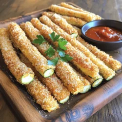 - 2 medium zucchinis, sliced into fry-shaped sticks - 1 cup breadcrumbs (plain or seasoned) - 1/2 cup freshly grated Parmesan cheese - 1 teaspoon garlic powder - 1 teaspoon onion powder - 1/2 teaspoon smoked paprika - 2 large eggs, beaten - Salt and black pepper to taste - Olive oil spray - Additional seasoning ideas (e.g., Italian herbs, red pepper flakes) - Alternative dipping sauces (e.g., ranch, garlic aioli) When I first made crispy baked zucchini fries, I was surprised by how easy they were. The ingredients are simple and fresh. You can find everything at your local store. Zucchini is the star here. Pick medium zucchinis for the best fries. They have a great crunch. The breadcrumbs give the fries their crispy coating. You can use plain or seasoned breadcrumbs. Parmesan cheese adds a rich flavor. The garlic and onion powders boost the taste, while smoked paprika gives a slight kick. I love adding a pinch of salt and black pepper to enhance the overall flavor. The eggs help the coating stick. Be sure to beat them well. You can also use olive oil spray to make the fries even crispier as they bake. If you want to get creative, try adding herbs like oregano or thyme. You can also include red pepper flakes for a spicy kick. For dipping sauces, ranch or garlic aioli pairs well. This recipe is perfect for a snack or side dish. I often serve them at parties. They disappear fast! For the full recipe, check out the detailed steps. Enjoy cooking! - Slice zucchinis into fry-shaped sticks - Preheat oven to 425°F (220°C) First, grab two medium zucchinis. I like to cut them into fry-shaped sticks, about the size of regular fries. This helps them cook evenly. Next, preheat your oven to 425°F (220°C). This high heat gives the fries that perfect crisp. - Combine breadcrumbs and seasonings in a bowl - Dip zucchini slices in whisked eggs and coat with breadcrumb mixture Now, let's get to the fun part: coating! In a bowl, mix one cup of breadcrumbs with a half-cup of grated Parmesan cheese, one teaspoon of garlic powder, one teaspoon of onion powder, and half a teaspoon of smoked paprika. This blend adds great flavor. In a separate bowl, whisk two large eggs until they are smooth. Take each zucchini stick, dip it in the egg, and let any extra drip off. Then place it in the breadcrumb mix. Make sure to coat it well. Press lightly to help the crumbs stick. - Arrange coated fries on a parchment-lined baking sheet - Spray with olive oil and bake for 20-25 minutes Next, lay all the coated fries on a baking sheet lined with parchment paper. This step is key for easy cleanup! Give them a light spray with olive oil. This helps them get that nice golden brown color. Bake the fries for 20 to 25 minutes. Remember to flip them halfway through. This way, they cook evenly and stay crispy. For the full recipe, check out the detailed instructions provided earlier. Enjoy your cooking! To make your zucchini fries super crispy, flip them halfway through baking. This simple step ensures even cooking and browning on both sides. I also like to use olive oil spray. It coats the fries lightly and helps create that perfect crunch. Just a quick spray before they go into the oven makes a huge difference. Choosing the right zucchini is key. Look for firm zucchinis with smooth skin. Fresh zucchinis should feel heavy for their size. Aim for medium-sized zucchinis; they have the best texture for fries. If they are too large, they can be watery and mushy inside. Avoid sogginess by using proper coating techniques. Make sure each fry is coated well, but not too thickly. If the coating is too thick, it can trap moisture. Also, don’t overcrowd the baking sheet. Give each fry space so they can crisp up nicely. A crowded sheet leads to steaming, not baking. For the full recipe, check out the complete guide above. {{image_4}} You can change up the taste of your crispy baked zucchini fries easily. Try adding different herbs and spices. For example, mix in Italian herbs or a pinch of red pepper flakes for some heat. You can also introduce cheese varieties. Instead of Parmesan, use cheddar or mozzarella for a new twist. If you want a different texture, consider using an air fryer. It cooks the fries faster and makes them extra crispy. Just set it to 400°F (200°C) and cook for about 15 minutes. Another option is grilling the zucchini fries. Grilling gives them a nice smoky flavor. Just make sure to oil the grill grates to prevent sticking. For gluten-free options, substitute regular breadcrumbs with gluten-free ones. This keeps the crunch while making it suitable for everyone. You can also try low-carb versions. Use almond flour instead of breadcrumbs for a healthier choice. This way, you can enjoy the fries without the extra carbs, making them a tasty treat for all! To keep your zucchini fries fresh, place them in an airtight container. You can store them in the fridge for up to three days. For reheating, use the oven to keep them crispy. Preheat the oven to 400°F (200°C) and bake for about 10 minutes. This helps restore their crunch. If you want to freeze your fries, do it before baking. Lay the coated fries on a baking sheet in a single layer. Freeze for a few hours until solid. Then, transfer them to a freezer bag. To cook, there's no need to thaw. Just bake them straight from the freezer. Increase the cooking time by 5-10 minutes. In the fridge, your zucchini fries will last about three days. In the freezer, they keep well for up to three months. Enjoy your delicious snack anytime by following these storage tips! For the full recipe, refer to the earlier section. To make zucchini fries crispy, focus on the coating and baking. Here are my essential tips: - Dry the Zucchini: Before coating, pat the zucchini sticks with a paper towel. This removes excess moisture. - Use Two Coats: Dip the zucchini in the egg, then coat with breadcrumbs. For extra crunch, repeat the egg dip and breadcrumb coat. - Space Them Out: Place the fries in a single layer on the baking sheet. Avoid crowding to let air circulate. - Olive Oil Spray: A light spray of olive oil before baking helps them crisp. This trick is key for that desirable crunch. - Flip Halfway: Flip the fries halfway through baking. This ensures they cook evenly and get golden on both sides. Yes, you can prep zucchini fries ahead of time. Here’s how to do it: - Pre-cut Zucchini: Slice the zucchini and store in an airtight container in the fridge. They stay fresh for up to two days. - Coat Ahead: After coating, you can freeze them. Lay them on a baking sheet and freeze until firm. Then transfer to a bag. - Reheating: Bake from frozen at 425°F (220°C) for an extra 5-10 minutes. This will give you crispy fries again. Zucchini fries are versatile and pair well with many sauces. Here are my favorites: - Marinara Sauce: A classic choice. Its acidity complements the fries well. - Ranch Dressing: Creamy and tangy, it adds great flavor. - Garlic Aioli: This rich dip enhances the fries with a burst of garlic. - Spicy Ketchup: A twist on the classic, it offers a kick. - Yogurt Dip: Mix Greek yogurt with herbs for a fresh option. Baked zucchini fries are a healthier snack option. Each serving (about four fries) contains roughly 100 calories. Here's a brief overview: - Calories: Around 100 per serving - Fat: About 4 grams - Carbohydrates: Approximately 12 grams - Protein: Roughly 5 grams - Fiber: About 2 grams Absolutely! Many vegetables work well as fries. Here are some great options: - Carrots: Slice into thin sticks. They add a sweet crunch. - Sweet Potatoes: Cut into fries and bake for a hearty option. - Eggplant: Slice and coat for a unique twist. - Bell Peppers: They can be cut into strips for a colorful snack. - Parsnips: These bring a slightly nutty flavor when baked. Explore the full recipe for more details on making crispy baked zucchini fries. In this post, we explored how to make tasty zucchini fries. You learned about ingredients and step-by-step instructions for baking them. We also covered tips for extra crispiness and common mistakes to avoid. Remember, you can change flavors and even try using other veggies. With these insights, you can enjoy crunchy, healthy snacks. Get creative with seasonings and sauces to make this dish your own. Happy cooking!