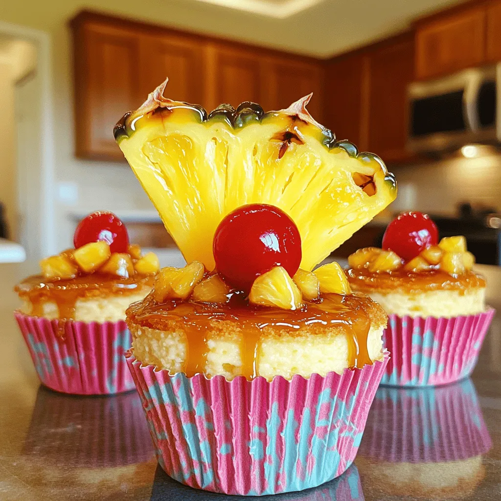 To make mini pineapple upside down cheesecakes, you need key components. Here’s the list: - 1 cup graham cracker crumbs - 1/4 cup unsalted butter, melted - 1/4 cup granulated sugar - 1 (8 oz) package cream cheese, softened - 1/2 cup powdered sugar - 1 teaspoon vanilla extract - 1 cup crushed pineapple, drained - 1 cup heavy whipping cream - Maraschino cherries, for topping - Fresh pineapple slices, for garnishing Each ingredient plays a key role. The graham cracker crumbs form the crust, giving a sweet and crunchy base. The melted butter binds the crumbs, ensuring a firm structure. Granulated sugar adds sweetness to the crust. Cream cheese creates a rich and creamy filling. Powdered sugar sweetens the filling smoothly. Vanilla extract enhances the overall flavor. Crushed pineapple brings a tropical taste and moistness. Heavy whipping cream adds lightness and fluffiness to the cheesecake. Maraschino cherries and fresh pineapple slices are for topping, adding color and a fruity burst. You can add fun toppings to make these cheesecakes even better! Try drizzling caramel sauce over the top for extra sweetness. Whipped cream can also add a light and airy touch. When choosing maraschino cherries, look for bright red ones with a firm texture. They should be sweet but not overly syrupy. Fresh pineapple slices can be cut to fit each mini cheesecake. This adds a fresh, juicy bite and makes your treat look amazing! First, set your oven to 350°F (175°C) to preheat. This helps the crust bake evenly. Gather your baking tools, like a muffin tin and cupcake liners. Next, make the crust. In a large bowl, mix the graham cracker crumbs, melted butter, and granulated sugar. Stir until the crumbs look sandy and are well coated in butter. Now, line your muffin tin with cupcake liners. Take about 1 tablespoon of the crust mixture and press it firmly into the bottom of each liner. Make sure the crust is tightly packed. Bake these in the preheated oven for about 5 minutes. Remove them and let them cool completely. For the cheesecake filling, grab a medium bowl. Beat the softened cream cheese with an electric mixer until smooth. Slowly add the powdered sugar and vanilla extract, mixing well. This creates a sweet and creamy base. Next, fold in the drained crushed pineapple. Do this gently with a spatula. Be careful not to over-mix, as you want to keep the texture light. In another bowl, whip the heavy cream until stiff peaks form. This adds air and fluffiness to the filling. Gently fold the whipped cream into the cream cheese mixture until just combined. Now, it’s time to assemble your mini cheesecakes. Spoon the cheesecake filling into each cupcake liner over the cooled crusts. Fill them about three-quarters full to allow for some expansion. Cover the muffin tin with plastic wrap or foil. Place it in the fridge and let the mini cheesecakes chill for at least 4 hours. This step is important for a perfect set. You’ll know they are ready when they feel firm to the touch. Once set, carefully remove each mini cheesecake from the muffin tin. Top each one with a slice of fresh pineapple and a maraschino cherry for a fun, colorful touch. Enjoy your delightful treat! For the full recipe, see above. To whip cream to the right texture, start with cold heavy cream. Use a clean bowl and beaters. Beat on medium speed until soft peaks form. This means the cream should hold its shape but still be smooth. Avoid over-whipping, as this can cause the cream to turn grainy. To keep lumps out of the cheesecake filling, ensure your cream cheese is softened. Use a mixer to beat it until smooth. Gradually add the powdered sugar and mix well. This prevents lumps from forming. When folding in pineapple, use a spatula gently. This keeps the mixture airy. You can add fun flavors to your cheesecakes. For a tropical twist, try adding shredded coconut or lime zest. Both give a fresh taste that pairs well with pineapple. If using fresh pineapple, ensure it is ripe and sweet. Canned pineapple works too but be sure to drain it well to avoid excess liquid. Garnishing your mini cheesecakes makes them look fancy. Add a slice of fresh pineapple and a maraschino cherry on top. This brings color and a fun pop. For a more elegant look, drizzle caramel sauce over each cheesecake. A fresh mint leaf can add a lovely green touch. When serving at parties, place them on a decorative platter. This adds to the visual appeal and makes them stand out. You can find the Full Recipe for these delightful treats above. {{image_4}} You can make mini cheesecakes in many fun ways. For different toppings, think about using strawberries, blueberries, or mango. These fruits all add vibrant colors and fresh tastes. You can also try adding coconut flakes on top for a tropical flair. If you want to get creative, mix in chocolate or nuts. For example, add chocolate chips to the filling for a rich taste. You can also sprinkle crushed nuts on top for a crunchy texture. This gives your mini cheesecakes a unique twist that everyone will love. You can easily adjust this recipe for different diets. For a gluten-free option, use gluten-free graham crackers for the crust. If you need a dairy-free cheesecake, swap cream cheese with a dairy-free alternative. Almond or cashew cream works well for this. Low-sugar versions are also simple to make. Use a sugar substitute like stevia or monk fruit in place of granulated sugar. You can also limit the amount of heavy cream to cut down on calories. These changes keep your mini cheesecakes delicious and healthy. For the full recipe, check out the complete guide. To keep your mini pineapple upside down cheesecakes fresh, store them in the fridge. Place them in an airtight container. This helps avoid any fridge odors. You can also cover them tightly with plastic wrap. When stored correctly, they stay fresh for about five days. Freezing mini cheesecakes is a great way to save them for later. First, let them chill fully in the fridge. Then, wrap each cheesecake in plastic wrap tightly. Place them in a freezer-safe bag or container. They can last up to three months in the freezer. When you want to enjoy one, take it out. Let it thaw in the fridge overnight. This keeps the texture and flavor intact. Avoid microwaving straight from the freezer, as it can change the texture. Yes, you can make these mini cheesecakes a day in advance. Just prepare them as usual and chill them overnight. This helps the flavors meld beautifully. Keep them covered with plastic wrap or foil to prevent drying out. Remove them from the fridge right before serving for the best taste. If you lack cupcake liners, you can use muffin tins directly. Just grease the muffin tin well with cooking spray or butter. You can also use parchment paper cut into circles to fit the bottom. This way, you can still pop them out easily once they are chilled. To check if the cheesecakes are set, gently shake the muffin tin. If they jiggle slightly in the center, they're ready. They should feel firm to the touch on the edges. After chilling, they should hold their shape when removed from the tin. Yes, you can swap ingredients if needed. Use low-fat cream cheese for a lighter version. You can replace heavy cream with coconut cream for a dairy-free option. If fresh pineapple is not available, canned pineapple works well too. Just make sure to drain it well to avoid excess moisture. You can find the Full Recipe for mini pineapple upside down cheesecakes in the article above. It includes all the ingredients and step-by-step instructions needed for making this delightful treat. Enjoy the process of creating these mini masterpieces! This blog post covers how to make delicious mini pineapple upside-down cheesecakes. You learned about key ingredients, preparation steps, and tips for the best texture. Customizing flavors and ensuring perfect presentation can make your treats stand out. Storing and freezing options help keep leftovers fresh. With these tips and insights, you're now ready to create tasty desserts that impress. Enjoy your baking adventure and share your mini cheesecakes with friends and family!