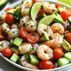 - 200g shrimp, peeled and deveined - 200g scallops - 150g calamari, sliced into rings - 1 cup cherry tomatoes, halved - 1 cucumber, diced into small cubes - 1 ripe avocado, cubed - 1/4 cup red onion, finely chopped - 1/4 cup fresh parsley, chopped - Juice of 2 limes - 3 tablespoons extra virgin olive oil - Salt and freshly ground pepper to taste - Pinch of red chili flakes (optional for spice) When making seafood salad, the mix of seafood and fresh veggies is key. The shrimp gives a sweet taste, while scallops add a rich flavor. Calamari brings a nice chewiness. You can choose fresh seafood or frozen, but fresh is always best. The veggies brighten the dish. Cherry tomatoes offer a burst of juiciness. The cucumber adds crunch, and the avocado brings creaminess. Red onion adds a sharp bite, while parsley gives a fresh finish. The dressing is simple yet zesty. Lime juice adds tang, while olive oil makes it smooth. Salt and pepper enhance the flavors, and a pinch of chili flakes can spice things up. You can find the full recipe for this seafood salad to enjoy the ocean's fresh bounty. - Boil shrimp until bright pink and opaque (2-3 minutes) - Cook scallops and calamari until tender (2-4 minutes) To start, bring a large pot of salted water to a boil. This helps the seafood cook evenly. Add your shrimp first. You want them to turn bright pink and opaque. This usually takes about 2-3 minutes. Once they’re done, use a slotted spoon to take them out. Place the shrimp on a plate to cool. Next, in the same boiling water, add the scallops and calamari. Cook them for about 2-4 minutes. Watch for the scallops to turn opaque and the calamari to become tender. Drain them and let them cool as well. - Combine cherry tomatoes, cucumber, avocado, red onion, and parsley in a bowl While the seafood cools, it’s time to prep the veggies. Grab a large mixing bowl. Add in 1 cup of halved cherry tomatoes, 1 diced cucumber, and 1 cubed avocado. Then, toss in 1/4 cup of finely chopped red onion and 1/4 cup of fresh parsley. This mix adds color and flavor to your salad. - Add cooled seafood to the vegetable mix - Whisk dressing ingredients together and combine with the salad Once your seafood is cool, it’s time to mix everything. Add the shrimp, scallops, and calamari to the bowl with your veggies. Now, let’s make the dressing. In a small bowl, whisk together the juice of 2 limes, 3 tablespoons of extra virgin olive oil, salt, and pepper. If you like a bit of heat, add a pinch of red chili flakes. This dressing brings everything together. Drizzle the dressing over the seafood and vegetable mix. Gently toss everything until coated. Let the salad rest for about 10 minutes. This helps the flavors meld. You’ll get a fresh, flavorful seafood salad that’s sure to impress. For the full recipe, check out Ocean Breeze Seafood Salad. - Serve in chilled bowls for an elegant touch. - Garnish with parsley and lime wedges. Chilling the bowls makes the salad feel fancy and refreshing. Using lime wedges gives a pop of color and adds flavor when squeezed. A sprinkle of fresh parsley brightens up the dish and invites guests to dig in. - Add a pinch of red chili flakes for extra spice. - Consider a splash of your favorite hot sauce. If you like heat, red chili flakes can elevate the taste. Just a tiny pinch can make a big difference! A few drops of hot sauce can also add a kick without overpowering the fresh flavors. - Substitute seafood types based on availability. - Use different dressings for varied flavors. Feel free to mix up the seafood! Use crab or lobster if you find them fresh. Trying new dressings can also change the entire vibe. A creamy dressing or a tangy vinaigrette can create a whole new experience for your salad. If you want to explore more, check the full recipe for ideas! {{image_4}} In this version, shrimp shines as the star. You can use fresh or frozen shrimp. I prefer fresh shrimp for the best taste. Cook the shrimp until they turn bright pink. This takes only a few minutes. After cooking, chop them into bite-sized pieces. Mix the shrimp with diced vegetables like cucumber and tomatoes. A light dressing of lime juice and olive oil enhances the flavors. This salad is quick, easy, and full of taste. For a different twist, try using lump crab meat. Crab adds a sweet and rich flavor. This option is perfect for special occasions. Start with fresh lump crab meat, if possible. Gently fold it into a mix of veggies. You can add celery for crunch and a bit of dill for freshness. A squeeze of lemon juice brightens the dish. This salad pairs beautifully with crackers or toasted bread. If you love variety, a mixed seafood salad is for you. You can combine shrimp, crab, and scallops for a seafood medley. Each seafood brings its unique taste and texture. For this version, cook each seafood type separately. This keeps flavors distinct and fresh. Toss everything together with a zesty dressing. This salad can be a main dish or a side. It's perfect for gatherings or a light lunch. Don't forget to check out the Full Recipe for a complete guide! Store any leftover seafood salad in an airtight container. It will stay fresh for up to 2 days. This helps keep the flavors intact. Make sure to seal it well to prevent any odors from seeping in. Freezing seafood salad is not a good idea. When you freeze seafood, it changes texture. The salad may become mushy and unappetizing once thawed. Enjoy it fresh instead for the best taste. Serve the seafood salad chilled. Once mixed, do not reheat the salad. Reheating can ruin the bright flavors and textures. Enjoy it cold for a refreshing treat. Yes, you can prepare the ingredients and dress them shortly before serving. This method keeps everything fresh and tasty. I often chop vegetables and cook seafood a few hours in advance. Just mix it all together when you're ready to eat. Shrimp, scallops, crab, and calamari are popular options. Each type brings a unique flavor and texture. Shrimp adds a sweet note, while scallops are tender and buttery. Crab gives a rich taste, and calamari adds a nice chew. Feel free to mix and match based on your preference! Yes, seafood salad is generally low in calories and high in protein, especially with fresh ingredients. Seafood is packed with good nutrients and healthy fats. This makes it a great choice for a light meal. Plus, adding fresh veggies boosts the vitamin content even more. Add grains like quinoa or pasta for additional texture and bulk. This change makes the salad heartier. You can also toss in some beans or chickpeas for extra protein. These additions make the salad not just a side dish but a full meal! This seafood salad combines fresh seafood and crispy veggies for a tasty dish. You learned how to cook shrimp, scallops, and calamari perfectly, then mix them with cherry tomatoes, avocado, and cucumber. The lime dressing adds zest and flavor. Remember to store leftovers in the fridge for up to two days, or enjoy it fresh. Feel free to customize the salad to suit your taste. Seafood salad is not just delicious; it's healthy and packed with protein. Enjoy your cooking, and make this dish a crowd favorite!