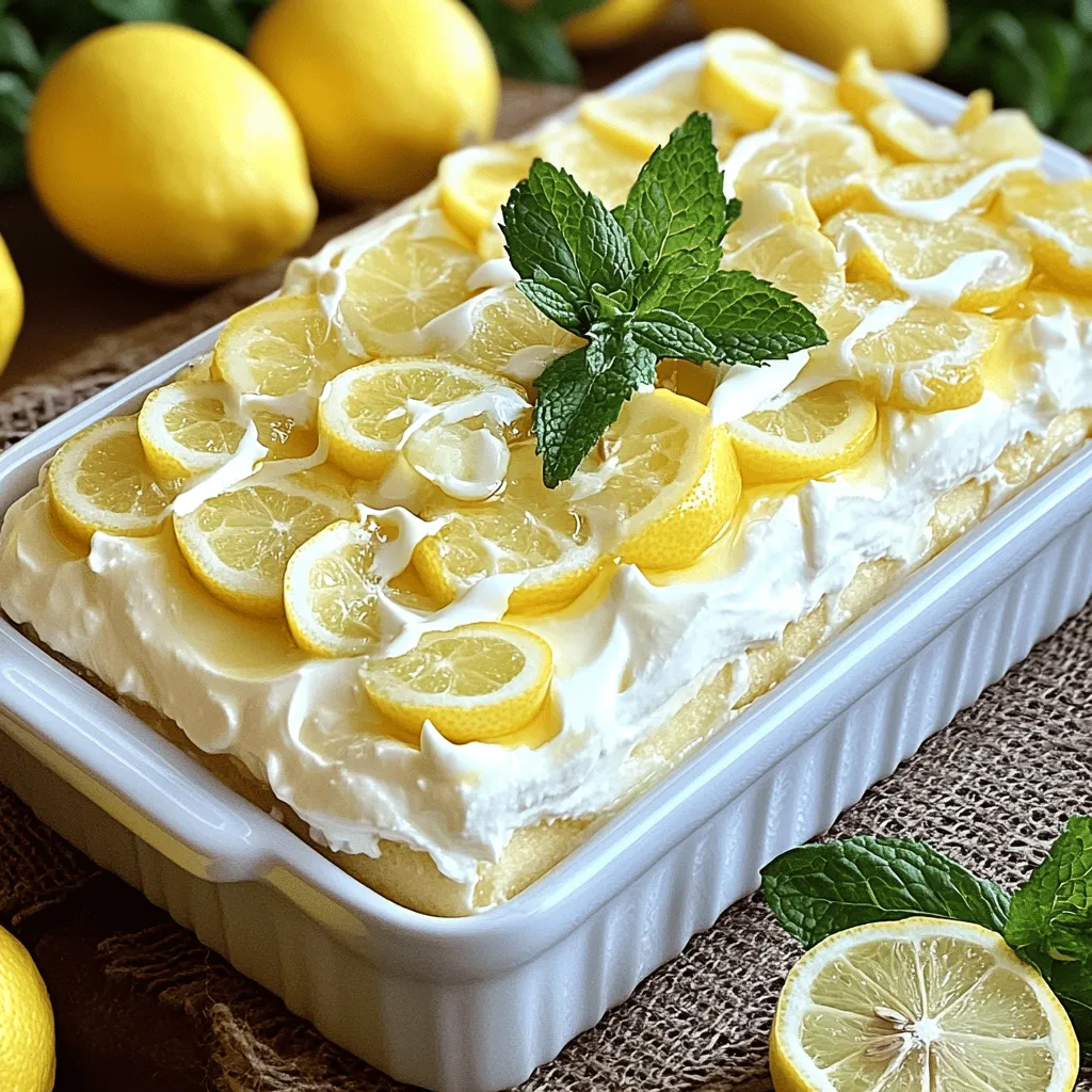 - 1 cup mascarpone cheese - 1 cup heavy cream - 1/2 cup powdered sugar - 1 teaspoon pure vanilla extract - 1/4 cup freshly squeezed lemon juice - Zest of 2 medium lemons - 12-15 ladyfinger cookies - 1 cup cooled brewed herbal tea (such as chamomile or lemon verbena) - Lemon slices and fresh mint leaves for garnish To make a delicious lemon tiramisu, gather these fresh ingredients. Mascarpone cheese gives it a rich base, while heavy cream adds fluffiness. Use powdered sugar for sweetness and vanilla extract for flavor. Fresh lemon juice and zest are key to that bright, zesty taste. You'll need ladyfingers to hold the layers. You can dip them in herbal tea for a unique twist. For the final touch, lemon slices and mint leaves make a lovely garnish. This combination creates a light and creamy dessert that is perfect for any occasion. - Electric mixer - Mixing bowls - Rectangular or square dish (approximately 9x9 inches) - Spatula Having the right tools is crucial for success. An electric mixer helps blend your ingredients smoothly. Use mixing bowls to keep everything organized. A rectangular or square dish makes layering easy. Finally, a spatula will help you spread the creamy mixture evenly. With these ingredients and tools, you're ready for a delightful culinary adventure. For the complete guide to creating this dessert, check out the Full Recipe. In a large bowl, combine the following ingredients: - 1 cup mascarpone cheese - 1 cup heavy cream - 1/2 cup powdered sugar - 1 teaspoon pure vanilla extract - 1/4 cup freshly squeezed lemon juice - Zest of 2 medium lemons Beat these together until smooth and fluffy. This should take about 2-3 minutes. Make sure everything blends well. The mix should be creamy and light. Next, take each ladyfinger cookie. Quickly dip it into 1 cup of cooled herbal tea. Make sure you do not soak them. A swift dip on both sides for about 1-2 seconds is enough. This keeps them from getting too soggy. Grab a rectangular or square dish, about 9x9 inches. Arrange the dipped ladyfingers in a single layer at the bottom. Spread half of the lemon mixture over this layer smoothly. Then, add another layer of dipped ladyfingers. Top this with the rest of the lemon mixture, ensuring it covers evenly. Cover the dish tightly with plastic wrap. Refrigerate for at least 4 hours, but overnight is best. This chilling time lets the flavors blend. It makes the dessert even tastier. Once chilled, your lemon tiramisu will be ready to serve. For the full recipe, check out the details provided! To get the best texture, mix the mascarpone and cream until you see soft peaks. This means the mixture should hold its shape but still look smooth. If you beat it too much, it can become grainy. Soft peaks provide a light and airy feel, making every bite melt in your mouth. You can add a twist to your lemon tiramisu by trying different herbal teas or zest. Chamomile adds a sweet flavor, while lemon verbena gives a bright touch. You could also play with citrus zest like lime or orange for a unique zing. Experimenting lets you find the flavor that you love most. Presentation matters when serving dessert. Chill your plates in the fridge before serving. This keeps your lemon tiramisu cool and refreshing. For a beautiful finish, garnish each slice with a mint leaf and a twist of lemon zest. This adds color and makes your dessert look fancy, impressing your guests. For the complete process, check the [Full Recipe]. {{image_4}} You can change the flavor of your lemon tiramisu by using lime or orange. Both citrus fruits add a fresh twist. Simply replace the lemon juice and zest with lime or orange. This makes the dessert sweet and bright. Another fun idea is to add a layer of berry compote. You can use strawberries, raspberries, or blueberries. Just spread it between layers for a fruity burst. If you need gluten-free options, try using almond ladyfingers. They give a unique taste and texture. For those on a vegan diet, you can swap mascarpone and cream with coconut cream or silken tofu. Blend the tofu with a bit of lemon juice for a creamy feel. This way, everyone can enjoy this tasty treat. Incorporating seasonal fruits can make your tiramisu even more special. In summer, add fresh strawberries or peaches for a juicy surprise. In autumn, consider using pumpkin spice or cinnamon. Each season brings new flavors, so feel free to experiment. Your lemon tiramisu can reflect the time of year with just a few changes. You can find the full recipe above to try these fun variations! To keep your Lemon Tiramisu fresh, store it in the refrigerator. Place it in an airtight container or cover it tightly with plastic wrap. This helps prevent it from drying out and keeps the flavors intact. Make sure it is in the coldest part of the fridge. Lemon Tiramisu can last about 3 to 5 days in the fridge. Enjoy it within this time for the best flavor and texture. If you want to save some for later, you can freeze it. Slice the dessert, wrap each piece in plastic wrap, and then in foil. This keeps it safe from freezer burn. It can stay good for up to a month in the freezer. When you're ready to eat it, let it thaw in the fridge overnight before serving. Lemon tiramisu is a fresh twist on the classic Italian dessert. Traditionally, tiramisu uses coffee flavors, but this version uses bright lemon. It combines layers of creamy lemon mascarpone with soft ladyfingers. The dessert is light and refreshing, perfect for any occasion. This dessert likely comes from Italy, where chefs love to play with flavors. Many people enjoy lemon tiramisu for its unique taste and beautiful presentation. Yes, you can! Lemon tiramisu is great for meal prep. You can make it a day or two in advance. This allows the flavors to blend well. It also saves time when you have guests. Just remember to store it in the fridge. Cover it tightly with plastic wrap to keep it fresh. This way, you can enjoy more time with your loved ones. You will know lemon tiramisu is ready when it feels firm to the touch. After chilling for at least 4 hours, the layers should set nicely. For the best texture, aim for overnight chilling. This helps the flavors come together. When you cut it, the layers should hold their shape. Garnish with lemon slices and mint for a lovely look before serving. Enjoy this delightful treat! Lemon Tiramisu is a fun and fresh twist on a classic dessert. You blend creamy ingredients with bright lemon flavor. Using ladyfingers dipped in herbal tea adds a unique touch. Don’t forget to chill it well for the best taste. Feel free to try different flavors or seasonal fruits to make it your own. Whether you whip this up for a gathering or for yourself, it will stand out. Enjoy the process of creating this delightful treat!