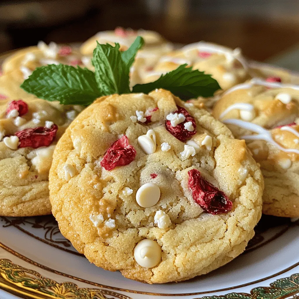 - 1 cup unsalted butter, softened - 1 cup packed brown sugar - 1/2 cup granulated sugar - 2 large eggs - 2 teaspoons pure vanilla extract - 2 1/2 cups all-purpose flour - 1 teaspoon baking soda - 1/2 teaspoon sea salt - 1 cup white chocolate chips - 1 cup freeze-dried strawberries, crushed - 1/4 cup fresh strawberries, finely diced To make White Chocolate Strawberry Cookies, you need simple ingredients. I love using unsalted butter. It gives the cookies a rich flavor. Brown sugar adds moisture and a slight chew. Granulated sugar helps the cookies spread. Eggs bind everything together, making the dough smooth. Vanilla extract gives a sweet aroma. You can’t skip the flour; it forms the base. Baking soda makes the cookies rise and stay soft. Sea salt balances the sweetness. White chocolate chips add creaminess. Freeze-dried strawberries bring intense berry flavor. Fresh strawberries add a nice texture. Gather these ingredients for a fun baking adventure. You will love the taste of these cookies! For the full recipe, check out the details above. Start by turning your oven to 350°F (175°C). This heat is perfect for baking cookies. While the oven warms up, take out two baking sheets. Line them with parchment paper to keep the cookies from sticking. In a large mixing bowl, add the softened butter, brown sugar, and granulated sugar. Beat these together on medium speed for 3-4 minutes. You want it to be smooth and fluffy. This step is key for light cookies. If it's not fluffy, your cookies may turn out dense. Next, add two large eggs, one at a time. Mix well after each egg. Then, pour in two teaspoons of pure vanilla extract. Blend until just combined. You want to see a uniform mixture. If it looks streaky, keep mixing until it’s smooth. In another bowl, whisk together 2 1/2 cups of all-purpose flour, one teaspoon of baking soda, and 1/2 teaspoon of sea salt. Make sure there are no lumps. Gradually add this dry mix into the wet ingredients. Stir gently until just combined. Stop mixing once you no longer see flour. Overmixing can make the cookies tough. Now it’s time for the fun part! Carefully fold in one cup of white chocolate chips and one cup of crushed freeze-dried strawberries. Don’t forget to add 1/4 cup of finely diced fresh strawberries. Use a spatula to ensure even distribution. You want every bite to have a bit of chocolate and strawberry. Using a tablespoon or a cookie scoop, portion out rounded balls of dough. Place them on the prepared baking sheets, leaving about 2 inches between each. This space allows them to spread. Bake in your preheated oven for 10-12 minutes. The cookies should be lightly golden on the edges but soft in the center. Once baked, allow them to cool on the sheets for 5 minutes. Then, transfer them to wire racks to cool completely. For the full recipe, check out the details above. Enjoy your delicious White Chocolate Strawberry Cookies! To get the right texture in your cookies, start with the butter. Make sure it is soft but not melted. If the butter is too warm, it can make your cookies too flat. Let it sit out for about 30 minutes before using. Baking conditions matter, too. I suggest baking at 350°F (175°C). This heat helps the cookies rise and stay soft. Bake them for about 10-12 minutes. You want the edges to be golden and the center to stay soft. You can boost the flavor of your cookies with a few easy tricks. Try adding a pinch of sea salt to balance the sweetness. You can also mix in a bit of almond extract for a nice twist. Using high-quality white chocolate is key. It brings a creamy taste that makes these cookies special. Good chocolate melts better and adds depth to each bite. How your cookies look can make them even more tempting. Arrange them neatly on a colorful plate for a fun touch. You can also drizzle melted white chocolate on top for a pretty finish. For extra flair, add fresh mint leaves around the cookies. This not only looks nice but also adds a fresh scent to the treats. {{image_4}} You can swap out the butter for coconut oil. This change makes cookies dairy-free. For sugar, consider coconut sugar or maple syrup. Both add a unique flavor and reduce refined sugar. If you need gluten-free options, use almond flour or oat flour. These flours work well, but be sure to adjust the measurements based on the type. Get creative with toppings! Try adding nuts like pecans or walnuts for extra crunch. You can also mix in some dark chocolate chips for a richer taste. Seasonal fruits like raspberries or blueberries can replace strawberries. Fresh peaches or cherries work great in summer, too. Want to try different shapes? You can make cookie bars instead of rounds. Just spread the dough in a pan and cut it after baking. For smaller bites, use a mini cookie scoop. Adjust baking times based on size; smaller cookies bake faster, while larger ones need more time. Always watch for golden edges as a sign they’re done! To keep your cookies fresh, store them in an airtight container. This method prevents air from making them dry. Place a piece of bread in the container to help keep them soft. The bread adds moisture and helps keep your cookies chewy. If you want to save some cookies for later, freezing is the way to go. Wrap each cookie tightly in plastic wrap. Then, place them in a freezer bag. They can last up to three months in the freezer. When you want to enjoy them again, just thaw at room temperature. At room temperature, these cookies stay fresh for about one week. Keep them in a cool and dry place. If you notice any signs of mold or strange smells, it's best to throw them out. To extend their life, you can refrigerate them. In the fridge, cookies can last for about two weeks. Just make sure to store them in an airtight container to avoid drying out. To refresh your cookies after storage, preheat your oven to 350°F (175°C). Place the cookies on a baking sheet. Heat them for about 5 minutes. This will help restore their soft texture. You can also use the microwave for a quick fix. Heat each cookie for about 10-15 seconds. This method works well but be careful not to overheat. You want to keep that yummy softness, not turn them hard! Yes, you can use fresh strawberries. However, the texture will change. Fresh strawberries add moisture, making the cookies softer. Freeze-dried strawberries stay crunchy and provide bursts of flavor. If you use fresh strawberries, reduce other liquid ingredients in your recipe. Your cookies are done when the edges turn golden brown. The centers should look soft and slightly underbaked. They will firm up as they cool. For a perfect texture, keep an eye on them during the last few minutes of baking. Absolutely! You can refrigerate or freeze the dough. If you refrigerate it, let it chill for at least 30 minutes. For longer storage, freeze the dough in balls. Thaw it in the fridge before baking. This method helps deepen the flavors. To pack cookies for gifts, use a sturdy box or tin. Place parchment paper between layers for freshness. You can also use clear bags tied with ribbon for a lovely touch. This keeps your cookies safe and adds a nice look for presents. These cookies blend sweet white chocolate with fruity strawberries for a delightful treat. Follow the steps for a fluffy dough, use tips for the best texture, and explore variations to suit your taste. Store them properly to keep them fresh. With this knowledge, you can enjoy and share these cookies anytime! Enjoy baking and experimenting with these easy ideas to make your treats special.
