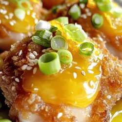 - Boneless chicken thighs: Use 2 lbs of chicken thighs, cut into bite-sized pieces. Thighs give more flavor and stay juicy. - Coating mixture: Combine 1 cup of all-purpose flour with 1/2 cup of cornstarch. This mix helps the chicken get crispy. - Sauce components: For the sauce, you'll need: - 1/4 cup of soy sauce (low-sodium is best) - 1/2 cup of fresh orange juice - 1/2 cup of packed brown sugar - 1 tablespoon of rice vinegar - 1 teaspoon of sesame oil - 1 tablespoon of freshly grated ginger - 3 cloves of minced garlic - 1 teaspoon of red pepper flakes (optional, for some heat) - Sliced green onions: These add a fresh taste. Slice them thin and sprinkle on top right before serving. - Toasted sesame seeds: Use these for a nutty flavor. Toast them in a dry pan until golden, then sprinkle over the dish for some crunch. For the complete cooking instructions, check the Full Recipe. To start, mix the all-purpose flour and cornstarch in a medium bowl. This mix gives the chicken a nice, crispy texture. Dip each piece of chicken thigh in beaten eggs first. Make sure each piece is fully coated. Then, roll the chicken in the flour-cornstarch mix. Press gently to help the coating stick. An even coating is key for a crunchy bite. Next, grab a large skillet or wok. Pour in the vegetable oil and heat it over medium-high heat. The oil should shimmer, which means it’s hot enough. You want it at about 350°F or 175°C. To fry, add the chicken in small batches. This prevents overcrowding, which can make the chicken soggy. Fry each batch for about 5-7 minutes until golden brown and cooked through. Use a slotted spoon to remove the chicken and let it drain on paper towels. Now, let’s prepare the orange sauce. In a medium saucepan, combine soy sauce, orange juice, brown sugar, rice vinegar, sesame oil, grated ginger, minced garlic, and red pepper flakes. Stir this mixture well and heat it over medium heat. Bring the sauce to a gentle simmer. Cook it for about 5 minutes, stirring now and then, until it thickens slightly. This sauce adds the sweet and tangy flavor we love. Finally, it’s time to mix the chicken and sauce. In a large bowl, place the crispy fried chicken pieces. Pour the warm orange sauce over the chicken. Toss gently to coat all the pieces evenly. This step is important for flavor. Once coated, transfer the orange chicken to a serving platter. For a beautiful presentation, you can garnish it with sliced green onions and toasted sesame seeds. Make sure to check out the Full Recipe for more details and tips! To get that perfect crunch, follow these tips: - Coating tips: Use a mix of flour and cornstarch. This blend gives a light and crispy coating. Dip each chicken piece in beaten eggs first. Then, roll them in the flour-cornstarch mix. Make sure to press gently to help it stick. - Oil temperature management: Heat your oil to about 350°F (175°C). This is key for frying. If your oil is too cool, the chicken will soak up oil and become soggy. Use a thermometer to check the temperature. You can customize the flavor of your orange chicken. Here’s how: - Customizing the sauce: If you like heat, add red pepper flakes. For more sweetness, increase the brown sugar. Adjust the flavors to match your taste. - Using fresh ingredients: Fresh orange juice and ginger make a big difference. They add brightness and depth. Always use fresh when you can for the best taste. Presentation matters. Here are some tips: - Ideal side dishes: Serve the orange chicken with jasmine rice. Steamed broccoli or stir-fried veggies work well too. These sides balance the sweetness of the chicken. - Plating tips: Make your plate pop! Use a large white dish to show off the colors. Add green onions and sesame seeds on top for a nice touch. This makes your meal look as good as it tastes. For the complete recipe, check out the Full Recipe. {{image_4}} You can make a healthier Panda Express Orange Chicken by baking it instead of frying. Baking cuts down on oil, making the dish lower in fat. Here's how to do it: 1. Preheat your oven to 400°F (200°C). 2. After coating the chicken, place it on a baking sheet lined with parchment paper. 3. Bake for about 20-25 minutes, flipping once, until it is crispy and cooked through. For ingredient substitutions, use whole wheat flour instead of all-purpose flour. You can also replace brown sugar with honey or a sugar substitute to lower calories. To give your orange chicken a kick, add different peppers. You can try jalapeños, serranos, or even chili flakes for heat. Just adjust the amount to your taste. For a citrus twist, swap out some orange juice for lemon or lime juice. This change adds a fresh zing that brightens the dish. Homemade and restaurant versions of orange chicken often differ. Restaurant styles may be sweeter and more saucy. You can adjust the sweetness at home by using less sugar. Incorporating local ingredients can make your dish unique. For example, you could add local spices or even seasonal fruits for added flavor. To keep your Panda Express orange chicken fresh, cool it properly first. Let it sit at room temperature for no more than two hours. This helps prevent bacteria from forming. Once cooled, place it in airtight containers. This keeps the chicken moist and flavorful. - Use glass or plastic containers with tight lids. - Avoid leaving it out overnight; refrigerate instead. When it's time to enjoy your leftovers, you have two main options: the oven or the microwave. Each has its pros and cons. Oven Reheating: - Preheat your oven to 350°F (175°C). - Place the chicken on a baking sheet. - Cover with foil to keep it moist. - Heat for about 15-20 minutes. Microwave Reheating: - Place the chicken in a microwave-safe dish. - Cover with a damp paper towel to help keep moisture. - Heat in short bursts of 30 seconds. To maintain crispiness, the oven works best. The microwave can make the chicken soft. If you like it crispy, choose the oven! Panda Express Orange Chicken stands out due to its crispy coating and sweet-spicy sauce. The chicken is fried until golden brown, giving it a delightful crunch. The sauce blends orange juice, soy sauce, and brown sugar, creating a balanced flavor. This mix of sweetness and tanginess makes it different from other orange chicken recipes. Other recipes may not have the same crispy texture or the unique taste profile that comes from the right balance of ingredients. A serving of Panda Express Orange Chicken has about 300 calories. This number can change based on serving size and any added sides. Each serving typically includes a good amount of protein from the chicken, but it also has sugars from the sauce. Always check the nutrition label if you want to stay within your calorie goals. Remember, the calories can add up when you pair it with rice or other sides. Yes, you can make Panda Express Orange Chicken gluten-free. Simply swap out the regular soy sauce for gluten-free soy sauce or tamari. For the coating, use gluten-free flour instead of all-purpose flour. These changes keep the flavor while making it safe for those with gluten allergies. You can still enjoy the same sweet and tangy taste without worry. Panda Express Orange Chicken contains several common allergens. The main ingredients that may cause issues include: - Soy (from soy sauce) - Eggs (in the coating process) - Wheat (in regular soy sauce and flour) - Sesame (in sesame oil and seeds) Always check for allergens if you have food sensitivities. You can adjust the recipe to suit your needs by using alternative ingredients. In this article, we covered how to make Panda Express Orange Chicken from scratch. We examined the main ingredients, step-by-step instructions, and helpful tips. You learned about variations, storage, and frequently asked questions to enhance your cooking experience. Making crispy, flavorful orange chicken at home is rewarding. You can adjust flavors to suit your taste and dietary needs. Enjoy the cooking process and share your delicious results with others!