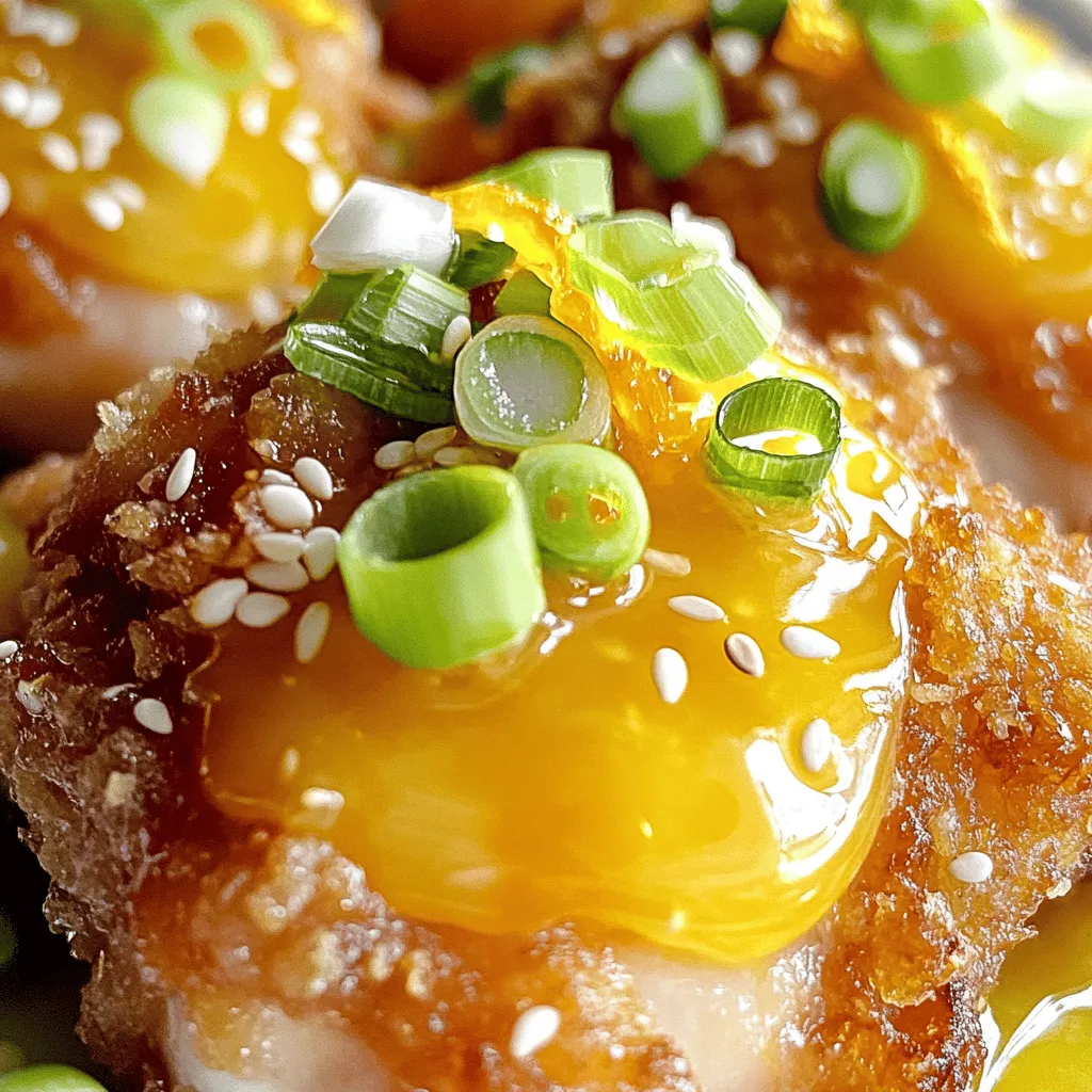 - Boneless chicken thighs: Use 2 lbs of chicken thighs, cut into bite-sized pieces. Thighs give more flavor and stay juicy. - Coating mixture: Combine 1 cup of all-purpose flour with 1/2 cup of cornstarch. This mix helps the chicken get crispy. - Sauce components: For the sauce, you'll need: - 1/4 cup of soy sauce (low-sodium is best) - 1/2 cup of fresh orange juice - 1/2 cup of packed brown sugar - 1 tablespoon of rice vinegar - 1 teaspoon of sesame oil - 1 tablespoon of freshly grated ginger - 3 cloves of minced garlic - 1 teaspoon of red pepper flakes (optional, for some heat) - Sliced green onions: These add a fresh taste. Slice them thin and sprinkle on top right before serving. - Toasted sesame seeds: Use these for a nutty flavor. Toast them in a dry pan until golden, then sprinkle over the dish for some crunch. For the complete cooking instructions, check the Full Recipe. To start, mix the all-purpose flour and cornstarch in a medium bowl. This mix gives the chicken a nice, crispy texture. Dip each piece of chicken thigh in beaten eggs first. Make sure each piece is fully coated. Then, roll the chicken in the flour-cornstarch mix. Press gently to help the coating stick. An even coating is key for a crunchy bite. Next, grab a large skillet or wok. Pour in the vegetable oil and heat it over medium-high heat. The oil should shimmer, which means it’s hot enough. You want it at about 350°F or 175°C. To fry, add the chicken in small batches. This prevents overcrowding, which can make the chicken soggy. Fry each batch for about 5-7 minutes until golden brown and cooked through. Use a slotted spoon to remove the chicken and let it drain on paper towels. Now, let’s prepare the orange sauce. In a medium saucepan, combine soy sauce, orange juice, brown sugar, rice vinegar, sesame oil, grated ginger, minced garlic, and red pepper flakes. Stir this mixture well and heat it over medium heat. Bring the sauce to a gentle simmer. Cook it for about 5 minutes, stirring now and then, until it thickens slightly. This sauce adds the sweet and tangy flavor we love. Finally, it’s time to mix the chicken and sauce. In a large bowl, place the crispy fried chicken pieces. Pour the warm orange sauce over the chicken. Toss gently to coat all the pieces evenly. This step is important for flavor. Once coated, transfer the orange chicken to a serving platter. For a beautiful presentation, you can garnish it with sliced green onions and toasted sesame seeds. Make sure to check out the Full Recipe for more details and tips! To get that perfect crunch, follow these tips: - Coating tips: Use a mix of flour and cornstarch. This blend gives a light and crispy coating. Dip each chicken piece in beaten eggs first. Then, roll them in the flour-cornstarch mix. Make sure to press gently to help it stick. - Oil temperature management: Heat your oil to about 350°F (175°C). This is key for frying. If your oil is too cool, the chicken will soak up oil and become soggy. Use a thermometer to check the temperature. You can customize the flavor of your orange chicken. Here’s how: - Customizing the sauce: If you like heat, add red pepper flakes. For more sweetness, increase the brown sugar. Adjust the flavors to match your taste. - Using fresh ingredients: Fresh orange juice and ginger make a big difference. They add brightness and depth. Always use fresh when you can for the best taste. Presentation matters. Here are some tips: - Ideal side dishes: Serve the orange chicken with jasmine rice. Steamed broccoli or stir-fried veggies work well too. These sides balance the sweetness of the chicken. - Plating tips: Make your plate pop! Use a large white dish to show off the colors. Add green onions and sesame seeds on top for a nice touch. This makes your meal look as good as it tastes. For the complete recipe, check out the Full Recipe. {{image_4}} You can make a healthier Panda Express Orange Chicken by baking it instead of frying. Baking cuts down on oil, making the dish lower in fat. Here's how to do it: 1. Preheat your oven to 400°F (200°C). 2. After coating the chicken, place it on a baking sheet lined with parchment paper. 3. Bake for about 20-25 minutes, flipping once, until it is crispy and cooked through. For ingredient substitutions, use whole wheat flour instead of all-purpose flour. You can also replace brown sugar with honey or a sugar substitute to lower calories. To give your orange chicken a kick, add different peppers. You can try jalapeños, serranos, or even chili flakes for heat. Just adjust the amount to your taste. For a citrus twist, swap out some orange juice for lemon or lime juice. This change adds a fresh zing that brightens the dish. Homemade and restaurant versions of orange chicken often differ. Restaurant styles may be sweeter and more saucy. You can adjust the sweetness at home by using less sugar. Incorporating local ingredients can make your dish unique. For example, you could add local spices or even seasonal fruits for added flavor. To keep your Panda Express orange chicken fresh, cool it properly first. Let it sit at room temperature for no more than two hours. This helps prevent bacteria from forming. Once cooled, place it in airtight containers. This keeps the chicken moist and flavorful. - Use glass or plastic containers with tight lids. - Avoid leaving it out overnight; refrigerate instead. When it's time to enjoy your leftovers, you have two main options: the oven or the microwave. Each has its pros and cons. Oven Reheating: - Preheat your oven to 350°F (175°C). - Place the chicken on a baking sheet. - Cover with foil to keep it moist. - Heat for about 15-20 minutes. Microwave Reheating: - Place the chicken in a microwave-safe dish. - Cover with a damp paper towel to help keep moisture. - Heat in short bursts of 30 seconds. To maintain crispiness, the oven works best. The microwave can make the chicken soft. If you like it crispy, choose the oven! Panda Express Orange Chicken stands out due to its crispy coating and sweet-spicy sauce. The chicken is fried until golden brown, giving it a delightful crunch. The sauce blends orange juice, soy sauce, and brown sugar, creating a balanced flavor. This mix of sweetness and tanginess makes it different from other orange chicken recipes. Other recipes may not have the same crispy texture or the unique taste profile that comes from the right balance of ingredients. A serving of Panda Express Orange Chicken has about 300 calories. This number can change based on serving size and any added sides. Each serving typically includes a good amount of protein from the chicken, but it also has sugars from the sauce. Always check the nutrition label if you want to stay within your calorie goals. Remember, the calories can add up when you pair it with rice or other sides. Yes, you can make Panda Express Orange Chicken gluten-free. Simply swap out the regular soy sauce for gluten-free soy sauce or tamari. For the coating, use gluten-free flour instead of all-purpose flour. These changes keep the flavor while making it safe for those with gluten allergies. You can still enjoy the same sweet and tangy taste without worry. Panda Express Orange Chicken contains several common allergens. The main ingredients that may cause issues include: - Soy (from soy sauce) - Eggs (in the coating process) - Wheat (in regular soy sauce and flour) - Sesame (in sesame oil and seeds) Always check for allergens if you have food sensitivities. You can adjust the recipe to suit your needs by using alternative ingredients. In this article, we covered how to make Panda Express Orange Chicken from scratch. We examined the main ingredients, step-by-step instructions, and helpful tips. You learned about variations, storage, and frequently asked questions to enhance your cooking experience. Making crispy, flavorful orange chicken at home is rewarding. You can adjust flavors to suit your taste and dietary needs. Enjoy the cooking process and share your delicious results with others!