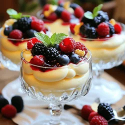 - 2 cups heavy cream - 1 cup whole milk - 1/2 cup granulated sugar The main ingredients form the base of our vanilla mousse. Heavy cream adds richness and a creamy texture. Whole milk adds moisture, while granulated sugar sweetens the flavor. Together, they create a delightful blend that makes our dessert dreamy. - Fresh berries (strawberries or blueberries) - Mint leaves Garnishes are not just for looks. Fresh berries add a burst of color and flavor, making the dish pop. Mint leaves bring a refreshing taste that balances the sweetness of the mousse. You can mix and match these to suit your taste! - 2 teaspoons pure vanilla extract - 3 large egg whites - 1/4 teaspoon cream of tartar - A pinch of salt Pure vanilla extract brings a warm, sweet flavor that is essential. Egg whites create fluffiness and lightness, which is key to a perfect mousse. Cream of tartar helps stabilize the egg whites, while salt enhances all the flavors. Each ingredient plays a vital role in making this dessert truly special. For the complete list and detailed instructions, check the Full Recipe. Start by gathering your ingredients. In a large mixing bowl, combine 2 cups of heavy cream, 1 cup of whole milk, 1/2 cup of granulated sugar, and 2 teaspoons of pure vanilla extract. Use an electric mixer on medium-high speed. Whip this mixture for about 3 to 4 minutes. You want soft peaks to form. The cream should hold its shape but still feel a bit soft. This is the base of your mousse. Next, you need to beat 3 large egg whites. Make sure to use a clean and dry bowl. This step is key. Add 1/4 teaspoon of cream of tartar to the egg whites. Now, beat them with your mixer for about 5 to 6 minutes. You’re looking for stiff peaks. The egg whites should hold their shape firmly. This airiness will help make your mousse light and fluffy. Now it’s time to fold. Take one-third of your whipped cream mixture and add it to the beaten egg whites. This helps lighten the egg whites. Use a spatula to fold gently. Be careful not to deflate the mixture. After that, fold in the remaining whipped cream in two more steps. Keep folding until everything is smooth and fluffy. This texture is what makes your mousse dreamy. For the full recipe, check out Dreamy Vanilla Cloud Mousse . To get the best vanilla mousse, start with room temperature ingredients. This helps them blend well. Cold cream and eggs can cause lumps. Next, use the right mixing speed. Start slow to combine and then increase speed. This helps create a smooth, airy texture without overworking the mixture. Many people overbeat cream and egg whites. This can make the mousse dense and heavy. Stop mixing when you see soft or stiff peaks. Another mistake is not refrigerating the mousse long enough. It needs time to set. Aim for at least two hours in the fridge. For the best taste, let it chill overnight. For a stunning presentation, serve the mousse in clear glassware. This shows off its lovely, creamy layers. You can also drizzle some berry sauce on top for color and flavor. Garnish with fresh berries and mint leaves. These add a bright touch and a pop of freshness. {{image_4}} To make an eggless vanilla mousse, you can use whipped aquafaba as a substitute for egg whites. Aquafaba is the liquid from canned chickpeas. It whips up nicely and holds air well. You may need to adjust sweeteners for taste. Since aquafaba is less sweet than egg whites, you might want to add a bit more sugar. Taste as you mix, so it’s just right. For a vegan vanilla mousse, swap heavy cream and milk for coconut cream and almond milk. These options keep the mousse creamy and rich. You can also enhance flavor by using coconut milk. It adds a tropical twist and pairs well with vanilla. You can get creative with flavor combinations. Adding zest from citrus fruits like lemon or orange can boost the mousse's freshness. A few drops of citrus extract work well too. If you’re a chocolate lover, mix in melted chocolate for a rich twist. Coffee also makes a great addition, giving a mocha flavor. For the full recipe, check out the Dreamy Vanilla Cloud Mousse. Vanilla mousse stays fresh in the fridge for about 2 to 3 days. It tastes best when eaten fresh. Cover the mousse tightly with plastic wrap or a lid. This keeps moisture in and prevents it from absorbing other smells in the fridge. You can freeze vanilla mousse, but keep in mind some changes may occur. To freeze, spoon the mousse into an airtight container. Freeze it for up to a month. When ready to eat, move it to the fridge overnight to thaw. The texture may become a bit grainy after freezing, but it will still taste good. Always check the mousse for spoilage before eating. Signs that your mousse has gone bad include a sour smell or discoloration. If you see any of these signs, it’s best to discard it. Keeping it covered helps maintain its quality longer, so enjoy your dreamy vanilla mousse as soon as you can! For the full recipe, check back to make your own. You can keep vanilla mousse in the fridge for about three days. Make sure to cover it well. This helps to keep it fresh and tasty. After three days, the mousse may start to lose its light texture. Yes, you can use substitutes for heavy cream. Some good options are coconut cream or whipped coconut milk. These can change the taste a bit but still work well. However, they may not give the same rich texture as heavy cream. Absolutely! You can make vanilla mousse a day ahead. Just prepare it and chill it in the fridge. This allows the flavors to blend well. Just remember to cover it tightly to keep it fresh. If your mousse doesn't set, don’t worry! First, check if you whipped the cream and egg whites enough. They need to form soft and stiff peaks. If it still doesn’t set, try chilling it longer. You can also blend in a little more whipped cream and then chill again. This blog post walked you through making delicious vanilla mousse, from ingredients to serving tips. We discussed the key ingredients, special techniques, and common mistakes to avoid. Remember, achieving the right texture is crucial. You can enjoy variations like eggless or vegan mousse too. Storing your mousse properly keeps it fresh longer. With these tips, you can create a tasty treat that impresses everyone. Dive into your kitchen and enjoy the sweet rewards of your effort!