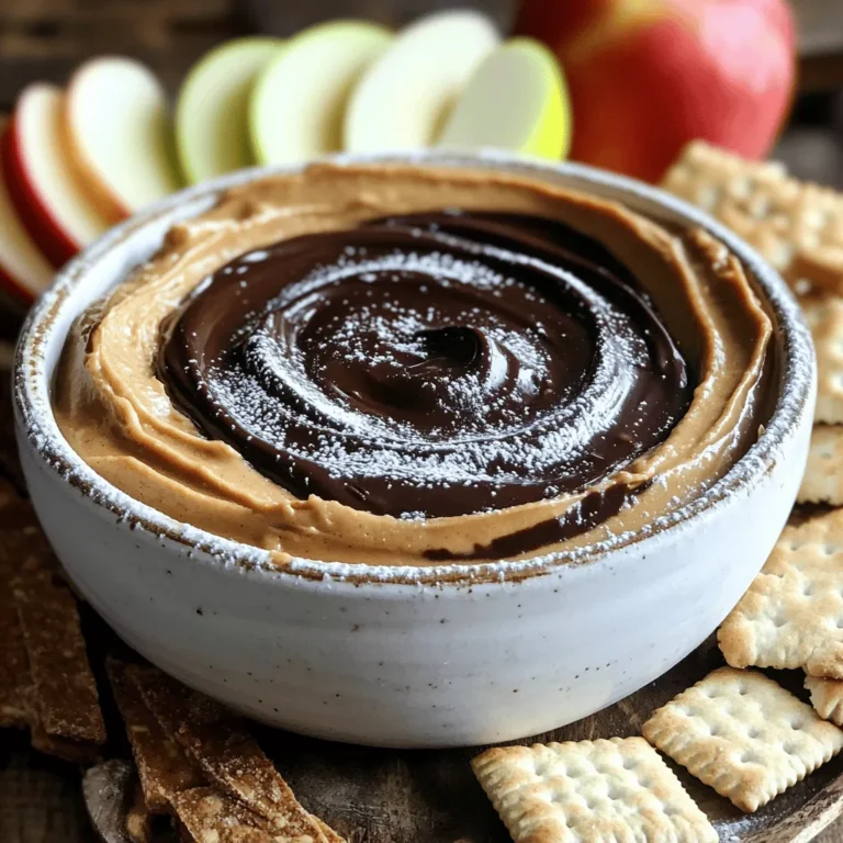 To make the perfect Buckeye Dip, you need these simple ingredients: - 1 cup creamy peanut butter - 1 cup powdered sugar - 1 cup cream cheese, softened to room temperature - 1 teaspoon pure vanilla extract - 1 cup semisweet chocolate chips - 2 tablespoons coconut oil - Graham crackers or fresh apple slices for dipping Choosing the right peanut butter is key. I suggest using creamy peanut butter without added sugar. It gives the dip a smooth texture and rich flavor. For cream cheese, pick a high-quality brand for the best taste. Always choose pure vanilla extract over imitation. It enhances the overall flavor. If you're looking for alternatives, here are some easy swaps: - Use almond butter or sunflower seed butter for a nut-free option. - Replace powdered sugar with coconut sugar for a healthier twist. - For dairy-free, try vegan cream cheese. - Dark chocolate chips can replace semisweet chips if you prefer a richer taste. Feel free to mix and match based on what you have. Buckeye Dip is flexible and fun! For the full recipe, check out the details above. To make Buckeye Dip, start by gathering your ingredients. You will need creamy peanut butter, powdered sugar, softened cream cheese, and vanilla extract. Mix these in a medium bowl. Use a hand mixer or a spatula to blend until smooth. This should take about 2-3 minutes. Next, transfer this mix to a serving bowl. Flatten and smooth the top to make it pretty. Now, let’s melt the chocolate. In a separate bowl, combine semisweet chocolate chips and coconut oil. Heat in the microwave for 30 seconds at a time. Stir after each interval. Keep going until the chocolate is melted and shiny, which takes about 1-2 minutes. Once melted, drizzle the chocolate over the peanut butter layer. Use a spatula to create swirls if you like. Cover the dip with plastic wrap and chill it in the fridge for at least 30 minutes. This helps the dip set and the flavors blend well. When it's ready, serve with graham crackers or apple slices. Mixing your ingredients well is key. If using a hand mixer, start at a low speed to avoid mess. Gradually increase speed to combine everything smoothly. If you prefer a spatula, mix vigorously until there are no lumps. This ensures a creamy texture. Always check the cream cheese is at room temperature. Cold cream cheese won’t mix well and can leave chunks. If you want a sweeter dip, feel free to add more powdered sugar. Taste as you go to find your perfect balance. Melting chocolate can be tricky, but I have some easy tips. Use a microwave-safe bowl to avoid breakage. Always heat the chocolate in short bursts. Stir often to prevent burning. If the chocolate looks thick, add a bit more coconut oil to thin it out. Be careful not to let water touch the chocolate. Even a drop of water can cause it to seize and become lumpy. If that happens, it’s hard to fix. Keep your mixing tools dry and clean for the best results. To serve Buckeye dip, keep it cold. Chilling makes the dip firm and tasty. Use a nice serving bowl to show off its layers. Place it in the center of your table. Surround it with graham crackers or apple slices. This makes for a colorful display, and it's fun for guests! A creamy texture is key for Buckeye dip. Use room temperature cream cheese to help it blend well. Mix the peanut butter and cream cheese slowly. A hand mixer works best for a smooth finish. If it's too thick, add a splash of milk. Blend until you reach the perfect consistency. Garnishing adds flair to your Buckeye dip. Top it with chocolate shavings for a rich look. Chopped peanuts also add a crunchy touch. Use a light sprinkle for a beautiful finish. You can also drizzle more melted chocolate on top. This extra layer makes your dip even more tempting. {{image_4}} You can tweak the flavor of your Buckeye Dip. A simple way is to add extracts. Try almond or hazelnut extract for a twist. Just a half teaspoon can change the whole taste. You can also mix in a bit of cocoa powder for a deeper chocolate flavor. If you want a fun kick, add a pinch of sea salt. This helps balance the sweetness. Each of these choices makes your dip unique. Want to make this dip vegan? Use nut cream cheese instead of regular cream cheese. You can swap out the semisweet chocolate chips for dairy-free ones as well. For gluten-free options, choose gluten-free graham crackers. This way, everyone can enjoy the dip without worry. These small changes keep the taste while meeting dietary needs. While graham crackers and apple slices are great, you have more choices. Try pretzels for a salty crunch. They add a nice contrast to the sweet dip. You can also serve it with fresh fruit like strawberries or bananas. These fruits pair well and add freshness. For a fun twist, use mini pancakes or waffles. They make for a playful dipper and are sure to impress. To keep your Buckeye dip fresh, store it in an airtight container. This will help keep out air and moisture. Make sure to cover the dip tightly with plastic wrap or a lid. Place it in the fridge for best results. Leftover dip can last up to five days when stored properly. You can freeze Buckeye dip if you want to save it for later. Place the dip in a freezer-safe container. Leave some space at the top, as it may expand. To thaw, move it to the fridge overnight. When ready to eat, stir it well. If it seems too thick, add a splash of milk to smooth it out. Buckeye dip can stay good in the fridge for five days. If it smells off or has changed color, it’s best to toss it. Look for any mold on the top; this indicates spoilage. Always trust your senses. If in doubt, throw it out! Buckeye Dip is a sweet and creamy treat inspired by the famous Buckeye candy. It combines the rich flavors of peanut butter and chocolate. You mix creamy peanut butter, cream cheese, and powdered sugar. Then, you drizzle melted chocolate on top. This dip is perfect for parties or a fun snack. Yes, you can make Buckeye Dip ahead of time. I often prepare it a few hours before serving. Just cover it and keep it in the fridge. Chilling helps the flavors blend and the dip to thicken. This makes it even more delicious when you serve it! You can use many tasty options for dipping. Fresh apple slices add a crisp, sweet touch. Pretzels provide a salty crunch that pairs well with the dip. You might also try vanilla wafers or even strawberries. Each option gives a fun twist to your dip experience! In this post, we explored everything about Buckeye Dip. We covered ingredients, tips, and variations for this tasty treat. Choosing the right peanut butter enhances flavor. Melting chocolate carefully is key for a smooth finish. Consider new flavors and dietary needs to customize the dip. Proper storage keeps leftovers fresh and tasty. Buckeye Dip is fun, easy, and perfect for sharing. Enjoy experimenting with this simple recipe!