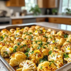 - 1 large head of cauliflower, cut into bite-sized florets - 4 cloves garlic, finely minced - 3 tablespoons extra virgin olive oil - 1 teaspoon smoked paprika - 1 teaspoon cayenne pepper - 1 teaspoon ground cumin - Salt and freshly cracked black pepper to taste - 2 tablespoons fresh parsley, finely chopped - Zest of 1 lemon When I make spicy garlic roasted cauliflower, I start with fresh, vibrant ingredients. The star is the cauliflower. I choose a large head, cutting it into small, bite-sized florets. This helps them roast evenly and become tender yet crispy. Next, I take four cloves of garlic and finely mince them. Garlic adds a rich flavor that pairs perfectly with the cauliflower. Extra virgin olive oil is a must. I use three tablespoons to coat the florets well. The oil helps the spices stick and enhances the roasting process. For spices, I love using smoked paprika. It gives a wonderful depth to the dish. I also add cayenne pepper for heat. I recommend starting with one teaspoon, adjusting to your taste. Ground cumin adds an earthy flavor that balances the spices. Finally, I sprinkle salt and freshly cracked black pepper to taste. These simple seasonings make a big difference. For garnishes, I chop two tablespoons of fresh parsley. It adds a bright color and fresh flavor. I also zest one lemon. The zest brings a zing that lifts the entire dish. You can find the full recipe linked above to guide you through the process. Enjoy this flavorful veggie treat! - Preheat your oven to 425°F (220°C). - Line a large baking sheet with parchment paper for easy cleanup. - In a mixing bowl, combine cauliflower florets with minced garlic, olive oil, and spices. - Season with salt and pepper; toss to coat evenly. - Arrange coated florets on the baking sheet in a single layer. - Roast for 25-30 minutes, flipping halfway for even cooking. I love the way this recipe brings out the rich flavors of cauliflower. The garlic and spices make each bite burst with taste. You can find the full recipe above if you need more detailed instructions. Enjoy creating this tasty veggie treat! To make your cauliflower crispy, space the florets out on the baking sheet. If they are too close, they will steam instead of roast. Flip the cauliflower halfway through roasting. This helps it brown evenly and enhances the flavor. If you want less heat, reduce the amount of cayenne pepper. Start with half a teaspoon and adjust to your taste. For more spice, add a pinch of chili flakes. This small change can give your dish an extra kick. To give your dish a cheesy flavor, sprinkle nutritional yeast on top. It adds depth without dairy. You can also drizzle balsamic vinegar before serving. This adds a nice tang that balances the spice and garlic well. For the full recipe, check out the detailed instructions above. Enjoy your cooking adventure! {{image_4}} You can easily change up this dish by adding other veggies. Try Brussels sprouts or bell peppers for a new twist. Chop them into bite-sized pieces and roast them alongside the cauliflower. You can also add chickpeas for a nice crunch and extra protein. They will soak up the flavors and make each bite even better. Want to change the taste? Experiment with herbs. Fresh thyme or rosemary can add a lovely aroma and flavor. You can also switch the oil. Using sesame oil instead of olive oil gives a nutty, rich taste that pairs perfectly with the spices. Spicy garlic roasted cauliflower works great as a side dish. Serve it with grilled meats or fish for a hearty meal. You can also use it as a topping for salads or grain bowls. It adds a flavorful kick and a healthy boost to any meal. For the full recipe, check out the Spicy Garlic Roasted Cauliflower section. You need to let your spicy garlic roasted cauliflower cool before you store it. Transfer the cooled cauliflower to an airtight container. This way, it will stay fresh. You can keep it in the refrigerator for up to 3 days. Make sure to check for any signs of spoilage before eating. To reheat the cauliflower, set your oven to 350°F (175°C). Place the cauliflower on a baking sheet and heat for about 10-15 minutes. This method keeps the crispiness. If you need a quick option, use the microwave. Just know it may soften the texture a bit. You can flash freeze the florets before cooking them. This makes them ready for later use. If you want to freeze cooked cauliflower, lay it in a single layer on a baking sheet. After freezing, transfer it to an airtight container. It will stay good for up to 2 months. This is a great way to enjoy spicy garlic roasted cauliflower anytime! The recipe is naturally vegan since it contains no animal products. You can enjoy it guilt-free! Fresh cauliflower is preferred for texture, but you can use frozen if needed. Just adjust the roasting time accordingly to keep it crispy. Consider serving with tahini sauce, sriracha, or a yogurt-based dip for added flavor. Each sauce adds a unique twist to the dish. This recipe shows how to make Spicy Garlic Roasted Cauliflower. We covered main ingredients, cooking steps, and tips for delicious results. You learned how to adjust spices and make variations. Store leftovers properly to enjoy later. Overall, this dish is quick and simple, making it perfect for any meal. Give it a try and enjoy the bold flavors!