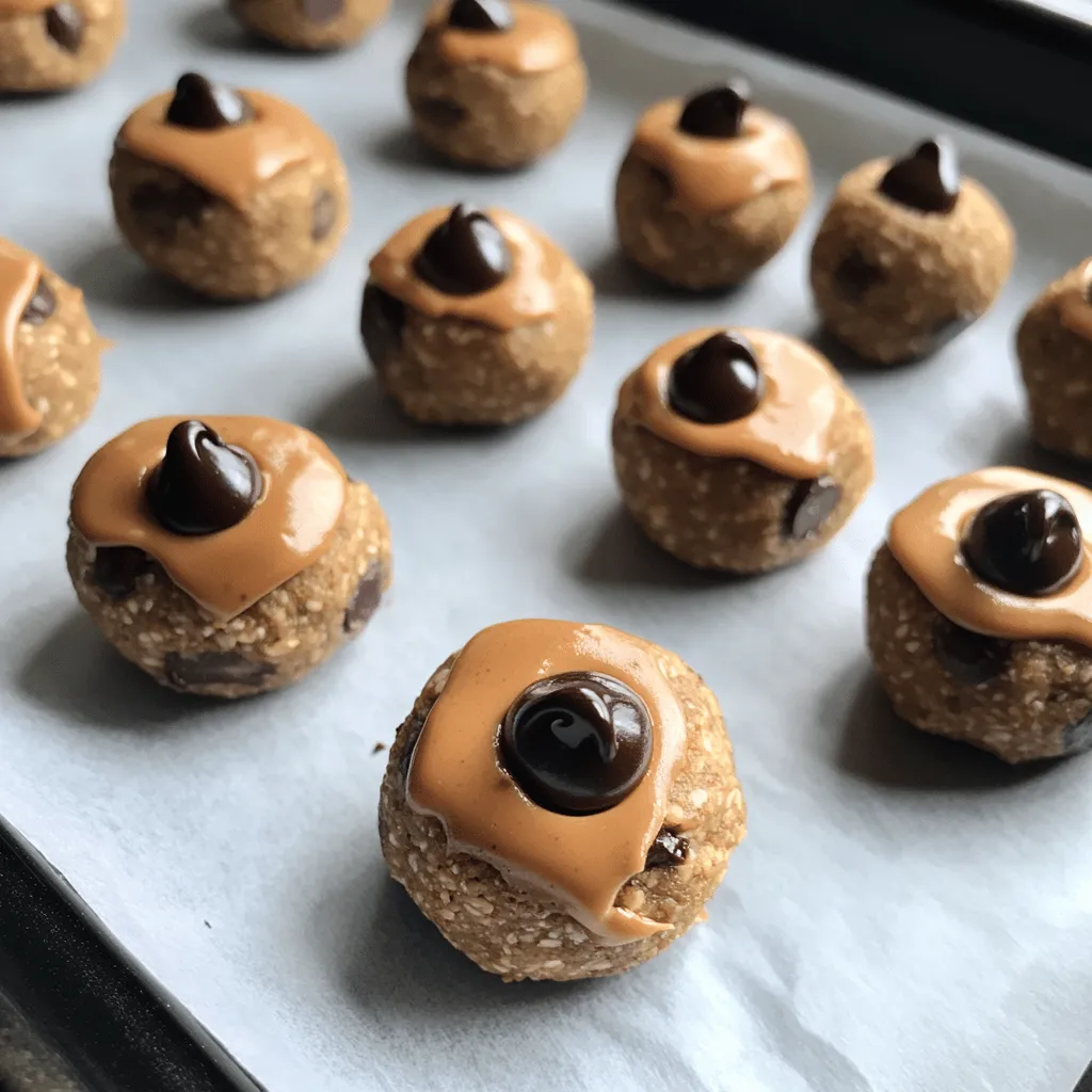 To make these tasty bites, you'll need the following ingredients: - 1 cup rolled oats - 1/2 cup natural peanut butter (creamy or crunchy) - 1/3 cup honey or maple syrup - 1/2 cup mini chocolate chips - 1/4 cup ground flaxseed - 1/2 teaspoon vanilla extract - A pinch of sea salt - Optional: 1/4 cup chopped nuts or dried fruit You can easily swap ingredients to fit your taste or diet. Here are some ideas: - Use almond butter or cashew butter instead of peanut butter for a nut-free option. - Replace honey with agave syrup for a vegan-friendly choice. - If you prefer, use regular chocolate chips instead of mini ones. - Add protein powder for an extra boost. - You can also use chia seeds instead of flaxseed for added omega-3s. Each ingredient brings unique benefits to the table: - Rolled oats provide fiber, which is great for digestion. - Peanut butter is rich in protein and healthy fats, making it filling. - Honey or maple syrup adds natural sweetness and quick energy. - Chocolate chips bring joy and a little bit of antioxidants. - Flaxseed is packed with omega-3 fatty acids, good for heart health. - Vanilla extract boosts flavors and can even enhance mood. - Sea salt balances sweetness and can help with hydration. These bites are not just delicious; they are also a smart snack choice! Begin by gathering your ingredients. In a large mixing bowl, add: - 1 cup rolled oats - 1/4 cup ground flaxseed - A pinch of sea salt Stir these dry ingredients together with a spatula or spoon. Mix gently until everything is even. This simple step helps ensure every bite is tasty. In another bowl, combine the wet ingredients. Add: - 1/2 cup natural peanut butter - 1/3 cup honey or maple syrup - 1/2 teaspoon vanilla extract Stir these together until they blend well. The mixture should be smooth and creamy. This combination brings out the sweet and nutty flavors. Now, pour the wet mixture into the dry bowl. Stir hard until both mixtures combine fully. No dry oats should remain visible. Next, fold in: - 1/2 cup mini chocolate chips - Optional: 1/4 cup chopped nuts or dried fruit This adds crunch and extra flavor. To shape the bites, wet your hands slightly. Scoop about 1 tablespoon of the mixture. Roll it into a ball. Repeat until you form about 12-15 bites. Place them on a parchment-lined baking sheet. Chill in the fridge for at least 30 minutes. This helps firm them up. You can find the full recipe in the earlier section. Enjoy your energy bites as a quick, healthy snack! To keep your energy bites chewy and not too dry, follow these tips: - Use fresh ingredients. Old oats or nuts can alter the texture. - Don’t skip the honey or syrup. This adds moisture and binds the mixture. - Chill after shaping. Refrigerate the bites for at least 30 minutes to firm them up. Here are some mistakes that can affect your energy bites: - Not measuring ingredients. Use precise measurements for the best results. - Overmixing the dough. Mix just until combined to avoid tough bites. - Skipping the flaxseed. It adds important nutrients and helps bind the mixture. Want to boost the flavor? Try these ideas: - Add spices. A pinch of cinnamon or nutmeg can add warmth. - Use flavored nut butter. Maple or chocolate peanut butter can add depth. - Mix in dried fruit. Options like cranberries or raisins add sweetness and texture. For a full recipe, check the detailed instructions above. {{image_4}} You can easily switch up the flavor of your energy bites. Adding ingredients like shredded coconut gives a tropical twist. You might also try spices like cinnamon or nutmeg for warmth. Just a pinch can change the whole taste profile. For a fun kick, add a teaspoon of espresso powder. This adds depth and pairs well with chocolate. Adjusting your bites for dietary needs is simple. For a vegan option, use maple syrup instead of honey. You can also swap peanut butter for almond or cashew butter if you prefer. If you need it gluten-free, make sure the oats are certified gluten-free. This way, everyone can enjoy these tasty bites. You can easily control how sweet your energy bites are. If you prefer less sweetness, reduce the honey or syrup by a tablespoon. You can also use dark chocolate chips instead of milk chocolate. This will give you a richer flavor with less sugar. Experimenting with these options lets you find your perfect balance. For a fun twist, try adding a bit of mashed banana for natural sweetness. Check out the Full Recipe for more ideas and tips! To keep your Peanut Butter Chocolate Chip Energy Bites fresh, store them in an airtight container. This helps prevent them from drying out. Place the container in the fridge. They will stay good for up to one week. If you want to keep them longer, consider freezing. Freezing is a smart way to save your energy bites. First, let them cool completely after making them. Then, place them in a single layer on a baking sheet. Freeze them for about 1-2 hours until firm. After that, transfer the bites to a freezer-safe bag. Label the bag with the date. They can last for up to three months in the freezer. When you want to eat some, just thaw them in the fridge overnight. To maintain freshness, avoid letting moisture inside the container. Keep the bites tightly sealed. You can also add a small piece of bread inside the container. This will help absorb any excess moisture. Always use clean utensils to grab the bites, to keep them from spoiling. Enjoy your delicious snacks knowing they stay fresh longer! For the full recipe, check out the previous sections. Peanut Butter Chocolate Chip Energy Bites last about one week in the fridge. Store them in an airtight container to keep them fresh. For longer storage, you can freeze them. They can last up to three months in the freezer. Just make sure to wrap them well to avoid freezer burn. Yes, you can use other nut butters! Almond butter or cashew butter works great too. Just remember that the taste will change slightly with different nut butters. If you are allergic to nuts, try sunflower seed butter. It gives a nice flavor and keeps the recipe nut-free. Absolutely! These energy bites are perfect before a workout. They provide quick energy thanks to the oats and natural sugars. The protein from the peanut butter helps fuel your muscles. Eat one or two about 30 minutes before exercising for the best results. This blog post covered how to make tasty Peanut Butter Chocolate Chip Energy Bites. We explored ingredient lists, tips for mixing, and how to store them. You learned about making swaps and ways to change the flavor. I hope you feel ready to create your own bites. Enjoy these snacks full of energy and flavor!