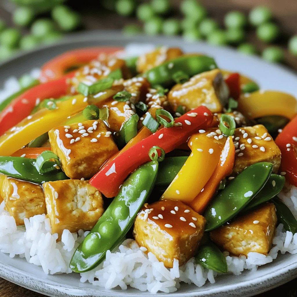 - 400g firm tofu, pressed and cut into bite-sized cubes - 1 bell pepper (choose red or yellow), sliced thinly - 1 cup snap peas, trimmed - 1 medium carrot, peeled and julienned - 3 green onions, white and green parts separated and chopped - 3 cloves garlic, minced - 1 tablespoon fresh ginger, minced In this dish, firm tofu serves as the main protein. It absorbs flavors well. Fresh vegetables add color and crunch. I love using bell peppers, snap peas, and carrots for a vibrant look. Garlic and ginger bring a warm, aromatic taste. - 3 tablespoons soy sauce - 2 tablespoons honey or agave syrup (to taste) - 1 tablespoon sriracha (adjust based on spice preference) The sauce is the heart of the stir fry. Soy sauce gives it a salty, umami flavor. Honey or agave syrup adds sweetness. Sriracha brings the heat. Adjust the spice level as you like. - Sesame seeds - Additional green onions Garnishes add a fun finish. Sesame seeds bring a nutty crunch. Extra green onions add freshness and color. They make your dish look great and taste even better. For the full recipe, check out the Sweet and Spicy Tofu Stir Fry! First, you need to press the tofu. This helps to remove extra water. Place the tofu between paper towels and press it for about 15 minutes. After that, cut it into bite-sized cubes. Next, toss the tofu cubes in cornstarch. This will make them crispy when cooked. Heat 1 tablespoon of vegetable oil in a skillet over medium-high heat. Once the oil is hot, add the tofu cubes. Sauté them for 8-10 minutes. Turn them occasionally to get an even golden color. When they are crispy, transfer the tofu to a plate lined with paper towels. This will soak up excess oil. In the same skillet, add another tablespoon of vegetable oil. Heat it up, then add minced garlic and ginger. Sauté these for about 30 seconds. They should smell great but not burn. Now, add the sliced bell pepper, snap peas, and julienned carrot. Stir-fry these veggies for about 3-4 minutes. You want them to be tender but still crisp. While the veggies cook, prepare the sauce. In a small bowl, whisk together soy sauce, honey or agave syrup, and sriracha. Make sure it is well mixed. Once the veggies are cooked, pour the sauce over them. Stir well to coat all the vegetables. Now it is time to add the tofu back to the skillet. Gently toss everything together. Let it cook for an additional 2-3 minutes. This helps the tofu soak up some of the sauce flavor. To finish, sprinkle chopped green onion tops and sesame seeds over the stir-fry. This adds color and a nice crunch. Serve your dish hot and enjoy the flavors! For the full recipe, check out the Sweet and Spicy Tofu Stir Fry. Choose between firm and extra-firm tofu. Firm tofu is soft and holds less moisture. Extra-firm tofu is denser and holds its shape better. For stir-frying, I prefer extra-firm tofu. It gives a nice texture and browns well. To press tofu, place it between paper towels or a clean cloth. Add a heavy object on top, like a cast-iron pan. Let it sit for about 15 minutes. This step removes excess moisture and helps the tofu absorb flavors. High heat is key for a great stir-fry. It helps the tofu and veggies cook quickly. Start your skillet or wok on medium-high heat. Wait until it’s hot before adding oil or ingredients. Use quick, even stirring to cook your food. This keeps it from burning and ensures even cooking. Keep your spatula moving to coat everything in sauce. It also adds a nice char to the tofu and veggies. Balancing sweet and spicy is essential in this dish. If you want it sweeter, add more honey or agave syrup. For heat, increase the sriracha. Taste as you go to find your perfect mix. You can also try different sauces for new flavors. Swap soy sauce for teriyaki or hoisin for a unique twist. Explore these options to keep your meals exciting. Check out the Full Recipe for more ideas! {{image_4}} You can change up the vegetables in your stir fry. Choosing seasonal veggies adds fresh flavor and color. Try using bell peppers, carrots, and snap peas for crunch. You can also toss in leafy greens like spinach or bok choy. These greens add nutrients and a nice texture to the dish. If you want to mix things up, try different proteins. Tempeh is a great plant-based option that holds flavors well. If you prefer meat, chicken works nicely too. For seafood lovers, shrimp or beef can add a tasty twist. Just be sure to cook your protein until it’s fully done. For a gluten-free version, you can easily swap out the soy sauce. Tamari is a great choice that tastes similar but is gluten-free. If you need a thickener, use cornstarch or arrowroot instead of regular flour. These options keep your dish safe for those with gluten sensitivities. Feel free to get creative! The Sweet and Spicy Tofu Stir Fry is versatile and can fit your taste. For the full recipe, check out the details above. To store leftovers of your sweet and spicy tofu stir fry, let it cool first. Place it in an airtight container. This keeps the flavors fresh. Use glass or plastic containers that seal tightly. They help avoid spills and keep the dish safe. You can store it in the fridge for up to three days. You can also freeze this stir fry for later. First, let it cool completely. Then, transfer it to a freezer-safe container or bag. Make sure to remove as much air as possible. This helps prevent freezer burn. When you're ready to eat, thaw it overnight in the fridge. To reheat, warm it on the stove over medium heat. Add a splash of water or oil to help it heat evenly. Tofu needs special care for freshness. Keep it in its original packaging until you are ready to use it. If opened, store it in a container with water. Change the water every few days to keep it fresh. Unopened tofu lasts up to a month in the fridge. Once opened, it’s best used within a week. Yes, you can easily make this recipe vegan. Instead of honey, use agave syrup or maple syrup. Both options will add sweetness without using animal products. To amp up the heat, add more sriracha or red pepper flakes. You can also try adding fresh chopped chili peppers. This brings extra flavor and heat to your dish. Serve this dish with steamed rice, fluffy quinoa, or noodles. Each option complements the stir fry and makes for a filling meal. You can even mix and match for variety! This stir fry lasts about 3 to 4 days in the fridge. Store it in an airtight container to keep it fresh. Always check for any signs of spoilage before eating leftovers. Yes, you can prepare parts of this dish ahead of time. Chop the veggies and press the tofu a day before. Just stir-fry everything when you're ready to eat. This makes meal prep quick and easy. For the full recipe, check the main article. This blog post shared a tasty recipe for Sweet and Spicy Tofu Stir Fry. We explored main ingredients like firm tofu, fresh veggies, and a flavorful sauce. You learned step-by-step how to cook each part for the best results. I included tips on selecting tofu and achieving perfect stir fry, plus fun variations. As you try this dish, feel free to adapt it to your taste. Enjoy making a healthy and delicious meal that suits you!