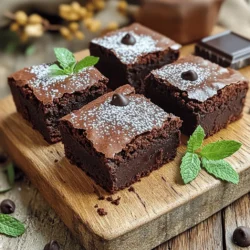 Let’s dive into the tasty ingredients that make these vegan chocolate brownies so good. Each one plays an important role in creating that rich, chocolatey flavor. - All-purpose flour: This is the base of your brownies. It gives them structure and texture. - Coconut sugar and alternatives: Coconut sugar adds a nice caramel flavor. You can also use brown sugar or regular granulated sugar if you prefer. - Unsweetened cocoa powder: This is the star of the show! It gives the brownies their deep chocolate taste. - Baking soda and salt: Baking soda helps the brownies rise, while salt balances the sweetness. - Applesauce as an egg substitute: Applesauce makes these brownies moist and helps bind the ingredients together without eggs. - Plant-based milk options: Almond milk is a great choice, but any plant-based milk works well. This adds moisture to the batter. - Vegetable oil vs. coconut oil: Both oils work, but coconut oil adds a hint of coconut flavor. Choose whichever you like! - Optional ingredients: dark vegan chocolate chips: These chips take the brownies to the next level. They melt beautifully and add extra chocolatey goodness. Using these ingredients, you can create brownies that everyone will love. For the full recipe, check out the guidelines to whip up your own batch! First, preheat your oven to 350°F (175°C). This step is key for even baking. Grease an 8x8-inch baking pan or line it with parchment paper. This makes it easy to remove the brownies later. In a large mixing bowl, add the following dry ingredients: - 1 cup all-purpose flour - 1 cup coconut sugar - 1/2 cup unsweetened cocoa powder - 1/2 teaspoon baking soda - 1/4 teaspoon salt Whisk these ingredients together. This helps to mix them well and avoids clumps. In a separate bowl, blend the wet ingredients: - 1/3 cup unsweetened applesauce - 1/3 cup almond milk - 1/4 cup vegetable oil - 1 teaspoon pure vanilla extract Stir until the mixture is smooth. This ensures the flavors combine well. Carefully pour the wet mixture into the dry ingredients. Use a spatula to stir until just combined. The batter will be thick and a bit lumpy. Avoid overmixing to keep the brownies tender. If you want extra chocolate flavor, fold in 1/2 cup of dark vegan chocolate chips. This brings delightful bursts of chocolate in every bite. Pour the brownie batter into the prepared pan. Spread it evenly with your spatula. Then, place the pan in the preheated oven. Bake for 25-30 minutes. To check if they are done, insert a toothpick into the center. It should come out clean or with a few moist crumbs. After baking, let the brownies cool in the pan for about 10 minutes. Then, transfer them to a wire rack to cool completely. Once cool, slice them into squares for serving. Enjoy these tasty vegan treats! For the full recipe, refer to the earlier sections. To get the best texture, mix your ingredients just right. When combining wet and dry ingredients, stir until they are just combined. A few lumps are okay. Overmixing makes the brownies tough. You want them soft and fudgy. Always use room temperature ingredients for a smoother batter. One common mistake is measuring flour incorrectly. Use a spoon to scoop flour into your measuring cup, then level it off. Don't pack it down. Also, avoid opening the oven door too early. This can cause the brownies to sink. Patience is key! Bake your brownies for about 25 to 30 minutes. To check if they are done, use a toothpick. Insert it in the center. If it comes out clean or with slight crumbs, they are ready. If it’s wet, give them a few more minutes. Feel free to get creative with flavors! Add nuts for crunch or a pinch of sea salt on top. You can also mix in different extract flavors like almond or coffee. For a twist, try adding a tablespoon of peanut butter to the batter. It adds a rich, nutty taste that pairs well with chocolate. {{image_4}} If you want gluten-free brownies, use almond flour or oat flour instead of all-purpose flour. Both flours provide a great texture. Almond flour offers a nutty flavor, while oat flour gives a mild taste. Make sure to check that your baking powder is gluten-free, too. This way, everyone can enjoy these tasty treats! Coconut sugar works well, but you can switch it out. Try maple syrup or agave nectar for a different flavor. If you like it sweeter, add more sweetener to your mix. Just remember, liquid sweeteners will change the texture slightly. You might need to adjust the dry ingredients to keep the batter right. Get creative with flavor! You can add nuts like walnuts or pecans for a nice crunch. Chopped dark chocolate makes it even richer. Want a hint of spice? Consider adding cinnamon or a dash of espresso powder. Vanilla extract is great, but you can also try almond or mint extract for a unique twist. These little changes will make your brownies stand out! For the complete process, check the Full Recipe. To keep your brownies fresh, store them in an airtight container. They stay good at room temperature for up to three days. If you want to keep them longer, place them in the fridge. They will last about a week when chilled. Just remember to let them come to room temperature before serving. To freeze your brownies, start by cutting them into squares. Wrap each piece tightly in plastic wrap. Then, place the wrapped brownies in a freezer bag or container. They can last for up to three months in the freezer. When you’re ready to enjoy, let them thaw in the fridge overnight or at room temperature for a few hours. To reheat, simply place your brownie in the microwave for about 10-15 seconds. This warms them up nicely and keeps them soft. You can also heat them in the oven at 350°F (175°C) for about 5-10 minutes. Enjoy your delicious brownies warm, and maybe add a scoop of vegan ice cream for a special treat! Yes, you can use mashed bananas instead. They add sweetness and moisture. You can also try silken tofu. It gives a similar texture and keeps the brownies moist. To make your brownies more fudgy, reduce the flour by a few tablespoons. You can also add an extra tablespoon of oil or almond milk. This will create a denser and softer texture. You can use brown sugar or regular granulated sugar. Maple sugar is also a great choice. Each option adds a unique flavor, but all will work well. Not really! Vegan brownies can taste just as rich and delicious. The key is using quality cocoa and chocolate. Many people cannot tell the difference. Absolutely! A vegan chocolate ganache or a simple icing works well. Just mix powdered sugar with a little almond milk and cocoa for a quick frosting. It adds an extra layer of sweetness. For the full recipe, check out the detailed steps above! To make these vegan chocolate brownies, you'll need simple and accessible ingredients. Here’s what you should gather: - 1 cup all-purpose flour - 1 cup coconut sugar (or any granulated sugar of your choice) - 1/2 cup unsweetened cocoa powder - 1/2 teaspoon baking soda - 1/4 teaspoon salt - 1/3 cup unsweetened applesauce - 1/3 cup almond milk (or any preferred plant-based milk) - 1/4 cup vegetable oil (or melted coconut oil for a hint of coconut flavor) - 1 teaspoon pure vanilla extract - 1/2 cup dark vegan chocolate chips (optional for extra flavor) Each ingredient plays a key role in making the brownies rich and satisfying. All-purpose flour gives structure and helps the brownies hold together. You can also use gluten-free flour if you prefer. Coconut sugar adds a slight caramel taste and keeps the brownies sweet. You can swap it with brown sugar if needed. Cocoa powder is the heart of chocolate flavor. Use unsweetened to keep it rich without added sugar. Baking soda helps the brownies rise slightly. Just a little will do the trick. Salt enhances flavors, balancing the sweetness. Unsweetened applesauce acts as an egg substitute. It keeps the brownies moist and adds a hint of fruitiness. Almond milk (or any plant-based milk) provides moisture. You can try soy or oat milk too. Vegetable oil keeps the brownies fudgy. Coconut oil gives a delightful hint of coconut flavor. Pure vanilla extract boosts the chocolate taste, making it richer. Dark vegan chocolate chips add extra chocolate bursts. They’re optional, but highly recommended for that indulgent touch. Gather all these ingredients, and you’ll be ready to create a batch of delicious vegan chocolate brownies. For the complete recipe, check out the [Full Recipe]. In this post, we explored key ingredients for vegan brownies and learned how to bake them. I shared tips for texture, common mistakes, and variations. Remember, using plant-based milk and oil can make your brownies richer. I encourage you to experiment with flavors and sweeteners. Store leftovers properly for freshness. Enjoy baking and satisfying your sweet tooth with these tasty treats!