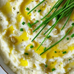 To make this tasty roasted garlic cauliflower mash, you need: - 1 large head of cauliflower, cut into florets - 5-6 cloves of garlic, unpeeled - 3 tablespoons olive oil, divided - ½ cup heavy cream or unsweetened almond milk - ½ teaspoon salt, adjust to taste - ¼ teaspoon black pepper, adjust to taste - Fresh chives or parsley, finely chopped, for garnish You can change the flavor with these optional ingredients: - Fresh herbs like thyme or rosemary - A pinch of nutmeg for warmth - Grated Parmesan cheese for a cheesy twist This creamy cauliflower mash is not only tasty but also healthy. Here’s a quick look at its nutrition: - Calories: About 120 per serving - Fat: 8 grams, mostly from olive oil and cream - Carbohydrates: 8 grams, mainly from cauliflower - Fiber: 2 grams, good for digestion - Protein: 3 grams, with more if you add cheese This mash is low in carbs and rich in flavor, making it a great side dish. Feel free to check the Full Recipe for more details! Start by washing your large head of cauliflower. Cut it into bite-sized florets. This helps the cauliflower cook evenly. Next, grab 5-6 cloves of garlic. Keep them unpeeled; this will add a rich flavor when roasted. Place both the cauliflower and garlic on a large baking sheet. Drizzle 2 tablespoons of olive oil over them. Toss gently to coat everything well. Now, preheat your oven to 400°F (200°C). This temperature helps to roast the cauliflower perfectly. Spread the cauliflower and garlic in a single layer on the baking sheet. Roast them in the oven for 25-30 minutes. Look for a golden color at the edges and tender texture. After roasting, let them cool for a few minutes. This makes handling easier. Once the roasted garlic is cool, squeeze it out of its skins. It will be soft and sweet, adding depth to your mash. In a large mixing bowl or food processor, combine the roasted cauliflower, garlic, heavy cream, salt, and black pepper. Blend until you achieve a smooth, creamy texture. If the mash is too thick, add more heavy cream or almond milk to adjust the consistency. Taste your mash and adjust the seasoning as you like. Finally, serve the mash warm, garnished with fresh chives or parsley for a vibrant look. For the complete guide, check the Full Recipe. To find the best cauliflower, look for heads that are firm and heavy. The florets should be tightly packed and white. Avoid any brown spots or yellowing leaves. Fresh cauliflower has a crisp texture and a mild scent. You can also check the leaves; they should be bright green and healthy-looking. One common mistake is overcooking the cauliflower. If you cook it too long, it becomes mushy. Aim for tender but not falling apart. Another pitfall is not seasoning properly. Taste the mash before serving. Adjust salt and pepper as needed. Lastly, don't skip the roasted garlic. It adds a sweet flavor that elevates the dish. For a creamy texture, use heavy cream or unsweetened almond milk. Start with half a cup and add more if needed. Blending the mash in a food processor helps create a smoother finish. If you prefer a chunkier texture, use a potato masher instead. Always taste your mash and tweak the creaminess to fit your taste. For the full recipe, check out Roasted Garlic Cauliflower Mash. {{image_4}} To add a fresh twist, try herbs in your mash. Fresh herbs like thyme, rosemary, or basil work well. Just chop the herbs finely and mix them in after blending. This step boosts flavor and adds a lovely green color. For a stronger taste, use dried herbs. Just be sure to adjust the amount since dried herbs are more potent. Spices can make your cauliflower mash even more exciting. You might try adding smoked paprika for a warm, smoky note. A pinch of cayenne pepper will add heat if you like spice. You can also stir in a bit of curry powder for an exotic touch. Each spice will change the flavor profile, so play around to find your favorite. If you want a lighter version, you can swap heavy cream for unsweetened almond milk. This change keeps the mash creamy but cuts calories. Coconut milk is another great option for a hint of sweetness. If you do not have any milk on hand, try using vegetable broth. It adds flavor without adding fat. For a nut-free option, use a splash of water or additional olive oil. For the full recipe, check out the details above. After enjoying your roasted garlic cauliflower mash, you may have some left. To store it, place the mash in an airtight container. Make sure the lid is secure to keep out air. It can stay fresh in the fridge for up to three days. If you want to keep it longer, freezing is a great option. When it's time to enjoy your leftovers, reheating is key. The best way to reheat is on the stove. Place the mash in a pot over low heat. Stir gently and add a splash of cream or almond milk to help it stay creamy. You can also use the microwave. Heat it in short bursts, stirring in between, to avoid drying it out. If you want to freeze your cauliflower mash, follow these steps. First, let it cool completely. Then, transfer it to a freezer-safe container. Leave some space at the top since it may expand as it freezes. Label the container with the date. It can last in the freezer for about three months. When you're ready to eat it, thaw it overnight in the fridge before reheating. For more details on making this dish, check out the Full Recipe. Yes, you can easily make this recipe vegan. Just swap the heavy cream for unsweetened almond milk or coconut cream. This change keeps the mash creamy and rich while keeping it plant-based. If you want extra flavor, use a splash of vegetable broth too. This small tweak can really enhance the taste. To adjust the thickness of your mash, add more or less liquid. If the mash is too thick, pour in more heavy cream or almond milk, a little at a time. Blend until you reach your desired consistency. If it’s too thin, you can add more roasted cauliflower. Mash it up and blend again until it’s smooth. Roasted garlic cauliflower mash goes great with many dishes. It pairs well with grilled meat like chicken or steak. You can also serve it with fish for a lighter meal. For a vegetarian option, try it with roasted veggies or a hearty salad. It works as a side dish for almost any main course! Check out the Full Recipe for more ideas. This blog post covered how to make roasted garlic cauliflower mash. We talked about key ingredients, tips for a creamy finish, and variations to try. You learned how to store leftovers and reheat them. Roasted garlic cauliflower mash is a great way to enjoy vegetables. With simple steps, you can make it tasty and unique. Try it out and enjoy a healthy twist on comfort food.