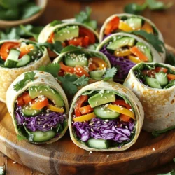 To make your Rainbow Veggie Wraps, you need a few simple items. These ingredients help create a colorful and tasty dish. Here’s what you will need: - Whole Grain or Spinach Tortillas - Hummus Options (Store-bought vs. Homemade) - Colorful Vegetables Selection You can use either whole grain or spinach tortillas. Whole grain adds nutty flavors and fiber. Spinach tortillas bring a nice green color and extra nutrients. Choose what you like best! For the spread, you can use store-bought hummus or make your own. Store-bought hummus is quick and easy. Homemade hummus allows you to control the flavors. Both options work well and taste great! The fun part is choosing colorful veggies! Here are some tasty options: - Shredded purple cabbage - Grated carrots - Diced cucumber - Thinly sliced red bell pepper - Thinly sliced yellow bell pepper - Sliced ripe avocado - Fresh baby spinach Using a variety of colors makes your wraps more appealing. Each vegetable adds a unique crunch and flavor. You can also add sesame seeds for a little extra crunch if you like! For the full recipe, check out the complete details to get started on your vibrant meal! 1. Spreading the Hummus Start with one tortilla on a clean surface. Use about 1/4 cup of hummus. Spread it evenly across the tortilla. Leave an inch around the edges. This helps with rolling later. 2. Layering the Vegetables Begin layering at one end of the tortilla. First, add a handful of fresh baby spinach. Next, pile on shredded purple cabbage. Then, add grated carrots and diced cucumber. You want a mix of colors and textures. Continue with sliced red and yellow bell peppers. These add more color and crunch. Finally, place slices of avocado on top. Sprinkle salt and pepper lightly for flavor. 3. Rolling the Wrap Fold in both sides of the tortilla over the veggies. Start rolling from the bottom. Roll it tightly to keep the filling secure. Repeat this with the other tortillas and ingredients. Once done, slice each wrap in half diagonally. Arrange the halves on a platter. For a final touch, add cilantro or mint leaves for freshness. For the full details, check the Full Recipe. Enjoy your colorful and healthy meal! Enhancing Flavor with Seasonings To make your Rainbow Veggie Wraps pop, add seasonings. A sprinkle of garlic powder or a dash of lemon juice lifts the taste. Try adding a pinch of cayenne for a kick. Fresh herbs like cilantro or mint also brighten the flavors. These small touches make a big difference. Suggestions for Texture Contrast Texture adds fun to your wraps. Use crunchy veggies like cucumbers and bell peppers. Creamy avocado balances crispness. For extra crunch, top with sesame seeds or sunflower seeds. Mixing these textures keeps each bite exciting. Presentation Tips for a Colorful Platter A colorful platter catches the eye. Arrange your wraps in a circle or create a rainbow pattern. Slice them in half to show off the vibrant layers. Garnish with fresh herbs for a pop of color. This makes your meal not only tasty but also beautiful. For a full guide on making these wraps, check out the Full Recipe. {{image_4}} Alternative Vegetables to Use You can switch up the veggies in your Rainbow Veggie Wraps. Try adding sliced radishes for a peppery bite. Zucchini adds a nice crunch too. For a sweeter touch, use roasted sweet potatoes. You can also mix in sprouts or kale for extra nutrients. Different Spreads for Variety Hummus is great, but you can use other spreads too. Try guacamole for a creamy twist. Cream cheese or a yogurt-based spread works well too. If you want a kick, add some spicy salsa or chipotle sauce. This keeps your wraps exciting! Adding Protein Options Need more protein? Add grilled chicken or turkey slices. Tofu or tempeh is perfect for a plant-based option. Canned chickpeas or black beans also give a good protein boost. These swaps will make your wraps filling and delicious. For more ideas, check out the Full Recipe to inspire your next meal! Refrigeration Guidelines To keep your Rainbow Veggie Wraps fresh, wrap them tightly in plastic wrap or foil. Place them in a container with a lid. Store them in the fridge for up to three days. Best Practices for Freezing If you want to freeze your wraps, wrap each one in plastic wrap. Then, place them in a freezer bag. You can freeze them for up to a month. To avoid sogginess, freeze without any sauces or dressings. Tips for Reheating and Serving When you are ready to eat your stored wraps, you can thaw them overnight in the fridge. For a warm wrap, heat it in a skillet for a few minutes on each side. This will crisp the tortilla and warm the veggies without losing flavor. Enjoy your meal with a fresh dip or sauce for extra taste. For the full recipe, check it out here. How can I make this recipe gluten-free? To make rainbow veggie wraps gluten-free, choose gluten-free tortillas. Many brands offer tasty options made from rice or corn. Check the labels to ensure they fit your needs. You can still fill them with the same colorful veggies and hummus. What are some healthy dip options to accompany the wraps? Pair your wraps with healthy dips like tzatziki, guacamole, or a yogurt-based sauce. These dips add flavor and creaminess. You can also try a spicy salsa or a simple vinaigrette for a zesty kick. Can I make these wraps in advance? Yes, you can prepare these wraps ahead of time. Wrap each one in plastic wrap or foil. Store them in the fridge for up to a day. This keeps them fresh and ready for a quick meal. Just remember to add your avocado right before serving, so it stays green! For the full recipe, check out the earlier sections. This post covered how to make tasty rainbow veggie wraps. We looked at the best tortillas and hummus options, along with vibrant veggies. I gave you easy steps for spreading, layering, and rolling your wraps. Tips for flavor and presentation will make your wraps pop. We also discussed swaps, protein, and storing extras. With these ideas, you can enjoy healthy and colorful meals anytime. Dive into your kitchen, and get creative with your wraps!
