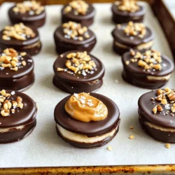 For Chocolate Peanut Butter Banana Bites, you need a few simple items. Here’s what to gather: - 2 ripe bananas - 1/2 cup creamy peanut butter - 1 cup dark chocolate chips - 1 tablespoon coconut oil - Sea salt (for garnish) - Optional toppings: Chopped nuts or crushed graham crackers These ingredients create a tasty and fun snack. Ripe bananas give the best flavor. Creamy peanut butter adds smoothness. Dark chocolate chips bring richness. Coconut oil helps the chocolate melt evenly. Sea salt tops it off, enhancing all the flavors. You can add nuts or graham crackers for extra crunch. This easy list makes it simple to get started. Once you have everything, you’re ready to make these delightful bites. If you're interested in the complete process, check the Full Recipe for all the steps! Start by peeling the ripe bananas. Slice them into 1/2-inch thick rounds. Arrange the slices neatly on a plate or cutting board. This setup helps when you dip them later. In a microwave-safe bowl, combine the dark chocolate chips with coconut oil. Microwave this mix in 30-second bursts. Stir well in between until the chocolate melts and is smooth. This method keeps the chocolate from burning. Now, take a fork and dip each banana slice into the melted chocolate. Make sure the chocolate covers each slice completely. Let the excess chocolate drip back into the bowl. This step ensures an even coating that looks great. Place the chocolate-covered banana slices on a parchment-lined baking sheet. Make sure they have space between them. This helps them not stick together. Then, use a small spoon to add peanut butter on top of each slice. This combination is what makes these bites special. Transfer the baking sheet to the freezer. Let the bites chill for about 30 minutes. This time allows the chocolate to set properly. After chilling, check the texture. The bites should be firm and ready to enjoy. For the full recipe, refer to the recipe section above. To get the best flavor, use ripe bananas. They should be yellow with a few brown spots. This means they are sweet and soft. The right banana makes a big difference in taste. Also, focus on your chocolate. Melt the chocolate chips with coconut oil. This mix helps keep the chocolate smooth and shiny. If it’s too thick, it won’t coat the bananas well. For a smooth melt, use a microwave. Heat the chocolate in short bursts of 30 seconds. Stir well between heats. This way, the chocolate won’t burn or get lumpy. If you see clumps, don’t panic. Just keep stirring until it is smooth. A little coconut oil helps here, too. It keeps the chocolate creamy. Toppings can add fun and flavor. You can use chopped nuts or crushed graham crackers. These add crunch and taste. For serving, make it look nice. Place the bites in a bowl or on a platter. Add some fresh banana slices nearby. A drizzle of melted chocolate on top can make it pop! {{image_4}} If you want to change things up, try using different nut butters. Almond butter is a great choice. It has a slightly sweet and nutty taste. Cashew butter is another option. It is creamy and has a mild flavor. Both options work well with bananas. Different nut butters add new flavors to your bites. You can also switch the chocolate. Milk chocolate gives a sweeter taste. If you prefer a creamier option, use white chocolate. Both create rich bites that please the palate. For a fun twist, try flavored chocolate. Mint chocolate can add a refreshing touch. You can add more fun ingredients too. Fresh strawberries can enhance the fruity flavor. They pair well with bananas and chocolate. For a salty crunch, add pretzels. They add texture and contrast. You can also use vanilla extract for a richer flavor. Just a few drops can make a big difference. Check the Full Recipe for more ideas to enjoy these bites! To keep your chocolate peanut butter banana bites fresh, store them in an airtight container. This prevents freezer burn and keeps them tasting great. If you have a lot, you can layer them with parchment paper. This keeps them from sticking together. For long-term storage, use a freezer-safe bag. Squeeze out as much air as possible before sealing. This helps maintain their flavor and texture. You can also use a shallow plastic container. Just make sure it's tightly sealed. These bites can last in the freezer for about two months. After that, they may lose some flavor. If you notice any frost or freezer burn, it’s best to toss them out. Signs that they are no longer good to eat include a change in color or a strange smell. If they feel icy or hard, that means they may not taste as good. Always trust your senses when deciding if food is still safe. To make Chocolate Peanut Butter Banana Bites, follow these steps: 1. Peel and slice two ripe bananas into half-inch rounds. 2. Melt one cup of dark chocolate chips with one tablespoon of coconut oil in the microwave. 3. Dip each banana slice into the melted chocolate until fully coated. 4. Place the coated slices on a parchment-lined baking sheet. 5. Add a dollop of creamy peanut butter on top of each slice. 6. Sprinkle with sea salt and any optional toppings. 7. Freeze for about 30 minutes until set. Yes, you can use frozen bananas. They add a nice creaminess. However, they can be mushy when thawed. If you prefer a firmer bite, fresh bananas are best. Absolutely! They provide good nutrition. Bananas offer potassium and fiber. Peanut butter adds protein and healthy fats. Dark chocolate gives antioxidants. Together, they make a great snack. You can use many alternatives. Try dairy-free chocolate chips for a vegan option. You can also use cocoa powder mixed with coconut oil for a lower-sugar choice. Yes! You can prep these bites in advance. Make a batch, freeze them, and grab them later. They last well in the freezer. Enjoy them as a quick snack anytime. For the full recipe, click here. These Chocolate Peanut Butter Banana Bites are fun and easy to make. We started with simple ingredients, like bananas and peanut butter, and followed step-by-step instructions. I shared tips for the best texture and ideas for tasty variations. You can store these bites for freshness, ensuring they last longer. In closing, this treat is not only delicious but also allows for creativity. Enjoy making them your way!