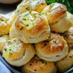 Creating Garlic Parmesan Pull Apart Rolls requires simple ingredients that blend into magic. Here’s what you need: - 3 cups all-purpose flour - 1 packet (2 1/4 tsp) instant yeast - 1 tablespoon sugar - 1 teaspoon salt - 1 cup warm milk (approximately 110°F) - 4 tablespoons unsalted butter, melted - 3 cloves garlic, minced - 1/2 cup grated Parmesan cheese - 1/4 cup fresh parsley, finely chopped - 1 teaspoon Italian seasoning - Extra melted butter for brushing These ingredients work together to give you soft, flavorful rolls. The flour forms the base, while the yeast makes them rise. Sugar feeds the yeast, helping it grow. Salt keeps the flavor balanced, and warm milk activates the yeast. The butter adds richness and moisture, while garlic, cheese, and parsley provide that irresistible flavor. Italian seasoning ties everything together, making each bite a delight. For full instructions, check out the Full Recipe. Enjoy your baking adventure! Start by combining warm milk, sugar, and yeast in a mixing bowl. Stir gently and let it sit for about 5 minutes. You want to see it froth. This shows the yeast is active and ready to work. Once the mixture is frothy, add melted butter and salt. Mix these in well. Gradually add 2 cups of flour using a spatula. Keep stirring until no dry flour is left. Then, add the remaining flour, 1/4 cup at a time. You want to form a soft ball of dough. Lightly flour a clean surface. Knead the dough for about 5 to 7 minutes. It should feel smooth and elastic. When you press it, it should spring back. Next, place the dough in a greased bowl. Cover it with a towel and let it rise in a warm spot for about 1 hour. It should double in size. After the dough has risen, gently punch it down. This releases the air. Divide the dough into 15 equal pieces, shaping each piece into a ball. In a small bowl, mix minced garlic, grated Parmesan cheese, chopped parsley, and Italian seasoning. Dip each ball into melted butter. Then roll it in the garlic-Parmesan mix. Stack the coated balls in a greased bundt pan for that pull-apart effect. While the rolls are rising, preheat your oven to 375°F (190°C). Let the rolls rise for another 20-30 minutes. This helps them puff up. Bake the rolls for 25-30 minutes. They are done when they turn golden brown and smell amazing. For the full recipe, check the section above. Enjoy these warm, cheesy rolls with butter! To get the right dough texture, adjust your flour based on humidity. If the air feels damp, you might need a bit more flour to keep the dough from being too sticky. On dry days, use less to avoid a tough roll. A well-kneaded dough should feel smooth and elastic. When you press it gently, it should spring back quickly. This means the gluten has developed properly, which is key for fluffy rolls. You can boost the flavor of your rolls by adding herbs or spices. Try mixing in dried oregano, thyme, or even red pepper flakes. These will give your rolls an extra kick. For cheese, Parmesan works great, but you can mix it up. Consider using mozzarella for a gooey texture or cheddar for a sharper taste. Combining different cheeses can create a rich flavor profile that will wow your guests. These rolls pair well with many sauces or dips. Serve them warm with marinara sauce for dipping or a garlic butter spread. You can also try a creamy ranch dip for a fun twist. When serving, present the rolls in a nice dish. Arrange them in a circle and garnish with fresh parsley. This adds a pop of color and makes your dish look even more inviting. Enjoy the warm aroma as you share these delightful treats! {{image_4}} You can boost flavor by using garlic and herb blends. I love mixing garlic with basil, thyme, or rosemary. These herbs add a nice touch to the rolls. You can also play with fresh herbs like chives or dill. Each herb brings its own taste. Experiment to find your favorite mix. While Parmesan is great, you can try other cheese types too. Mozzarella melts well and adds creaminess. Cheddar gives a sharp flavor that many enjoy. You can also blend cheeses for a richer flavor. For example, mix Parmesan with mozzarella for a delightful twist. This combo adds depth to each bite. Why not turn these rolls into a dessert? You can add sweet ingredients like cinnamon, sugar, or chocolate. Try rolling the dough in cinnamon sugar before baking. You can also fill the rolls with chocolate chips. This gives a sweet surprise in every pull. These sweet versions can be a fun treat for any occasion. To keep your Garlic Parmesan Pull Apart Rolls fresh, follow these tips: - Refrigerator Storage: Place the rolls in an airtight container. This prevents them from drying out. They can last about 3 days in the fridge. - Freezing Tips: If you want to store them longer, freeze the rolls. Wrap them tightly in plastic wrap, then place them in a freezer bag. They can stay fresh for up to 3 months. When you’re ready to eat the frozen rolls, let them thaw in the fridge overnight. Then, reheat them in the oven at 350°F for 10-15 minutes. When stored well, these rolls can last for: - In the Fridge: Up to 3 days. - In the Freezer: Up to 3 months. Check for freshness by looking for signs: - Texture Change: If the rolls feel hard or dry, they may not be good. - Smell: If they smell off or sour, it’s best to toss them. Always trust your senses when deciding whether to eat leftover food. Enjoy these rolls while they’re fresh! Yes, you can use active dry yeast. Just remember to activate it first. Mix it with warm milk and sugar. Let it sit for about 5 to 10 minutes until it bubbles. This shows the yeast is alive. Then, mix it into your dough. Instant yeast works faster, so adjust your time if you use active dry yeast. To check if the rolls are done, look for a golden-brown color. Tap the top gently; it should sound hollow. You can also use a toothpick. Insert it into the center. If it comes out clean, the rolls are ready. This is a simple way to ensure you don't underbake them. You can make the dough ahead. After kneading, place it in a greased bowl and cover it. Refrigerate it for up to 24 hours. When ready, let it rise at room temperature. If you want to freeze it, shape the dough into balls before freezing. Just make sure to thaw it in the fridge overnight before baking. These rolls pair well with many dishes. Serve them with soups or salads for a complete meal. They also go great with pasta. You can offer a warm dip, like marinara sauce, too. They make a great side for any Italian feast or family dinner. To keep your rolls fluffy, make sure your yeast is fresh. The water should be warm, about 110°F. Knead the dough well until it feels smooth and elastic. Let it rise in a warm spot. Cover it with a towel to keep it warm. If you follow these steps, your rolls will be light and airy. In this blog post, we explored a delightful recipe for Garlic Parmesan Pull Apart Rolls. You learned about the key ingredients and followed step-by-step instructions to create these delicious treats. We discussed tips for perfecting the dough and adding unique flavor twists. You can even try different variations, like sweet rolls or various cheese options. Finally, we shared storage tips to keep your rolls fresh. With this knowledge, you can now bake and enjoy warm, flavorful rolls anytime. Happy baking!