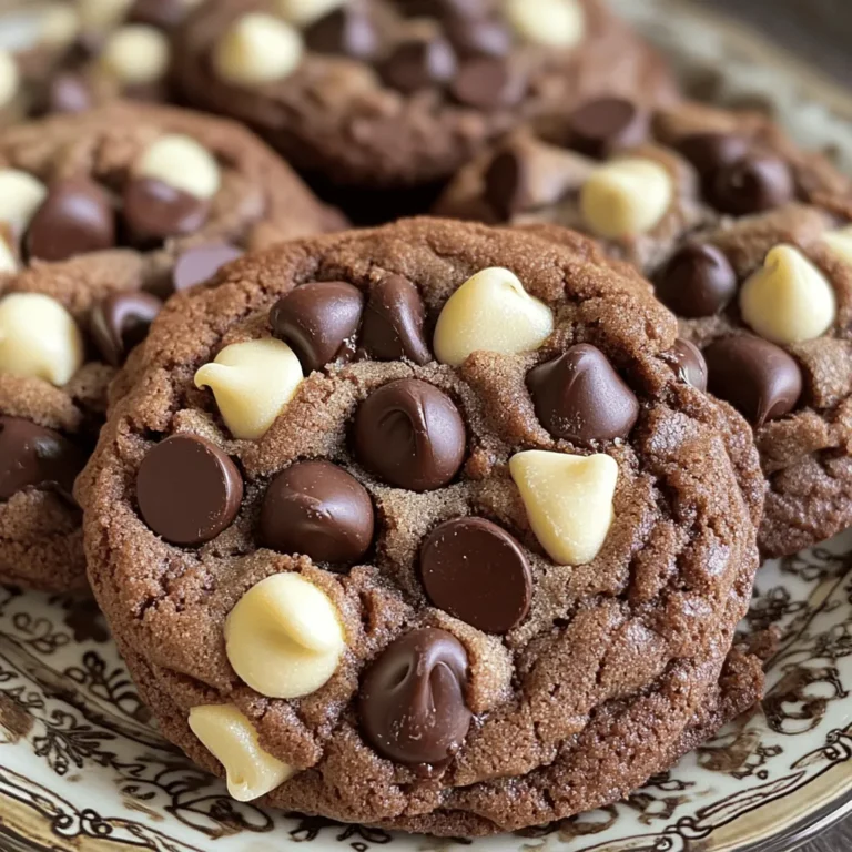 - 1 cup unsalted butter, softened to room temperature - 1 cup packed brown sugar - 1/2 cup granulated sugar - 2 large eggs, at room temperature - 1 teaspoon pure vanilla extract - 2 cups all-purpose flour - 1/2 teaspoon baking soda - 1/2 teaspoon fine sea salt - 1 cup semi-sweet chocolate chips - 1 cup milk chocolate chips - 1/2 cup white chocolate chips Gathering the right ingredients is key. Each one plays a role in making the cookies rich and tasty. The butter gives a creamy base. The sugars add sweetness and help with texture. Eggs help bind everything together. Flour is the main structure. Baking soda makes them rise, while salt enhances flavor. If you want vegan cookies, swap butter for coconut oil and use flax eggs. For gluten-free cookies, try almond flour or a gluten-free blend. You can also switch the types of chocolate chips. Dark chocolate or even caramel chips can give a fun twist. To make these cookies, you’ll need some tools. Grab mixing bowls for combining ingredients. An electric mixer makes it easy to cream the butter and sugars. Baking sheets lined with parchment paper help with easy cleanup. A cookie scoop or tablespoon is great for portioning the dough evenly. For the complete recipe, check out the Full Recipe for Triple Chocolate Chip Cookies Delight. 1. Preheat the oven to 350°F (175°C). 2. Prepare the baking sheets with parchment paper. 1. In a large bowl, cream the softened butter with brown sugar and granulated sugar. Mix on medium speed until it’s fluffy, about 2-3 minutes. 2. Add the eggs, one at a time. Mix well after each egg. Then stir in the vanilla extract. 3. In another bowl, sift together the flour, baking soda, and salt. Slowly add this dry mix to the wet ingredients. Mix until just combined. Avoid overmixing. 4. Gently fold in the semi-sweet, milk, and white chocolate chips. Make sure they are evenly spread throughout the dough. 1. Use a spoon or cookie scoop to drop rounded tablespoons of dough onto the prepared baking sheet. Leave about 2 inches between each dollop. 2. Bake in the preheated oven for 10-12 minutes. The edges should be golden, while the centers stay soft. 3. Once baked, let the cookies cool on the sheet for about 5 minutes. This helps them firm up. Then, transfer them to a wire rack to cool completely. To make the best triple chocolate chip cookies, focus on texture. Use softened butter. It helps create a creamy mix. This makes your cookies soft and chewy. Remember to measure your flour correctly. Too much flour makes cookies dry. I like to spoon the flour into the measuring cup and level it off. This gives me the right amount. For even baking, place the cookies on the center rack. This allows air to flow around them. Rotate the baking sheet halfway through. This helps them cook evenly. Keep an eye on the edges. They should be golden but not too dark. Resting time is key. After baking, let the cookies sit on the sheet for five minutes. This helps them firm up. Then move them to a wire rack. This cooling step keeps them from becoming hard. You can enhance the flavors of your cookies in fun ways. Try adding nuts like walnuts or pecans. They give a nice crunch and pair well with chocolate. You can also mix in other chocolate types. Dark chocolate adds a rich flavor, while white chocolate brings sweetness. For a twist, add a teaspoon of instant coffee. It deepens the chocolate flavor. You can also use orange zest for a fresh touch. Just a little zest can brighten the cookies. To serve cookies in style, use a decorative platter. Stack the cookies high for a fun look. A light dusting of cocoa powder makes them fancy. For a decadent touch, drizzle melted chocolate over the top. It adds flair and extra flavor. To keep cookies fresh, store them in an airtight container. Layer them between pieces of parchment paper. This keeps them from sticking together. If you want them to last longer, freeze them. Just thaw them at room temperature when you’re ready to enjoy. {{image_4}} You can mix things up with different chocolate types. Using dark chocolate gives a rich taste. It adds depth to each bite. You can also try specialty chocolates. For example, sea salt dark chocolate offers a sweet-salty twist. Another fun option is the white chocolate macadamia version. Swap some chocolate chips with macadamia nuts. This makes the cookie extra crunchy and creamy. The white chocolate’s sweetness pairs well with the nuts. Adding seasonal flavors can make your cookies special. For the holidays, try adding peppermint. You can use peppermint extract or crushed candy canes. This gives a festive, minty flavor that many love. In fall, you might want to incorporate spices. A pinch of cinnamon adds warmth. Nutmeg or ginger can work too, bringing a cozy feel to your cookies. These spices make your cookies perfect for chilly days. You can also transform the cookie recipe into cookie bars. To do this, spread the dough in a baking dish. Make sure to press it evenly. This change makes cutting and serving a breeze. Adjust the baking time to about 20-25 minutes. Keep an eye on it. You want the edges golden, not too dark. Once cooled, cut them into squares for easy serving. For more details, check the Full Recipe. Enjoy experimenting with these variations! Store your cookies at room temperature. This keeps them soft and tasty. Use an airtight container to seal in freshness. You can layer the cookies with parchment paper. This method prevents them from sticking together. Keep the container in a cool place, away from sunlight. Want to keep cookies for later? Freezing is a great option. Place cookies in a single layer on a baking sheet. Freeze them for about an hour. Once firm, transfer them to a freezer bag. Remove as much air as possible before sealing. When ready to enjoy, just thaw them at room temperature. For a warm treat, reheat in the oven for a few minutes. How long do baked cookies last? Typically, they stay fresh for about a week. After that, they may dry out or lose flavor. Keep an eye out for signs they are past their prime. If they smell off or have a change in texture, it's time to toss them. To make the most of your cookie experience, store them right! For the full recipe, check out the details on making these cookies. Look for a few signs of perfectly baked cookies. The edges should be lightly golden brown. The centers will still look soft and slightly puffy. If your cookies crack a little, that’s a good sign. Remember, they will harden as they cool. Keep an eye on them during the last few minutes of baking. Yes, you can make the dough ahead of time. Store the dough in the fridge for up to 3 days. If you need a longer time, freeze the dough. Wrap it in plastic wrap and place it in a freezer bag. It can stay in the freezer for up to 3 months. When ready, just thaw it in the fridge overnight before baking. To soften butter quickly, cut it into small cubes. Place it in a bowl. Let it sit at room temperature for about 10 minutes. You can also use a microwave. Set it to low power and heat for about 5 seconds at a time. Be careful not to melt it; you only want it soft. For the detailed Full Recipe for "Triple Chocolate Chip Cookies Delight," check out the link. This blog post covered a delicious triple chocolate chip cookie recipe. You learned about key ingredients, substitution options, and crucial baking steps. I shared tips for perfect texture and flavor enhancements. You also discovered variations and storage advice to keep your cookies fresh. Enjoy baking these cookies and making them your own. With practice, you will create treats everyone loves. Happy baking!