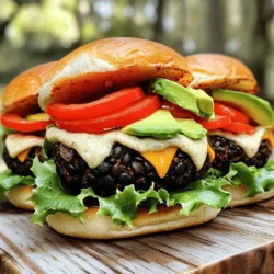 - 1 can (15 oz) black beans, thoroughly drained and rinsed - 1/2 cup breadcrumbs (substitute gluten-free if preferred) - 1/4 cup finely diced red bell pepper - 1/4 cup finely diced red onion - 2 cloves garlic, finely minced - 1 tablespoon ground cumin - 1 teaspoon smoked paprika - 1/2 teaspoon chili powder - 1/4 teaspoon cayenne pepper (adjust according to your spice preference) - Salt and pepper, to taste - 1 large egg (or substitute with a flax egg for a vegan option) - 2 tablespoons olive oil (for cooking) Black bean burgers need a few key ingredients to shine. First, you want black beans. They are the base. They give the burger its rich flavor and texture. Use one can of black beans. Rinse and drain them well. Next, add breadcrumbs. This helps bind the mixture together. You can use regular or gluten-free breadcrumbs. About half a cup should work well. Fresh vegetables add crunch and flavor. Dice up a red bell pepper and a red onion. A quarter cup of each is perfect. Garlic and spices are essential too. They bring the burger to life! Use two cloves of garlic, along with cumin, smoked paprika, and chili powder. These spices give your burger a warm, smoky flavor. A touch of cayenne adds a little heat. Finally, you will need a binding agent. You can use one egg, or a flax egg for a vegan version. This helps hold everything together. - Burger buns - Lettuce, tomato, and avocado - Suggested sides (sweet potato fries, garden salad) Toppings can elevate your black bean burger. Choose soft burger buns to hold it all together. Fresh lettuce and tomato add crunch and juiciness. Creamy avocado enhances flavor and texture. For sides, sweet potato fries are a fun choice. They pair well with the burger's earthiness. A garden salad adds freshness and color to your meal. For the full recipe, check the section above. Enjoy making your black bean burgers! To start, take a can of black beans. Drain and rinse them well. Next, use a fork or potato masher to mash the beans in a large bowl. You want them mostly smooth, but keep some chunks for texture. Now, it is time to mix in the other ingredients. Add breadcrumbs, diced red bell pepper, red onion, minced garlic, ground cumin, smoked paprika, chili powder, cayenne pepper, and salt and pepper. Stir everything together until well mixed. If you want a vegan option, use a flax egg instead of a regular egg. Shape the mixture into four patties. Each should be about 1/2 inch thick. Place the patties on a plate and put them in the fridge for 20 minutes. This helps them hold together during cooking. When you are ready, heat olive oil in a skillet over medium heat. Once the oil shimmers, gently add the patties. Cook them for 5-6 minutes on each side until they turn golden brown and are heated through. Now comes the fun part: assembling your burger! Place each patty on a bun. Layer your toppings like crisp lettuce, juicy tomato slices, and creamy avocado. For a great presentation, serve your black bean burgers with sweet potato fries or a fresh garden salad. This makes the meal look bright and delicious. For the full recipe, check out the detailed instructions above. To make great black bean burgers, adjust the spice levels to fit your taste. If you like heat, add more cayenne pepper. For a milder burger, skip it or use less. The right consistency is key. Your mixture should be moist but not runny. If it feels too wet, add more breadcrumbs. This helps the patties hold together while cooking. Baking black bean burgers is a healthier option. Preheat your oven to 375°F (190°C). Place the patties on a baking sheet lined with parchment paper. Bake for about 20-25 minutes, flipping halfway through. This method gives a nice crispness without extra oil. Grilling adds flavor. Preheat your grill and lightly oil the grates. Cook the patties for about 5-6 minutes on each side. This gives a smoky taste, perfect for summer cookouts. Black bean burgers pair well with sweet potato fries or a fresh garden salad. These sides add color and crunch. For drinks, try a cold iced tea or a light beer. Both refresh and complement the burger’s flavors. Feel free to add dips like guacamole or salsa. They make great toppings and boost flavor. For an easy recipe, check out the Full Recipe. {{image_4}} For a gluten-free black bean burger, swap regular breadcrumbs for gluten-free ones. This change keeps your burger tasty and safe for those with gluten sensitivities. You could also use crushed cornflakes or ground oats as a binder. If you want a vegan option, replace the egg with a flax egg. To make a flax egg, mix one tablespoon of ground flaxseed with three tablespoons of water. Let it sit for about five minutes to thicken. This mixture helps bind the ingredients just like an egg would. You can add fun twists to your black bean burgers. For a Southwest-inspired burger, mix in corn, diced jalapeños, and a splash of lime juice. Top it with avocado and a spicy chipotle mayo for a flavor boost. If you prefer a Mediterranean flair, try adding chopped olives and feta cheese to the mix. Serve it with tzatziki sauce and fresh cucumber slices. This gives your burger a bright taste that is truly unique. For the complete recipe, check out the Full Recipe. To keep your black bean burgers fresh, store them in the fridge. Place them in an airtight container after they cool. They can last for about three days. If you want to keep them longer, freeze them. Wrap each patty in plastic wrap, then place them in a freezer bag. They will stay good for up to three months in the freezer. When you’re ready to enjoy your leftovers, reheating is key. The best way to do this is in a skillet. Heat the skillet over medium heat. Add a little oil to keep the patties from sticking. Cook each side for about three to five minutes until they are warm and crispy. You can also use a microwave if you're in a hurry, but the texture won’t be as nice. Just heat for 30 seconds, check, and add more time if needed. Enjoy your flavorful black bean burgers again! For the complete cooking process, check the Full Recipe. What are the nutritional benefits of black beans? Black beans are packed with protein and fiber. They help keep you full longer. They also contain vitamins and minerals like iron and magnesium. This makes them a great choice for a healthy meal. How can I make black bean burgers spicier? To add spice, mix in cayenne pepper or hot sauce. You can also use jalapeños for a fresh kick. Adjust the spice levels to suit your taste. Use these methods for a tasty twist on your black bean burgers. Can I grill black bean burgers instead of pan-frying? Yes, you can grill black bean burgers! Make sure to chill the patties first. This helps them hold their shape on the grill. Preheat your grill and cook for a few minutes on each side. You’ll get a smoky flavor that’s hard to beat. Why do my burgers fall apart? Burgers may fall apart if the mixture is too wet. Ensure you mash the beans well. Adding enough breadcrumbs helps bind the ingredients. Chilling the patties also helps them stay together. How to fix overly wet or dry mixtures? If the mixture is too wet, add more breadcrumbs. If it's too dry, add a little water or oil. Mix well after each addition. This will help you reach the right consistency for your burgers. Recommendations for top restaurants serving black bean burgers Look for local cafes or diners that focus on vegetarian food. They often have unique black bean burgers. Check reviews online for the best options in your area. This can lead you to new tastes and great meals. Online resources for finding the best recipes and variations Websites like food blogs and cooking channels can inspire you. Search for black bean burger recipes to find different styles. You can also explore social media for fresh ideas and cooking tips. For an easy reference, check the Full Recipe for guidance. Black bean burgers are tasty, healthy, and easy to make. We covered key ingredients, cooking steps, and great toppings. You can tweak the recipe to suit your taste, like trying different spices or adding veggies. Storing leftovers and reheating them properly keeps them fresh. Remember, you can find various burger styles, so explore! Enjoy these burgers with friends or family and discover the joy of cooking. Your next meal can be fun, nutritious, and flavorful!
