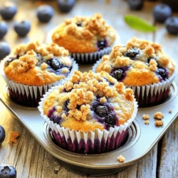 To make delicious blueberry crumble muffins, gather these simple items: - 1 ½ cups all-purpose flour - ½ cup brown sugar, packed - ½ cup granulated sugar - 2 teaspoons baking powder - ½ teaspoon baking soda - ½ teaspoon salt - 1 teaspoon ground cinnamon - ¾ cup whole milk - 1/3 cup vegetable oil - 1 large egg - 1 teaspoon pure vanilla extract - 1 cup fresh blueberries Each ingredient works together to create a light, fluffy muffin. The balance of sugars gives sweetness without being too much. The flour provides structure, while the baking powder and baking soda help the muffins rise. For the crumble topping, you will need: - ½ cup rolled oats - ¼ cup all-purpose flour - ¼ cup brown sugar, packed - 2 tablespoons unsalted butter, melted - ½ teaspoon ground cinnamon The crumble adds a nice crunch. The oats and flour create texture, while the butter binds it all together. The cinnamon gives a warm flavor that pairs well with the blueberries. These ingredients make the muffins flavorful and fun to bake. You can find the Full Recipe at the end of this section if you want to try it yourself. First, set your oven to 375°F (190°C). This temperature helps the muffins rise nicely. Next, grab a 12-cup muffin tin. You can line it with paper liners or spray it with non-stick cooking spray. This step keeps the muffins from sticking. In a large bowl, mix the dry ingredients. Combine 1 ½ cups all-purpose flour, ½ cup brown sugar, ½ cup granulated sugar, 2 teaspoons baking powder, ½ teaspoon baking soda, ½ teaspoon salt, and 1 teaspoon ground cinnamon. Whisk them together well. In another bowl, whisk the wet ingredients. Grab ¾ cup whole milk, ⅓ cup vegetable oil, 1 large egg, and 1 teaspoon pure vanilla extract. Mix until smooth. Now, pour the wet mixture into the dry ingredients. Use a spatula to fold them gently. You want to mix just until combined. It's okay if the batter is a bit lumpy. Then, gently fold in 1 cup of fresh blueberries. This adds a burst of flavor. For the crumble topping, mix ½ cup rolled oats, ¼ cup all-purpose flour, ¼ cup brown sugar, 2 tablespoons melted unsalted butter, and ½ teaspoon ground cinnamon in a small bowl. Stir until it looks like coarse crumbs. Spoon the muffin batter into the prepared muffin cups. Fill each cup about ⅔ full. This gives room for the muffins to rise. Sprinkle the crumble topping over each muffin. Make sure it covers well for added crunch. Place the muffin tin in the preheated oven. Bake for 18-22 minutes. Your muffins are done when the tops are golden brown. A toothpick inserted into the center should come out clean. After baking, let the muffins cool in the pan for about 5 minutes. Then, transfer them to a wire rack. This step helps them cool completely and keeps them fluffy. For the full recipe, check the previous section. - Avoiding overmixing: Mix the batter just until you see no dry flour. Lumps are fine. Overmixing makes muffins tough. - Ensuring even blueberry distribution: Toss fresh blueberries in a little flour before adding them. This helps them stay suspended in the batter. - Adding additional spices or ingredients: Consider adding a pinch of nutmeg or ginger for warmth. You can also mix in some lemon zest for brightness. - Substituting fresh or frozen blueberries: Fresh blueberries offer a juicy pop. Frozen blueberries are great too; just add them without thawing. They can make the batter a little blue, but they taste just as good! - Serving suggestions: Serve your muffins warm with some butter or cream cheese. They also pair well with coffee or tea. - Garnishing ideas: Sprinkle a bit of powdered sugar on top for a sweet touch. You can also add a few whole blueberries on top for a pretty look. For the full recipe, check out the Berry Burst Blueberry Crumble Muffins 🫐 recipe above! {{image_4}} You can switch up the blueberries with other fruits. Try raspberries, blackberries, or diced peaches. Each fruit adds a unique taste. You can even mix different types of fruits. This keeps your muffins fresh and exciting. If you need gluten-free muffins, use gluten-free flour. You can find it in most stores. Just replace the all-purpose flour with the gluten-free type. This keeps the texture light and fluffy. It tastes great without the gluten. You can make these muffins vegan too. Replace the egg with a flax egg or applesauce. Use almond milk instead of whole milk. For the butter, try coconut oil or vegan butter. These swaps keep the muffins moist and tasty without any animal products. To keep your blueberry crumble muffins fresh, store them properly. You can keep them at room temperature or in the fridge. - Room Temperature: If you plan to eat the muffins in a few days, store them in an airtight container at room temperature. This keeps them soft and moist. - Refrigerator: If you want to keep them longer, put them in the fridge. Just note that they may dry out a bit. For best results, use a container that seals well. A glass or plastic container with a tight lid works great. Freezing is a smart way to save muffins for later. Follow these tips to freeze and reheat them well. - Tips for Freezing: First, let the muffins cool completely. Then, wrap each muffin in plastic wrap. After that, place them in a freezer bag. This helps prevent freezer burn. - Duration for Best Quality: For the best taste, eat the muffins within three months. They will stay safe to eat beyond that time, but the texture may change. When you're ready to enjoy them, just take a muffin out, unwrap it, and reheat it in the microwave for 15-20 seconds. This will bring back the warmth and softness. Enjoy your muffins fresh and delicious! You can use several options if you need a milk substitute. Here are some good choices: - Almond milk - Soy milk - Oat milk - Coconut milk - Yogurt (thinned with water) Each option brings its own flavor. Almond and soy milk have mild tastes. Oat milk is creamy and rich. Coconut milk adds a hint of sweetness. To check if your muffins are ready, look for these signs: - The tops should be golden brown. - The muffins should rise well and look puffy. - Insert a toothpick into the center. It should come out clean. If you see wet batter on the toothpick, bake them a few more minutes. Yes, you can use frozen blueberries! Here are some best practices: - Do not thaw the blueberries before using them. This helps keep the batter from turning blue. - Toss the frozen blueberries in a little flour before adding them to the batter. This helps them stay suspended during baking. Frozen blueberries work great and still taste fresh. These muffins stay fresh for about three days at room temperature. Keep them in an airtight container to avoid drying out. If you want them to last longer, you can freeze them. They will keep well for up to three months in the freezer. Yes, you can prepare the batter ahead of time. - Mix the dry ingredients and the wet ingredients separately. - Store them in the fridge for up to 24 hours. When you are ready to bake, just combine them and fold in the blueberries. This makes for a quick and easy breakfast! For the full recipe, check out the Berry Burst Blueberry Crumble Muffins. Now you know how to make delicious blueberry muffins from scratch. We covered the essential ingredients, step-by-step instructions, and helpful tips. You can also explore variations like gluten-free and vegan options. With proper storage techniques, your muffins can last longer and stay fresh. Baking can be fun and rewarding. Enjoy experimenting with flavors and sharing your creations. Happy baking!