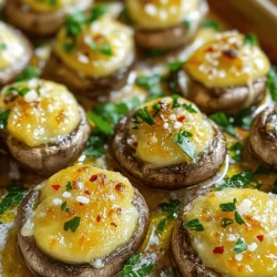 - 1 pound of fresh cremini or button mushrooms - 4 tablespoons extra virgin olive oil - 4 cloves garlic, finely minced - ½ cup freshly grated Parmesan cheese - 1 teaspoon dried thyme - 1 teaspoon dried oregano - ½ teaspoon red pepper flakes (optional) - Salt and freshly cracked black pepper - 2 tablespoons fresh parsley, finely chopped For these Garlic Parmesan Roasted Mushrooms, fresh ingredients make all the difference. I like to use cremini mushrooms for their rich flavor, but button mushrooms work well too. The olive oil keeps the mushrooms moist and adds a nice touch. Mincing the garlic finely helps it mix well with the mushrooms. The Parmesan cheese is key to achieving that savory, cheesy crust. For seasoning, I use dried thyme and oregano, which blend perfectly with the mushrooms. If you want a slight kick, add red pepper flakes. Just remember to season generously with salt and pepper. For garnish, I love using fresh parsley. It adds a pop of color and freshness to the dish. You can find the Full Recipe in the next section to guide you through the cooking process. Enjoy the delightful taste of these mushrooms! - Preheat oven to 400°F (200°C). - Line a baking sheet with parchment paper. Start by heating your oven. Setting it to 400°F makes the mushrooms cook just right. Lining the baking sheet with parchment paper helps keep the mushrooms from sticking. It makes cleanup easy too. - Combine mushrooms, olive oil, minced garlic, herbs, and spices in a mixing bowl. Next, grab a large mixing bowl. Add your cleaned mushrooms, olive oil, and minced garlic. Then, mix in the dried thyme and oregano. If you like spice, add red pepper flakes. Season with salt and pepper. Toss everything well. Make sure each mushroom gets coated with that tasty mixture. - Arrange mushrooms on the baking sheet and roast. - Add Parmesan cheese and return to oven for further roasting. Now, spread the mushrooms on the lined baking sheet. Make sure they are not crowded. This helps them roast evenly. Place the baking sheet in the oven and roast for 15 minutes. This softens the mushrooms and brings out their flavor. After 15 minutes, take them out and sprinkle the Parmesan cheese on top. Return them to the oven for another 10-15 minutes. You want the mushrooms to be golden brown and the cheese to melt. When done, let them cool for a couple of minutes. Garnish with parsley for a fresh touch. For the full process, check out the Full Recipe. Enjoy your delicious Garlic Parmesan Roasted Mushrooms! To get the best flavor from your mushrooms, avoid overcrowding them on the baking sheet. When mushrooms sit too close, they steam instead of roast. This can make them soggy. Spread them out in a single layer to allow hot air to circulate. Adjust the roasting time based on your oven and the size of the mushrooms. Smaller mushrooms may cook faster, while larger ones need more time. Keep an eye on them as they roast. You want them golden brown and tender. You can make these mushrooms even better by trying different herbs or spices. Consider adding rosemary or basil for a fresh twist. Each herb brings a unique taste that can change the dish. Using freshly grated Parmesan is key. It melts better and gives a richer flavor than pre-grated cheese. Grate it just before using for the best results. For presentation, serve the mushrooms warm in a rustic bowl or on a wooden platter. Drizzle with a little extra olive oil for shine. A sprinkle of fresh parsley on top adds color and freshness. These roasted mushrooms pair well with many dishes. They go great with grilled meats, pasta, or as part of a vegetable platter. You can even serve them alongside a fresh salad for a balanced meal. If you want the full experience, check out the Full Recipe for detailed steps! {{image_4}} You can switch up your mushrooms for new tastes. Shiitake mushrooms add a meaty flavor. Portobello mushrooms bring a hearty texture. Both options roast nicely and soak up flavors well. Feel free to try a mix of these mushrooms for a unique dish. If you want to change the cheese, consider pecorino. It offers a sharper taste than Parmesan. For a vegan option, use nutritional yeast. It adds a cheesy flavor without dairy. You can sprinkle it on before roasting, just like Parmesan. For a flavor boost, add balsamic vinegar or lemon zest. Balsamic vinegar gives a sweet-tart taste. Just a splash before roasting makes a difference. Lemon zest brightens the dish with a fresh note. Grate it finely and mix it in with the mushrooms for best results. After enjoying Garlic Parmesan Roasted Mushrooms, store your leftovers in the fridge. Use an airtight container. This keeps them fresh for up to three days. Make sure they cool down first before sealing. Avoid leaving them out for too long to prevent spoilage. To reheat, use the oven for best results. Preheat it to 350°F (175°C). Spread the mushrooms on a baking sheet. Heat for about 10-15 minutes. This method keeps them crispy and delicious. You can also use a microwave, but they may lose some texture. If you want to freeze roasted mushrooms, pack them in a freezer bag. Remove as much air as possible. They stay good for about two months. To thaw, place them in the fridge overnight. Reheat them in the oven afterward for the best taste. To make Garlic Parmesan Roasted Mushrooms, follow these simple steps: 1. Preheat your oven to 400°F (200°C). Line a baking sheet with parchment paper. 2. In a large bowl, mix cleaned mushrooms, olive oil, minced garlic, thyme, oregano, red pepper flakes, salt, and pepper. Toss well. 3. Spread the seasoned mushrooms in a single layer on the baking sheet. 4. Roast the mushrooms for 15 minutes to soften them. 5. Remove from the oven and sprinkle Parmesan cheese over the mushrooms. 6. Return to the oven and roast for another 10-15 minutes until golden brown and bubbly. 7. Let cool for a few minutes and garnish with parsley before serving. You can find the Full Recipe for more detailed steps and tips. Yes, you can prep Garlic Parmesan Roasted Mushrooms ahead of time. Clean and season the mushrooms as directed. Place them in the fridge for up to 24 hours. When you're ready to cook, simply roast them as normal. This makes it easy to serve a tasty side dish during busy meals. These mushrooms pair well with many dishes. Here are some ideas: - Grilled chicken or steak - Pasta with a light sauce - A fresh green salad - Quinoa or rice dishes They add flavor to any meal and make it feel special. Yes, you can make this recipe vegan. Replace the Parmesan cheese with nutritional yeast or a vegan cheese. Use olive oil as your fat source. The other ingredients remain the same. This way, you can enjoy the same great taste while keeping it plant-based. In this blog post, we explored how to make Garlic Parmesan Roasted Mushrooms. We covered the key ingredients, cooking steps, and helpful tips. Roasting enhances the mushrooms' flavor and gives them a tasty texture. You can also swap in different mushrooms or cheeses for variety. Remember to store leftovers properly for future meals. Enjoy experimenting with this dish to find your perfect version! It’s simple, delicious, and a great side for any meal.