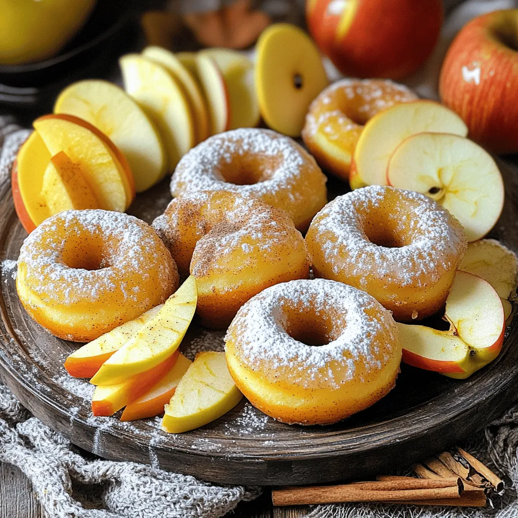 Making spiced apple cider donuts is simple and fun. Here’s what you need: - 2 cups apple cider - 2 cups all-purpose flour - 1 teaspoon baking powder - 1 teaspoon baking soda - 1 teaspoon ground cinnamon - 1/2 teaspoon ground nutmeg - 1/4 teaspoon ground ginger - 1/2 teaspoon salt - 3/4 cup granulated sugar - 1/3 cup unsalted butter, melted - 2 large eggs - 1 teaspoon vanilla extract - 1/2 cup powdered sugar (for dusting) These ingredients blend together to create a warm, spiced flavor that screams fall. Apple cider gives these donuts a unique taste. The spices bring warmth and comfort, making each bite a treat. You can find most of these ingredients in your pantry. The apple cider is the star here, so choose a good quality one. Fresh cider makes a big difference in flavor. If you follow the full recipe, you’ll have 12 delicious donuts ready to enjoy. Each ingredient plays a role in creating that perfect fall dessert. Get ready to impress your family with this delightful treat! To start, take 2 cups of apple cider. Pour it into a medium saucepan. Bring the cider to a rolling boil over medium heat. Once it boils, reduce the heat to low. Let it simmer gently for about 15 to 20 minutes. Stir it occasionally. The goal is to reduce the cider to 1 cup. This intensifies the flavor. After reducing, remove it from heat and let it cool to room temperature. While your cider cools, preheat your oven to 350°F (175°C). Next, prepare a donut pan by greasing it lightly. In a large bowl, combine the dry ingredients: 2 cups of all-purpose flour, 1 teaspoon of baking powder, 1 teaspoon of baking soda, 1 teaspoon of ground cinnamon, 1/2 teaspoon of ground nutmeg, 1/4 teaspoon of ground ginger, and 1/2 teaspoon of salt. Whisk these ingredients together until they blend well. In a separate bowl, whisk together the cooled apple cider, 1/3 cup of melted unsalted butter, 3/4 cup of granulated sugar, 2 large eggs, and 1 teaspoon of vanilla extract. Blend these wet ingredients until smooth. Now, gently add the dry ingredients to the wet mixture. Stir with a spatula until just combined. Be careful not to overmix; some lumps are okay. Next, fill each cavity of the donut pan about two-thirds full with the batter. You can use a piping bag or a ziplock bag with the corner cut off for easy filling. Place the donut pan in the oven. Bake for 10 to 12 minutes. Check for doneness by inserting a toothpick into a donut. If it comes out clean, the donuts are ready. After baking, remove the pan from the oven. Let the donuts cool in the pan for 5 minutes. Then, transfer them to a wire rack to cool completely. Once the donuts cool, dust them with powdered sugar using a fine-mesh sieve. This adds a sweet touch to each bite. For the full recipe, refer to the earlier section. - Overmixing the batter: This is a key mistake. If you mix too much, your donuts may turn out dense. Mix just until combined. Remember, a few lumps are okay! - Incorrect oven temperature: Always check your oven's heat. An oven that's too hot can burn the donuts, while one that's too cool can leave them raw. Use an oven thermometer for best results. - Recommended donut pan: A non-stick donut pan works best. It helps the donuts pop out easily without sticking. - Useful mixing bowls and whisk: Use large mixing bowls to give yourself room to stir. A sturdy whisk helps mix dry and wet ingredients well. - Adding spices or extracts: You can boost the flavor by adding more spices, like cloves or allspice. A splash of maple or almond extract adds a nice twist too. - Using fresh apples for garnish: Sliced fresh apples make a lovely garnish. They add color and a fresh taste that complements the sweetness of the donuts. For more details, check the Full Recipe. {{image_4}} To make gluten-free spiced apple cider donuts, swap all-purpose flour for a blend of gluten-free flour. Look for a blend that includes xanthan gum. This will help give your donuts a good texture. You might need to adjust the liquid in the recipe. Gluten-free flours can absorb more moisture, so keep an eye on the batter. To create a vegan version, replace the eggs with flax eggs. Mix one tablespoon of flaxseed meal with three tablespoons of water for each egg. For the butter, use melted coconut oil or vegan butter. You can also use almond milk or oat milk instead of dairy milk. Top your donuts with dairy-free options like coconut whipped cream or dark chocolate glaze. Get creative with your flavors! Try adding cardamom or allspice for a warm kick. You can also mix in chocolate chips or a swirl of caramel for a sweet surprise. These twists can make each batch of donuts unique. Experimenting in the kitchen is part of the fun! For the full recipe, check out the details above. To keep your spiced apple cider donuts fresh, place them in an airtight container. This method helps maintain their soft texture. You can also layer the donuts with parchment paper to prevent sticking. Store them at room temperature for up to two days. If you want them to last longer, move them to the fridge. They will stay fresh for about a week there. To freeze your donuts, first let them cool completely. Then, wrap each donut tightly in plastic wrap. Place the wrapped donuts inside a freezer-safe bag. This will help prevent freezer burn. You can freeze them for up to three months. When you are ready to enjoy a donut, take it out of the freezer. Remove the wrap and place it on a microwave-safe plate. Heat the donut for about 15-20 seconds. This will warm it up and restore some of its soft texture. Enjoy your treat warm for the best flavor. For a crispier texture, you can reheat them in an oven at 350°F (175°C) for about 5 minutes. To make your donuts fluffier, adjust the baking powder and egg ratios. Use a bit more baking powder for rise and add an extra egg for moisture. This change helps create a light texture. Be sure to mix gently to avoid tough donuts. Yes, you can use apple juice, but it changes the flavor. Apple cider has a richer taste. If you use juice, add a pinch of cinnamon for extra flavor. Adjust the cooking time slightly since juice is thinner than cider. You can find Spiced Apple Cider Donuts at local bakeries, especially in fall. Check farmers' markets too; they often have fresh, homemade treats. Some grocery stores sell them, especially during harvest season. Instead of powdered sugar, try using cinnamon sugar or cocoa powder. You can mix granulated sugar with cinnamon for a tasty twist. For a healthier option, use a light sprinkle of crushed nuts or shredded coconut. This blog post covered the key steps to make delicious spiced apple cider donuts. We discussed the right ingredients, mixing methods, and baking tips. Remember, avoid overmixing your batter for the best texture. Don’t be afraid to try the gluten-free or vegan options for everyone to enjoy. Store your leftovers properly or freeze them for later. With these tips, you can create a delightful treat that warms the heart. Now, gather your ingredients and get baking!