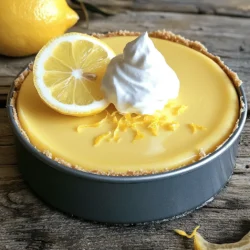 - 1 ½ cups graham cracker crumbs - ½ cup unsalted butter, melted - 1 tablespoon granulated sugar - 2 cups cream cheese, softened to room temperature - 1 cup powdered sugar - 1/3 cup freshly squeezed lemon juice - Zest of 1 lemon - 1 teaspoon pure vanilla extract - 1 cup heavy whipping cream Measuring the right amounts is key in baking. It ensures your cheesecake turns out perfect every time. Here are some tips to help you measure correctly: How do I accurately measure ingredients for baking? Use dry measuring cups for solid ingredients and liquid measuring cups for liquids. Fill the cup to the top and then level it off with a straight edge. This gives you the right amount. Why is it important to use room temperature ingredients? Room temperature ingredients mix better. For example, cream cheese blends smoothly when it's not cold. This helps create a creamy texture in your cheesecake. To start, you'll want to make the crust. In a medium bowl, mix together: - 1 ½ cups graham cracker crumbs - ½ cup unsalted butter, melted - 1 tablespoon granulated sugar Stir the mixture well until it feels like damp sand. This helps bind the crust together. Next, press this crumb mixture firmly into the bottom of a 9-inch springform pan. Make sure it spreads evenly. For the best crust, chill it in the fridge for about 30 minutes. This allows it to set nicely. Now, let’s make that creamy lemon filling. In a large bowl, beat 2 cups of softened cream cheese using an electric mixer. Mix it until it’s smooth and free of lumps, which usually takes 2 to 3 minutes. Gradually add in 1 cup of powdered sugar, mixing well each time. Next, pour in 1/3 cup of freshly squeezed lemon juice, the zest of 1 lemon, and 1 teaspoon of pure vanilla extract. Continue mixing on medium speed until everything is smooth and fluffy, about 1 to 2 minutes. In a separate bowl, whip 1 cup of heavy cream until you see stiff peaks. This means it holds its shape when you lift the beaters. Gently fold the whipped cream into the lemon cream cheese mixture. Use a spatula and be careful to keep the light texture. Once the crust is chilled, carefully pour the lemon filling over it. Use a spatula to smooth the top into an even layer. Cover the cheesecake with plastic wrap or aluminum foil. Refrigerate it for at least 4 hours, or overnight if you can wait. This chilling time is key to letting the cheesecake set. After it has set, remove the sides of the springform pan. Slice the cheesecake into wedges and serve it chilled for an amazing dessert experience. For the full recipe, check out the details above! To whip cream to stiff peaks, start with cold heavy cream. Use a clean bowl and beaters to ensure the best results. Beat the cream on medium speed until it thickens. Once it starts to hold its shape, increase to high speed. Stop when the peaks stand straight up. This is key for a light cheesecake. When folding ingredients, use a spatula. First, add a small amount of whipped cream to the lemon mixture. Stir gently to lighten it. Then, add the lemon mixture to the whipped cream. Fold carefully, keeping as much air in as possible. This keeps your cheesecake fluffy. One common mistake is overmixing the filling. This can make your cheesecake dense. Mix just until combined to keep it light and creamy. Another pitfall is not chilling the cheesecake long enough. It needs at least four hours to set. For the best texture, refrigerate it overnight. This allows the flavors to meld and the cheesecake to firm up. To make your cheesecake look stunning, consider garnishing each slice. A dollop of whipped cream adds a nice touch. Sprinkle fresh lemon zest on top for color and flavor. A thin lemon slice can brighten the plate and add a pop of freshness. Serve your cheesecake chilled. It pairs well with fresh fruit or a drizzle of berry sauce. These additions create a delightful experience that will impress your guests. {{image_4}} You can make your no-bake lemon cheesecake even more fun. Try adding other citrus fruits like lime or orange. This adds a zesty twist and bright flavor. You can replace some lemon juice with lime juice for a refreshing taste. For a fruity twist, mix in berries. Strawberries, blueberries, or raspberries pair well with lemon. Just fold in your favorite berries before you pour the filling into the crust. This change makes the dessert colorful and flavorful. If you want to switch it up, you can use different crusts. Cookie crumbs work great instead of graham crackers. You can use chocolate cookies for a rich flavor. For those needing gluten-free options, almond flour or gluten-free cookies can be a good choice. Just make sure to mix with the right amount of butter to hold it together. Make this cheesecake your own by changing how you serve it. Mini cheesecakes are a fun and cute option. Use muffin tins or small jars for easy serving. You can also make cheesecake bars by spreading the filling in a larger pan. Cut them into squares for easy serving. For a layered treat, serve it as a parfait. Layer the cheesecake filling with fresh fruits or cookie crumbs in a glass. This makes your dessert look fancy and taste amazing. For the full recipe, check out the details above. To keep your no-bake lemon cheesecake fresh, store it in the refrigerator. Use an airtight container or cover it tightly with plastic wrap. This prevents the cheesecake from absorbing odors from other foods. Make sure you chill it for at least four hours before serving to let it set properly. If you want to save some for later, you can freeze it. Slice the cheesecake into pieces and wrap each slice in plastic wrap. Then, place them in an airtight container. When you’re ready to enjoy a slice, take it out of the freezer. Let it thaw in the fridge for a few hours or overnight. This keeps the texture nice and creamy. Your no-bake lemon cheesecake will stay fresh in the fridge for about five days. After this time, it may lose its flavor and texture. Always check for signs that it has gone bad. Look for changes in smell, color, or texture. If it smells off or shows any mold, it’s best to throw it away. Enjoy your cheesecake while it’s fresh for the best taste! A no-bake cheesecake needs at least 4 hours to set in the fridge. For the best results, I suggest chilling it overnight. This helps the filling firm up and gives the flavors a chance to develop. To speed things up, you can place it in the coldest part of your fridge. Just avoid opening the door too often, as this can raise the temperature inside. Yes, you can use low-fat cream cheese. However, it may change the taste and texture. The cheesecake might not be as rich or creamy as it is with full-fat cream cheese. The flavor may also be less intense. If you want to keep it light but still delicious, try mixing low-fat cream cheese with a bit of Greek yogurt. If you need a substitute for heavy cream, use coconut cream or whipped coconut milk. Both options give a nice creamy texture. You can also blend silken tofu until smooth for a dairy-free option. These substitutes can still make your cheesecake creamy and tasty. Yes, you can make a vegan no-bake lemon cheesecake! For the cream cheese, use a vegan cream cheese brand. Swap the heavy cream for coconut cream or whipped aquafaba. For sweetening, use maple syrup or agave nectar. This way, you can enjoy a dairy-free version that tastes just as good. For the full recipe, check out the details above. Now you know how to make a delightful no-bake lemon cheesecake. You learned about the key ingredients and how to measure them correctly. The step-by-step guide showed you how to create the crust and filling with simple techniques. Always consider tips and tricks to avoid common mistakes. Explore variations to make it your own, and remember storage tips to keep it fresh. With this knowledge, you can impress friends and family with your baking skills. Enjoy your cheesecake adventure—it's sure to be a hit!