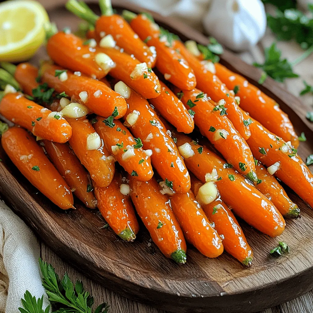 To make Honey Garlic Glazed Carrots, gather these simple ingredients: - 1 pound baby carrots (or 4 regular carrots, peeled and cut) - 2 tablespoons unsalted butter - 3 tablespoons honey - 3 cloves garlic, minced - 1/2 teaspoon salt - 1/4 teaspoon black pepper - 1 teaspoon fresh thyme leaves (or 1/4 teaspoon dried thyme) - 1 tablespoon lemon juice - Optional: chopped fresh parsley for garnish These ingredients work together to create a sweet and savory glaze. The honey gives a nice sweetness while the garlic adds a rich flavor. Thyme brings a hint of earthiness, making this dish special. If you want to make it pop, garnish with fresh parsley. It adds color and freshness. You can find the full recipe for detailed steps on how to put it all together. Start by washing your carrots well. If you use baby carrots, they are ready to go. For larger carrots, peel them first. Then slice them into quarters lengthwise. This helps them cook evenly. Heat a large skillet over medium heat. Add the unsalted butter and let it melt. Once melted, swirl the pan to coat the bottom. Next, add the prepared carrots to the skillet. Sauté them for about five minutes. Stir them often, so they cook evenly. When they soften a bit, add the minced garlic. Cook the garlic for one minute. Watch it closely; you want it fragrant, not brown. Now, pour in the honey. Add the salt, black pepper, and thyme too. Toss the carrots well so they are fully coated in the glaze. Lower the heat to a gentle simmer. Cover the skillet with a lid. Let the carrots cook for about ten to twelve minutes. Stir them occasionally. You want them tender and the glaze to thicken. After the carrots are tender, take the skillet off the heat. Add the lemon juice for a bright finish. This step really boosts the flavor! Transfer the carrots to a serving dish. If you like, sprinkle chopped fresh parsley on top for color. Enjoy this delicious side dish with your favorite meal! For the complete recipe, check out the Full Recipe. To make a perfect glaze, pay close attention to heat. Start with medium heat when you melt the butter. This helps the honey blend well. Stir the carrots often, but don’t overcook them. You want them tender, not mushy. The key is to simmer the glaze until it thickens. This adds a rich flavor to your carrots. Don’t forget to add lemon juice at the end for a fresh touch. It brightens the taste and balances the sweetness. One mistake is using high heat. This can burn the garlic and ruin the taste. Always add garlic after the carrots have softened. Another common mistake is not tasting the glaze. Adjust the salt and pepper to match your liking. If you skip the thyme, you miss out on a wonderful flavor. Finally, don’t rush the simmering process. A good glaze takes time to develop. To make your dish even better, try adding spices. A pinch of cayenne pepper adds heat without overpowering the dish. You can also swap honey for maple syrup for a unique twist. Adding a splash of balsamic vinegar can give it a tangy kick. For a fresh finish, sprinkle some chopped nuts on top. They add crunch and depth to the dish. These simple tweaks can make your Honey Garlic Glazed Carrots stand out. Don’t forget to check the [Full Recipe] for detailed instructions! {{image_4}} You can give Honey Garlic Glazed Carrots a kick. Add a pinch of red pepper flakes for heat. You might also use chili powder for a different flavor. These spices work well with the sweet glaze. They add depth and excitement to the dish. If you want to switch it up, try different sweeteners. Maple syrup can replace honey for a unique taste. Agave syrup is another great option that keeps it sweet. You might also use brown sugar for a rich flavor. Each sweetener brings its own twist to the glaze. Carrots are not the only option here. You can use baby potatoes for a hearty side. Sweet potatoes also work well, adding natural sweetness. Green beans can offer a nice crunch, too. Think about mixing vegetables for more color and flavor. This way, you make the dish your own. Check out the Full Recipe for more ideas! To keep your honey garlic glazed carrots fresh, place them in an airtight container. This helps avoid moisture loss and keeps flavors intact. Store the container in the fridge. They will stay good for up to three days. When ready to eat, simply take them out and enjoy! When you want to warm up leftovers, the stovetop works best. Place the carrots in a skillet over low heat. Stir them gently to heat them evenly. You can add a splash of water or more honey for extra moisture if they look dry. They should warm up in about five minutes. If you want to keep your glazed carrots longer, freezing is an option. First, let them cool completely. Then, place them in a freezer-safe bag, removing as much air as possible. Label the bag with the date. They can last up to three months in the freezer. To use, thaw in the fridge overnight and follow the reheating instructions. Enjoy your delicious carrots later with ease! For the full recipe, check out the details provided above. You can pair Honey Garlic Glazed Carrots with many dishes. They go well with roasted chicken, grilled steak, or baked fish. You can also serve them with rice or quinoa for a hearty meal. Their sweet and savory taste brightens up any plate. Try adding them to a holiday meal for a festive touch. Yes, you can make these carrots ahead of time. Cook them as per the recipe, then let them cool. Store them in an airtight container in the fridge. When ready to serve, reheat them in a skillet. Add a splash of water to keep them moist. This way, you save time and enjoy a tasty side dish. Honey Garlic Glazed Carrots are quite healthy! Carrots are rich in vitamins and fiber. They provide a sweet flavor without added sugar. Using honey adds natural sweetness, but you can adjust the amount. This recipe uses butter, but you can swap it for olive oil to make it lighter. Overall, they make a nutritious addition to your meals. This recipe for honey garlic glazed carrots is simple and rewarding. We covered the necessary ingredients, step-by-step cooking, and helpful tips to make it perfect. You learned variations and storage methods to keep your dish fresh. Enjoy making these tasty carrots for any meal. They are sure to impress your family and friends! Cooking should be fun, and this recipe offers both flavor and ease. Dive in and enjoy every bite!