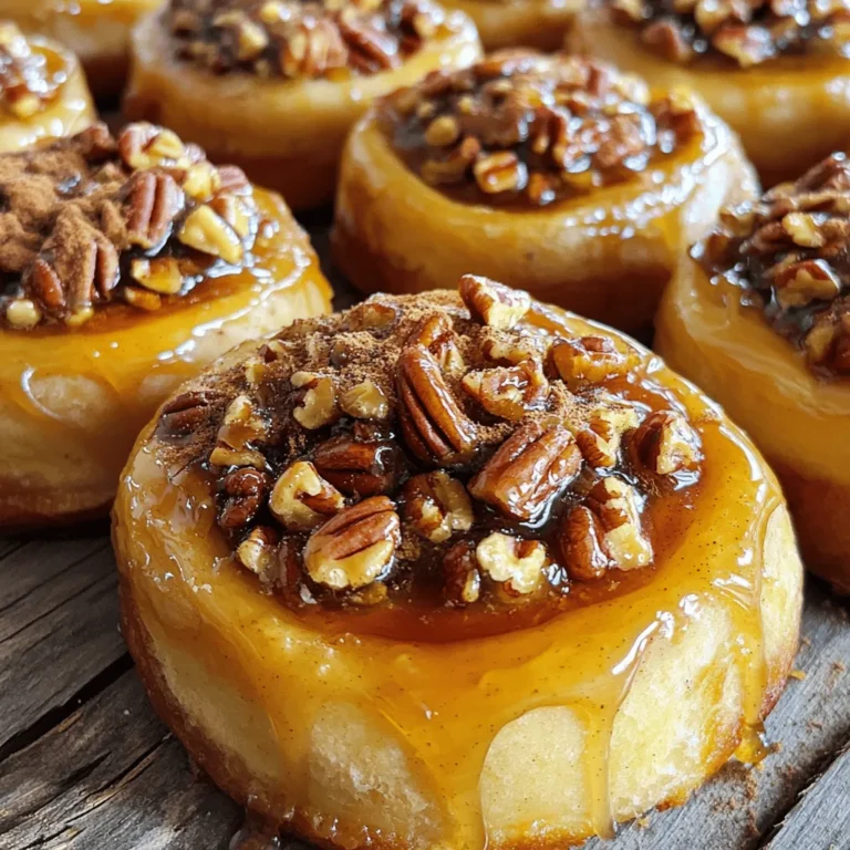 - 3 cups all-purpose flour - 1/4 cup granulated sugar - 1 packet (2 1/4 tsp) instant yeast - 1/2 teaspoon salt - 1/2 cup whole milk, warmed - 1/4 cup unsalted butter, melted - 2 large eggs - 1 teaspoon vanilla extract - 1/2 teaspoon ground cinnamon - 1 cup pecans, roughly chopped - 1/2 cup pure maple syrup - 1/4 cup brown sugar, packed - 1/4 cup unsalted butter, softened Gathering the right ingredients is key for great sticky buns. You need all-purpose flour for the dough's base. The granulated sugar adds sweetness, while instant yeast helps the buns rise. Salt brings out all the flavors. Warm whole milk is essential to activate the yeast and create a soft dough. Melted unsalted butter gives richness, and eggs add moisture and fluffiness. Vanilla extract brings a lovely aroma, while cinnamon adds a warm spice. Pecan nuts provide crunch and flavor. The maple syrup and brown sugar create the sticky topping, making these buns a true delight. - Preparation Time: 15 minutes - Total Time: 2 hours - Servings: 12 Knowing the time and servings helps you plan better. The prep takes just 15 minutes, which is quick. The total time is 2 hours, mostly for rising the dough. This recipe makes 12 sticky buns, perfect for sharing. Enjoy making these treats with friends or family! - In a large bowl, combine 2 cups of flour, granulated sugar, instant yeast, and salt. Whisk gently to mix. - In another bowl, whisk together warmed milk, melted butter, eggs, and vanilla until smooth. - Gradually pour the wet mixture into the dry ingredients. Stir with a wooden spoon until just combined. - Slowly add the rest of the flour, mixing until a soft, slightly sticky dough forms. - Transfer the dough to a floured surface and knead for about 5 minutes. It should be smooth and elastic. - Place the dough in a greased bowl. Cover it and let it rise in a warm spot for about 1 hour, or until it doubles in size. - In a medium saucepan, combine softened butter, brown sugar, and maple syrup. Heat over medium heat. - Stir constantly until the mixture is smooth and starts to bubble. Remove from heat. - Fold in the chopped pecans and set aside to cool slightly. - Once the dough has risen, punch it down gently to release the air. - On a floured surface, roll the dough into a rectangle, about 12x16 inches. - Spread the sticky topping evenly over the dough, covering all corners. Sprinkle ground cinnamon on top. - Starting from the long edge, roll the dough into a tight log. Pinch the seams to seal. - Cut the rolled dough into 12 equal sections using a sharp knife or dental floss for clean cuts. - Arrange the rolls in a greased 9x13 inch baking dish, leaving space between each one. - Cover with a cloth and let them rise again for 30 minutes until puffy. - Preheat the oven to 350°F (175°C) while the rolls rise. - Bake the sticky buns for 25-30 minutes, until golden brown and fragrant. - Allow them to cool in the pan for about 5 minutes before serving. To make the best sticky buns, start with warm milk. The milk should be about 110°F or 43°C. This warmth helps the yeast grow. If the milk is too hot, it can kill the yeast. If it's too cold, the dough won’t rise well. When cutting the rolls, use dental floss. It gives clean cuts and keeps your rolls intact. Just slide it under the dough, cross the ends, and pull. You’ll get nice, even pieces. To boost the taste, add spices like nutmeg. It gives a warm, earthy flavor that pairs well with maple. A hint of nutmeg can elevate your sticky buns. Always choose high-quality maple syrup. Pure maple syrup has a rich flavor that makes a big difference. Avoid imitation syrup, as it lacks the same depth. Serve the buns warm for the best taste. They are perfect with a dollop of whipped cream. The cream adds a light texture that balances the sweet sticky buns. Drizzle extra maple syrup on top for a sweet finish. This adds an extra layer of flavor and makes each bite delightful. Enjoy your sticky buns fresh out of the oven! {{image_4}} If you want to switch things up, you can use different nuts. Walnuts or almonds work great instead of pecans. They add unique flavors and textures. Walnuts have a rich, earthy taste. Almonds give a sweet crunch. You can mix and match to find your favorite. Adding fruit can give your sticky buns a fun twist. Try adding raisins or cranberries for a burst of flavor. They blend well with the gooey topping. You can also experiment with a cream cheese filling. This adds a creamy layer that contrasts nicely with the sticky topping. Both options make your buns even more special. If you need a gluten-free version, it is easy to adapt the recipe. Substitute all-purpose flour with gluten-free flour. Make sure to choose a blend that works for baking. This way, everyone can enjoy these tasty treats without worry. Store your Maple Pecan Sticky Buns in an airtight container at room temperature. This keeps them soft and fresh. They taste best within the first few days. For long-term storage, refrigerate the buns for up to 5 days. They will still taste great, but may lose some softness. If you want to keep them longer, freeze the buns for up to 2 months. Make sure to wrap them tightly to avoid freezer burn. To enjoy them warm again, you can reheat your sticky buns. Use the microwave for quick warming. Just heat for about 15 seconds. You can also use the oven. Preheat it to 350°F (175°C) and warm the buns for about 10 minutes. This way, they regain their gooey texture. Look for a golden-brown color on top. The edges should be firm but not hard. The sweet smell fills the kitchen when they are ready. You can also gently press the top; it should spring back slightly. Yes, you can make the dough ahead of time. Just cover it well and refrigerate overnight. This helps develop flavors. When you are ready, let it warm up before rolling it out. Pair them with coffee or hot chocolate. The sweet flavors match perfectly. You might also enjoy them with a dollop of whipped cream. This adds creamy goodness to every bite. See the detailed recipe for Maple Pecan Sticky Buns 🥜. It has all the steps you need to make these treats! For perfect Maple Pecan Sticky Buns, start with the right ingredients. Follow each step carefully. Knead, rise, and bake for tasty results. Remember to use fresh ingredients for the best flavor. You can even try variations like adding berries or using gluten-free flour. Store leftovers for later enjoyment. With these tips, you'll make delicious treats everyone will love. Enjoy your baking journey and impress friends and family with your skills!