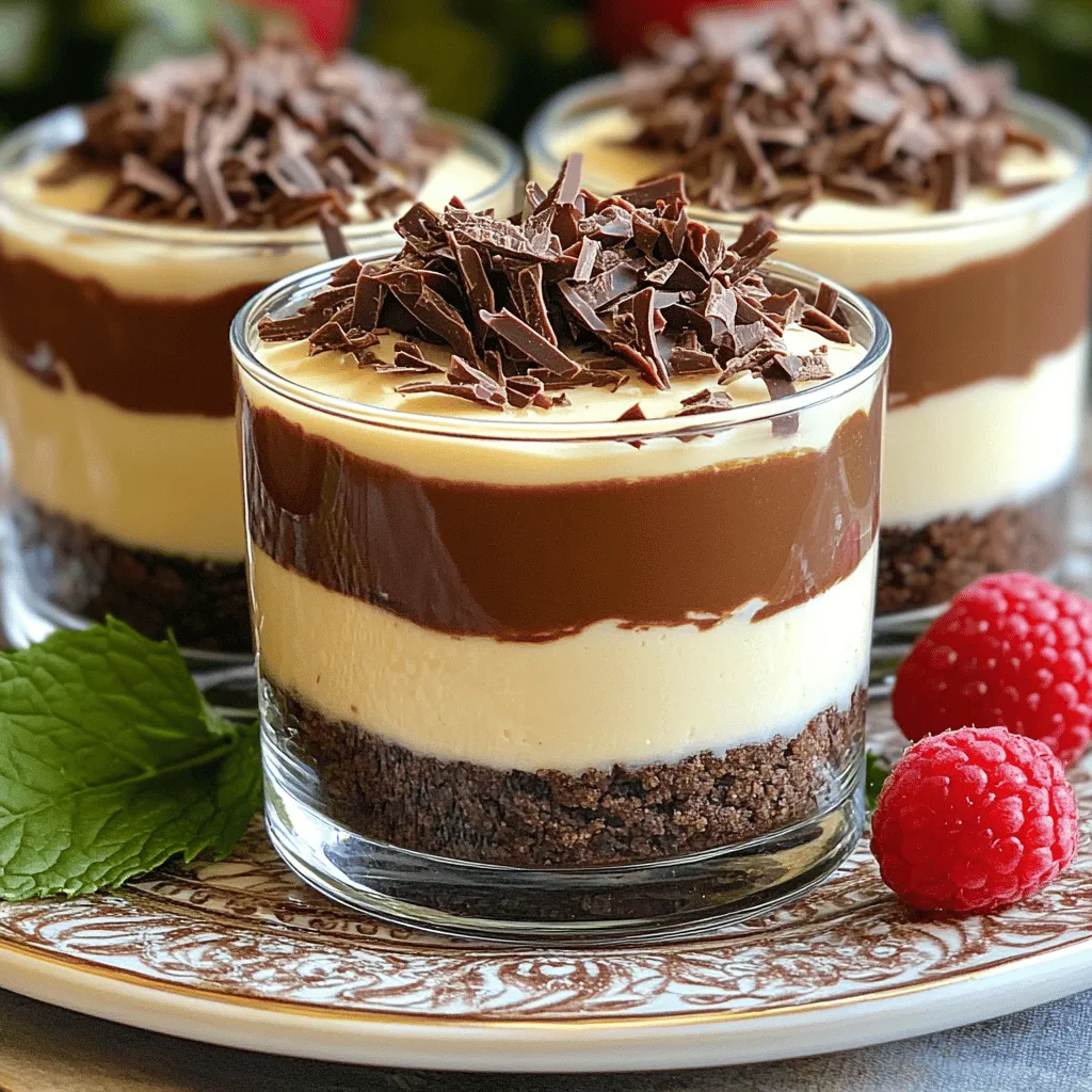 When making No-Bake Nutella Cheesecake Cups, gather these simple ingredients. Each item plays a key role in creating that rich and creamy goodness. - 1 cup chocolate cookie crumbs - 4 tablespoons unsalted butter, melted - 1 cup cream cheese, softened at room temperature - 1 cup Nutella - 1/2 cup powdered sugar - 1 teaspoon pure vanilla extract - 1 cup heavy whipping cream - 1/4 cup chocolate shavings or colorful sprinkles for garnish These ingredients come together to form a delightful treat. Chocolate cookie crumbs create a tasty base. The melted butter helps bind the crumbs for a firm crust. Cream cheese gives the filling its smooth texture. Nutella adds a rich, chocolate-hazelnut flavor that is hard to resist. Powdered sugar sweetens the mix, while pure vanilla extract enhances the taste. Heavy whipping cream makes the filling light and fluffy. Finally, chocolate shavings or sprinkles make each cup look special. With just a few steps, you can create a dessert that impresses. First, get a medium-sized bowl. Add 1 cup of chocolate cookie crumbs and 4 tablespoons of melted butter. Mix them well until it looks like damp sand. This step is key for a tasty crust. Now, grab 6 to 8 serving cups. Evenly distribute the mixture into them. Press down firmly to make a solid base. Make sure it sticks well. In a large bowl, take 1 cup of softened cream cheese. Beat it using an electric mixer on medium speed until it is smooth. This should take about 2-3 minutes. Next, add 1 cup of Nutella, 1/2 cup of powdered sugar, and 1 teaspoon of vanilla extract. Mix on low speed until it is creamy and lump-free. Now, let’s make the whipped cream. In a separate bowl, whip 1 cup of heavy cream until soft peaks form. This will take about 3-5 minutes. Once it’s ready, gently fold the whipped cream into the Nutella mixture. Use a spatula for this. Be careful not to deflate the whipped cream. This keeps your filling light and fluffy. Take the Nutella mixture and spoon it into your cups. Smooth the tops with a spatula for a nice finish. Place the cups in the fridge. Let them chill for at least 4 hours. If you can, chill them overnight. This helps the cheesecake set properly. Enjoy the wait, as your tasty treat will be worth it! To get the best texture in your cheesecake cups, fold the whipped cream gently. This keeps the air in the cream. If you mix too hard, it gets dense. You also need to ensure the cream cheese is at room temperature. Cold cream cheese is hard to mix, and it may create lumps. For a beautiful dessert, think about how you plate it. Use clear cups to show off the layers. You can also add fresh fruit or mint on top for color. A raspberry or mint sprig looks nice and adds flavor. Use a hand mixer for the cream cheese and whipped cream. It’s fast and easy. A spatula is great for folding ingredients without losing air. For serving, choose small clear cups or jars. They let everyone see the yummy layers inside. {{image_4}} You can switch up the flavors of your cheesecake cups. A peanut butter variant uses creamy peanut butter instead of Nutella. Blend it with the cream cheese for a nutty twist. You can also add some crushed peanuts for extra crunch. For a white chocolate version, melt white chocolate and mix it with cream cheese. This gives your cups a sweet and creamy finish. If you need gluten-free options, swap chocolate cookie crumbs for gluten-free cookies. You can also use almond flour mixed with butter for the crust. For dairy-free substitutions, try using vegan cream cheese and coconut cream instead of heavy cream. Both options still give you that creamy texture without the dairy. Toppings can really make your cheesecake cups pop. Try adding fresh fruit like strawberries or raspberries on top. Nuts like chopped hazelnuts or almonds also add a nice crunch. If you want a fun look, use colorful sprinkles or chocolate shavings. You can even drizzle some chocolate sauce for that extra touch. To keep your No-Bake Nutella Cheesecake Cups fresh, store them in the fridge. Use airtight containers or cover each cup tightly with plastic wrap. This helps prevent any strange smells from mixing with your dessert. These cheesecake cups stay fresh for about 3 to 5 days in the fridge. Look for signs that they have gone bad, such as a sour smell or watery texture. If you see any mold, throw them away right away. Yes, you can freeze these cheesecake cups! Just make sure to use freezer-safe containers. When you want to enjoy them, take them out and let them thaw in the fridge overnight. Avoid thawing them at room temperature, as this can mess with the texture. Yes, you can use any cookie you like. Graham crackers or Oreos both work well. Just crush them finely and mix with melted butter. Different cookies can change the flavor. Experiment with what you enjoy! You should chill these cups for at least 4 hours. For the best taste and texture, leave them overnight. This helps the cheesecake set up perfectly and enhances the flavors. Absolutely! You can make these cups a day or two ahead. Just store them in the fridge until you’re ready to serve. This makes hosting easy and stress-free. Your guests will love them! If you want a different flavor, try using peanut butter or almond butter. You can also use any chocolate spread. Just make sure it has a similar texture. This will keep your cups creamy and delicious. Yes, you can make a vegan version! Use vegan cream cheese and a plant-based chocolate spread. For the whipped cream, try coconut cream instead. These swaps make it easy to enjoy this treat without dairy. In this blog post, I shared a simple recipe for No-Bake Nutella Cheesecake Cups. You learned about the key ingredients and step-by-step instructions, from preparing the crust to chilling the dessert. To make your cups perfect, folding whipped cream gently is essential. You can also explore tasty variations like peanut butter or gluten-free options. Lastly, proper storage ensures your cheesecake stays fresh. Enjoy making this easy and delicious treat that’s great for any occasion!