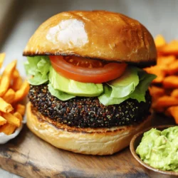- 1 can (15 oz) black beans, drained and rinsed - 1/2 cup cooked quinoa - 1/2 cup breadcrumbs (gluten-free optional) The base of your burger is black beans. They bring protein and flavor. Quinoa adds a nutty taste and boosts nutrition. Breadcrumbs help bind the mixture. You can use gluten-free ones if needed. - 1 small onion, finely chopped - 2 cloves garlic, minced - 1 jalapeño, deseeded and finely minced - 1 teaspoon ground cumin - 1 teaspoon smoked paprika - 1 tablespoon fresh lime juice - 1/2 teaspoon sea salt - 1/4 teaspoon black pepper - 1/4 teaspoon cayenne pepper (adjust according to heat preference) - 2 tablespoons fresh cilantro, finely chopped Onions and garlic give your burger a great base flavor. Jalapeño adds spice, while cumin and smoked paprika bring warmth. Fresh lime juice brightens the taste. Adjust cayenne pepper for your heat level. - Burger buns (your choice) - Fresh lettuce, ripe tomato slices, and creamy avocado for serving Choose your favorite burger buns. Fresh toppings are key for a tasty bite. Crisp lettuce, juicy tomatoes, and creamy avocado will make your burger shine. Enjoy every delicious layer! 1. First, take your can of black beans. Drain and rinse them well. 2. In a large bowl, mash the black beans with a fork or potato masher. Keep some chunks for texture. 3. Next, add the cooked quinoa and breadcrumbs. 4. Mix in the finely chopped onion, minced garlic, and jalapeño. 5. Sprinkle in the ground cumin, smoked paprika, sea salt, black pepper, and cayenne pepper. 6. Squeeze in the fresh lime juice and toss in the chopped cilantro. 7. Stir until everything is well blended. If it feels too wet, add more breadcrumbs. 8. Divide the mixture into four equal parts and shape them into patties. 1. Heat a splash of olive oil in a skillet over medium heat. 2. Once the oil is hot and shimmering, gently place the patties in the skillet. 3. Cook for about 5 to 7 minutes on each side. You want a crispy outside. 4. Make sure they are heated through before removing them from the pan. 1. While cooking the patties, toast your burger buns in the skillet for about one minute. 2. Once golden brown, take the bottom half of the bun. Place a black bean patty on it. 3. Add fresh lettuce, juicy tomato slices, and creamy avocado on top. 4. Finally, cap it with the top half of the bun. Enjoy your creation! Managing moisture levels is key in this recipe. Too much moisture makes your patties fall apart. After mashing the black beans, look for a mostly smooth mix with some chunks. If the mix seems too wet, add breadcrumbs until it holds together. You can also try alternative binding agents. Flaxseed meal or chia seeds are great options. Mix one tablespoon of either with three tablespoons of water. Let it sit for a few minutes to create a gel-like texture. This helps bind the mix well. Adjusting heat levels is easy. If you like it spicier, add more cayenne pepper or jalapeño. Start with a little bit, taste the mix, and add more if needed. For suggested seasonings, consider adding onion powder or chili powder. These spices deepen the flavor. You can also mix in some fresh herbs like parsley or basil for a fresh twist. For complementary sides and dips, serve your burgers with crispy sweet potato fries. Guacamole is a great dip as well. Both add flavor and texture to your meal. For presentation tips, use a rustic wooden board. Place the burgers on it, surrounded by fries and a small bowl of guacamole. This creates a feast for both the eyes and the palate. Enjoy your meal! {{image_4}} You can switch up the beans in your burger for fun. Pinto beans work great instead of black beans. They give a creamy texture and lovely flavor. You can also try chickpeas. They add a nutty taste and are packed with protein. Lentils are another cool choice. They cook fast and mix well with spices. Simply replace the black beans with your choice and follow the same steps. Want more heat? Add extra jalapeños to your mix. Just chop them up and toss them in. You can also use hot sauce for a kick. Drizzle it into the mix or top your burger with it. Try different spices too! Chipotle powder or chili flakes can add unique flavors. Don't be afraid to experiment; the spice is all about your taste. Making your burger vegan? Use plant-based toppings like avocado and lettuce. You can also add vegan mayo or hummus for extra creaminess. If you need gluten-free options, grab gluten-free buns. Many brands offer tasty choices now. You can even use lettuce wraps for a fresh twist. Just layer your ingredients and enjoy a lighter meal. To keep your leftover spicy black bean patties fresh, store them in the fridge. Use an airtight container to avoid drying out. They can last up to four days. If you want to save them longer, freeze the patties. Wrap each one in plastic wrap and place them in a freezer bag. They can stay good in the freezer for up to three months. When reheating, you have two main options: the oven or a skillet. For the oven, preheat it to 350°F. Place the patties on a baking sheet and warm them for about 10-15 minutes. This method keeps them crispy. If you prefer a skillet, heat a little olive oil over medium heat. Cook each patty for about 4-5 minutes on each side. This method adds a nice crisp. The shelf life of these patties depends on how you store them. In the fridge, they last four days. If frozen, they last up to three months. Always check for any signs of spoilage before cooking. To make Spicy Black Bean Burgers gluten-free, swap regular breadcrumbs for gluten-free ones. You can also use crushed corn chips or oats. Both options work well in this recipe. Make sure to check all labels for hidden gluten. Yes, you can grill these patties! Preheat your grill to medium heat. Lightly brush each patty with olive oil. Place them on the grill for about 5-7 minutes on each side. This gives them a nice char and smoky flavor. You can serve Black Bean Burgers with a variety of sides. Some great options include: - Crispy sweet potato fries - Fresh salad with lime vinaigrette - Roasted veggies - A side of guacamole or salsa for dipping These sides add color and flavor, making your meal complete. In this blog post, we covered how to make spicy black bean burgers. We discussed main ingredients like black beans and quinoa, plus flavor boosters like onions and spices. You learned step-by-step instructions for making, shaping, and cooking your patties, along with tips for texture and taste. We explored variations and storage tips for leftovers. Overall, making these burgers is easy and fun. You can customize them to fit your needs. Enjoy your cooking and share these tasty burgers with friends!