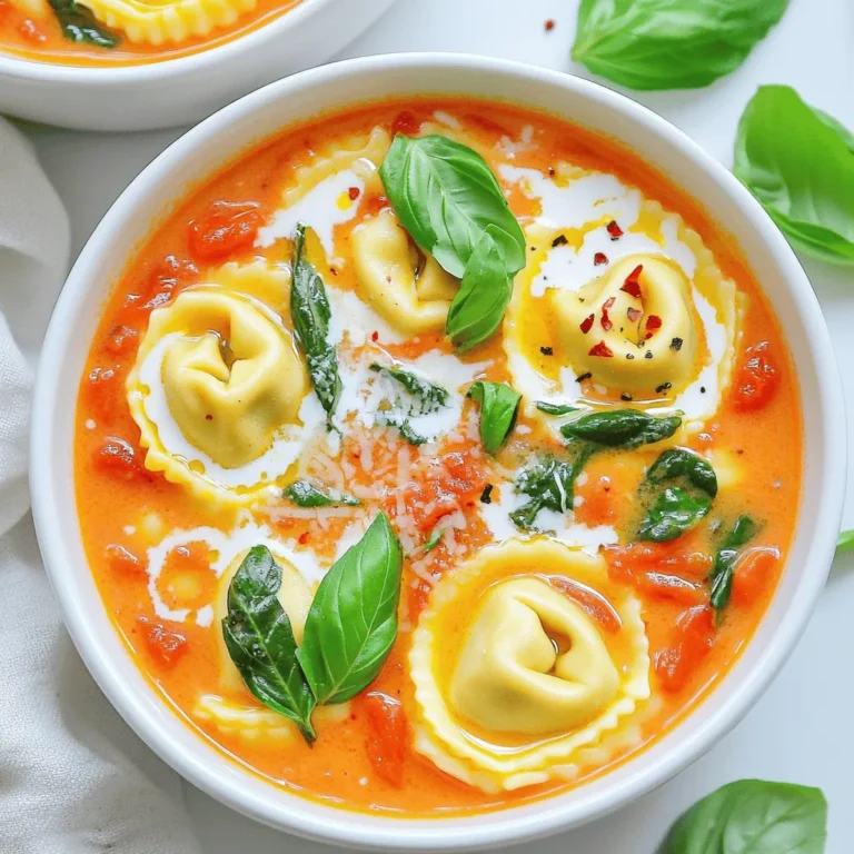 - 1 pound frozen cheese tortellini - 4 cups crushed tomatoes (canned or fresh) - 1 cup vegetable broth - 1 medium onion, finely diced - 3 cloves garlic, minced - 1 teaspoon dried basil - 1 teaspoon dried oregano - 1 teaspoon sugar - 1 cup heavy cream - 1 cup spinach (fresh or frozen) - Salt and pepper to taste - Grated Parmesan cheese for serving - Fresh basil leaves for garnish For this recipe, I use frozen cheese tortellini because it cooks perfectly in the slow cooker. The crushed tomatoes give a rich and tasty base. You can use canned or fresh tomatoes; both work well. Vegetable broth adds depth and flavor to the sauce. I like to include diced onion and minced garlic for a savory kick. Dried herbs like basil and oregano bring a nice aroma to the dish. A bit of sugar balances the acidity of the tomatoes. Heavy cream makes the sauce creamy and smooth, while spinach adds color and nutrients. When you season, go easy on the salt and pepper at first. You can always add more later. For toppings, I recommend fresh grated Parmesan cheese and basil leaves. They make the dish look great and taste even better. Remember, this dish is all about comfort and flavor. With these simple ingredients, you can create a meal that warms your heart. 1. In your slow cooker, add the crushed tomatoes, vegetable broth, diced onion, and minced garlic. This mix forms the base of your creamy sauce. 2. Sprinkle in dried basil, dried oregano, and sugar. The sugar helps balance the acidity of the tomatoes. Stir everything well to combine. 3. Carefully add the frozen cheese tortellini. Make sure they are fully submerged in the tomato mixture. This helps them cook evenly and soak up flavor. 1. Cover your slow cooker with its lid. Set it to cook on low for 4 hours or on high for 2 hours. The tortellini should be tender and cooked through. 2. After the cooking time is complete, gently stir in the heavy cream and spinach. Mix until the spinach wilts and the cream blends into the sauce. 3. Taste your dish and add salt and pepper as needed. Let it cook on low for an extra 10-15 minutes to heat everything through. This process makes your dish creamy and full of flavor, ready to be served hot. When making Slow Cooker Creamy Tomato Tortellini, you can make a few smart swaps. For a fresh taste, use ripe tomatoes instead of canned ones. Chop them finely and add them right to your slow cooker. Fresh tomatoes bring a bright flavor that is hard to beat. To ensure your tortellini turn out perfect, make sure they are fully submerged in the sauce. This helps them cook evenly and stay tender. Stir the mixture gently after adding the tortellini to coat them well in the sauce. Serving is just as important as cooking. Use shallow bowls for your creamy tortellini. This way, everyone can enjoy the dish's beauty. Drizzle some olive oil over the top for a glossy finish. Add a sprinkle of red pepper flakes to give it a nice kick. For extra flair, garnish your dish with grated Parmesan cheese and fresh basil leaves. The green from the basil adds color and a fresh aroma. These little touches will impress your guests and make your meal look like it came from a fancy restaurant. {{image_4}} You can swap proteins in this recipe. Try using diced chicken or crumbled Italian sausage. Both options add a nice flavor boost. Chicken gives a lighter touch, while sausage offers a savory bite. You can also change the type of tortellini you use. Go for spinach tortellini or mushroom-filled ones. Each will bring a new taste to your creamy dish. Experiment with different flavors and find your favorite. If you're looking for gluten-free options, choose gluten-free tortellini. Many brands offer tasty choices that fit this diet. You won’t lose any of the creamy goodness. For a vegan twist, replace the heavy cream and cheese. Use coconut milk or cashew cream instead. Nutritional yeast can give a cheesy flavor without dairy. These changes keep the dish delicious and creamy while meeting dietary needs. To store leftover creamy tomato tortellini, first let it cool. Place it in an airtight container. This step helps keep it fresh. Store the container in your fridge. It should last for about three to four days. If you want to freeze it, use freezer-safe bags. Make sure to squeeze out the air. Label the bags with the date. This way, you’ll know how long it has been stored. Frozen tortellini can last up to three months. To reheat your creamy tomato tortellini, use a microwave or stove. If using a microwave, place it in a bowl. Heat it on medium power for two to three minutes. Stir halfway to heat it evenly. If you prefer the stove, use a saucepan. Add a splash of broth or cream. This keeps the dish creamy. Warm it over medium heat, stirring often until hot. Avoid high heat to stop it from separating. Enjoy your meal just as delicious as the first time! Yes, you can use fresh tortellini. Fresh tortellini cooks faster than frozen. Reduce the cooking time to about 30 minutes on high or 1 hour on low. Check the tenderness before serving. Fresh tortellini can add a nice texture. You can store leftover creamy tomato tortellini in the fridge. Keep it in an airtight container for up to 3 days. The dish may thicken as it cools. Add a splash of broth or cream when reheating to restore creaminess. You can serve this dish with a side salad or garlic bread. A simple green salad adds freshness. Garlic bread complements the creamy sauce well. You might also enjoy a sprinkle of red pepper flakes for some heat. You learned how to make creamy tomato tortellini in a slow cooker. We covered the vital ingredients like tortellini, tomatoes, and herbs. I shared step-by-step instructions for perfect results. I also provided tips to enhance your dish, including ingredient swaps and presentation ideas. You can adapt this recipe for dietary needs or different tastes. Remember, it’s simple to store leftovers and reheat them without losing flavor. Enjoy this warm, tasty meal with family or friends. Happy cooking!