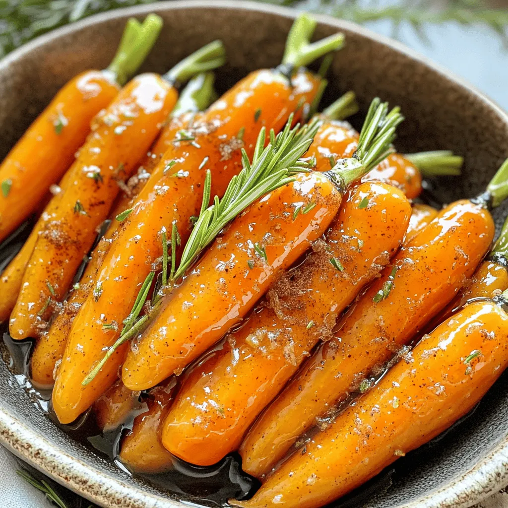 - 1 pound baby carrots (or 4 medium-sized carrots, sliced into sticks) - 3 tablespoons pure maple syrup - 2 tablespoons extra virgin olive oil - 1 teaspoon ground cinnamon - 1/2 teaspoon sea salt - 1/4 teaspoon freshly ground black pepper These key ingredients make up the base of your maple-glazed carrots. The baby carrots add natural sweetness and tenderness. The maple syrup gives the dish its signature flavor. Olive oil helps the glaze stick and adds richness. Cinnamon, salt, and pepper enhance the taste and balance the sweetness. - 1 tablespoon fresh rosemary, finely chopped Adding fresh rosemary is a great way to boost flavor. It provides an earthy note that pairs well with the sweetness of the carrots. You can also try using thyme or parsley for a different taste. If you don’t have baby carrots, you can use regular carrots. Just slice them into sticks. If you want a different sweet flavor, consider honey or agave syrup instead of maple syrup. For a healthier fat option, use avocado oil in place of olive oil. These swaps let you customize the dish based on what you have at home. Start by preheating your air fryer to 375°F (190°C). Give it about 5 minutes to heat up. While it warms, wash your baby carrots. If you're using larger carrots, slice them into sticks. In a big bowl, mix the carrots with olive oil and maple syrup. Add cinnamon, sea salt, and black pepper. You can also add fresh rosemary if you like. Toss everything together so each carrot gets coated well. Once your air fryer is ready, place the coated carrots in a single layer in the basket. Make sure they have space and are not crowded. If needed, cook them in batches for best results. Set the timer for 15 to 18 minutes. Halfway through, shake the basket to help them cook evenly. When they are tender and golden, take them out carefully. To get that nice caramelization, ensure you shake the basket during cooking. This helps all sides of the carrots brown well. The maple syrup works magic here, turning the carrots sweet and glossy. If you want more caramelization, you can add a minute or two to the cooking time. Just keep an eye on them to avoid burning. Using an air fryer is easy and fun. Here are some tips: - Preheat your air fryer for best results. Set it to 375°F (190°C) for five minutes. - Don’t overcrowd the basket. Leave space for air to flow. This helps the carrots cook evenly. - Shake the basket halfway through cooking. This ensures even browning. - Use a light coating of oil. It helps the glaze stick without making the dish greasy. Sometimes things don’t go as planned. Here’s how to fix common problems: - Carrots are not tender after cooking. Cook them a few more minutes. Check every two minutes. - Carrots are soggy. This may happen if there’s too much oil. Use less oil next time. - Glaze is not sticking. Make sure to coat the carrots well before cooking. Making your dish look great is part of the fun! Here are some ideas: - Use a large platter for serving. Arrange the carrots in a colorful pattern. - Garnish with fresh rosemary or a sprinkle of sea salt. This adds color and flavor. - Drizzle leftover glaze over the carrots. It adds a nice shine and extra sweetness. - Serve with a side of crunchy bread or rice to balance the sweetness. {{image_4}} You can switch up the sweetener in this recipe. Honey works great and adds a floral note. Brown sugar gives a rich, caramel flavor. Agave syrup is a good vegan option and has a mild taste. Each sweetener changes the dish slightly, so feel free to experiment. Spices can transform your maple glazed carrots. Try adding nutmeg for warmth or ginger for a kick. Cumin adds an earthy taste, while chili flakes can bring heat. Don’t be afraid to mix and match spices to find your favorite flavor blend. Carrots are not the only veggie you can glaze. Sweet potatoes or butternut squash are excellent choices. They both cook well in the air fryer and absorb flavors nicely. You can also use parsnips for a sweet and nutty taste. Just adjust your cooking time based on the vegetable you choose. To keep your maple glazed carrots fresh, let them cool first. Place the carrots in an airtight container. You can use glass or plastic. Make sure to seal it tight to keep out air. This helps prevent them from drying out. If you want, you can also wrap them in plastic wrap before storing. When you’re ready to eat the leftovers, reheat them in the air fryer. Set it to 350°F (175°C). Heat for about 5 to 7 minutes. This will help them regain their crispness. You can also use a microwave if you want a faster option. Just use a microwave-safe dish and cover it. Heat for 1-2 minutes. Maple glazed carrots can stay fresh in the fridge for about 3 to 5 days. If you want them to last longer, you can freeze them. They can be frozen for up to 3 months. Just make sure to label the container with the date. This helps you keep track of how long they’ve been stored. You should air fry carrots for 15 to 18 minutes. Start checking them at 15 minutes. Shake the basket halfway through cooking. This helps them cook evenly and get that nice glaze. Yes, you can use regular carrots. Just slice them into sticks about the same size as baby carrots. This will help them cook evenly. The flavor will be just as sweet and tasty. You can get creative with your seasonings! Try adding garlic powder for a savory kick. Thyme or ginger can add a fresh twist. Experiment to find what you love. Just remember to keep the balance of flavors in mind. In this blog post, we covered the key ingredients and steps to make delicious air-fried carrots. We discussed how to enhance flavor and shared tips for perfect caramelization. You learned about ingredient swaps, best practices, and serving ideas to impress your guests. Storing and reheating tips help keep leftovers fresh. Finally, I answered common questions to guide your cooking. Embrace these tips to create amazing dishes. Enjoy each bite of your tasty air-fried carrots!