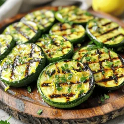 To make Lemon Garlic Grilled Zucchini, you will need a few simple, fresh ingredients. Here’s the list: - 4 medium zucchini, sliced into 1/4-inch rounds - 3 tablespoons olive oil - 3 cloves garlic, finely minced - 1 teaspoon fresh lemon zest - 2 tablespoons freshly squeezed lemon juice - 1 teaspoon dried oregano - Salt and freshly ground black pepper, to taste - Fresh parsley, chopped, for garnish Each ingredient plays a key role. The zucchini brings a mild flavor and great texture. Olive oil adds richness, while garlic gives a delightful kick. Lemon zest and juice brighten the dish, making it fresh and zesty. Dried oregano adds depth and a hint of earthiness. Finally, salt and pepper enhance all the flavors. Fresh parsley as a garnish adds color and freshness. With these ingredients, you can create a dish that is both simple and full of flavor. Trust me, every bite will taste like summer on your plate. In a mixing bowl, combine these ingredients: - 3 tablespoons olive oil - 3 cloves garlic, finely minced - 1 teaspoon fresh lemon zest - 2 tablespoons freshly squeezed lemon juice - 1 teaspoon dried oregano - Salt and freshly ground black pepper, to taste Whisk them together until they blend well. You want a smooth mix that will coat the zucchini nicely. Now, add the sliced zucchini to the bowl. Toss gently to coat every slice with the marinade. This will help the zucchini soak up all those great flavors. Let it sit for 15 minutes. This step is key for the best taste. While the zucchini marinates, preheat the grill to medium-high heat. You want it hot, around 400°F (200°C). Once it’s ready, place the marinated zucchini slices on the grill. Grill them for 3 to 4 minutes on each side. Keep an eye out for grill marks. You want the zucchini tender but still a bit crisp. Enjoy the sizzle and aroma! For the best results, aim for a grill temperature of around 400°F (200°C). This heat helps the zucchini cook evenly while getting nice grill marks. Grill each side for about 3-4 minutes. Keep an eye on the zucchini to avoid overcooking. You want it tender but still slightly crisp. To add even more flavor, consider mixing in some spices like red pepper flakes or smoked paprika. You can also sprinkle some feta cheese on top after grilling for a creamy touch. For dips, a tangy yogurt sauce or a garlic aioli pairs well. These additions can elevate your dish and surprise your guests. For a beautiful presentation, serve the grilled zucchini on a rustic cutting board. Drizzle some extra olive oil over the top to make it shine. Adding a sprinkle of lemon zest and fresh parsley gives it a pop of color. This makes your dish look gourmet and inviting, perfect for impressing friends and family. {{image_4}} You can grill other veggies for a tasty twist. Try bell peppers, eggplant, or asparagus. These add color and flavor to your dish. You can also mix zucchini with these options. This way, you create a vibrant veggie medley. To change the taste, add fresh herbs like basil or thyme. You can also squeeze in lime juice for a different citrus kick. Marinades can be fun too. Try adding balsamic vinegar or soy sauce for unique flavor notes. The key is to experiment and find what you love. For vegan options, use only plant-based ingredients. This dish is naturally gluten-free too. If you want low-sodium options, skip the added salt. Fresh herbs help boost flavor without the salt. You can still enjoy yummy grilled veggies while meeting your dietary needs. To store leftovers, place the grilled zucchini in an airtight container. Keep it in the fridge. It will stay fresh for about three days. After that, the texture may change. Always check for any signs of spoilage before eating. You can freeze grilled zucchini for later use. Allow it to cool completely before freezing. Place it in a freezer-safe bag or container. When stored correctly, it can last for up to three months. To reheat, thaw it in the fridge overnight, then warm it in a skillet over low heat. This keeps the zucchini tender and flavorful. This recipe is great for meal prep. You can grill a large batch at once. Store it in the fridge for quick meals. Pair it with grilled chicken or pasta for a complete dish. You can also add it to salads for a fresh crunch. With these tips, you can enjoy Lemon Garlic Grilled Zucchini all week! Yes, you can use other types of zucchini. The most common types are: - Yellow zucchini - Crookneck squash - Pattypan squash These varieties have a similar texture and flavor. They grill well and absorb the marinade nicely. Just slice them into 1/4-inch rounds like regular zucchini. Each type adds a unique color and taste to your dish. Lemon Garlic Grilled Zucchini pairs well with many dishes. Here are some great options: - Grilled chicken or fish - Quinoa or rice - A fresh green salad - Pasta with olive oil and herbs These sides enhance the meal's flavor and make it more filling. Mix and match based on your taste! Yes, you can make this recipe in the oven. Here’s how: 1. Preheat your oven to 400°F (200°C). 2. Place the marinated zucchini on a baking sheet. 3. Bake for about 15-20 minutes. 4. Turn the slices halfway to ensure even cooking. Oven-baking gives a nice roasted flavor. You won’t get grill marks, but the taste will still be great! In this post, we explored how to make Lemon Garlic Grilled Zucchini. We covered the ingredients, marinade prep, grilling steps, and storage tips. Grilling zucchini is simple and tasty. You can even mix in other veggies or spices to fit your taste. Remember to store leftovers in the fridge or freeze them for later. Try this quick and healthy recipe next time you grill. Enjoy delicious zucchini that is fresh and bright!