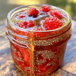 You need 2 cups of fresh strawberries for this jam. Make sure they are ripe and sweet. Hull them and chop them into small pieces. Fresh strawberries give the best flavor and color to your jam. Use 1/4 cup of pure maple syrup. This sweetener adds a rich taste. You can adjust this amount based on how sweet you want your jam. If you like it sweeter, feel free to add more. You will need 2 tablespoons of chia seeds. These tiny seeds help thicken the jam. They absorb liquid and create a nice texture. Plus, they add a boost of fiber and nutrients. Add 1 teaspoon of pure vanilla extract. This ingredient gives the jam a warm, sweet flavor. It blends well with the strawberries and enhances the taste. Just a pinch of sea salt is needed. This tiny amount helps balance the sweetness. It brings out the natural flavors of the strawberries and maple syrup. Start by washing your strawberries. Remove the green tops and chop them into small pieces. This will help them cook faster and release their juices. In a medium saucepan, add the chopped strawberries. Pour in 1/4 cup of pure maple syrup and a pinch of sea salt. Turn the heat to medium and stir gently. Cook for about 5-7 minutes. You will see the strawberries soften and break apart. Once the strawberries are soft, grab a fork or potato masher. Mash the strawberries to your liking. If you prefer a smooth jam, mash them well. If you like some chunks, mash a little less. Now it's time to mix in the chia seeds. Add 2 tablespoons of chia seeds along with 1 teaspoon of pure vanilla extract. Stir well to make sure the chia seeds are spread evenly in the mixture. Remove the saucepan from the heat. Let the mixture sit for about 10-15 minutes. During this time, the chia seeds will soak up the liquid. This will help your jam thicken nicely. After resting, taste your jam. If you want it sweeter, add more maple syrup. Stir well to combine any extra sweetness. Carefully pour the jam into a clean jar or airtight container. Let it cool completely before sealing the jar. For best results, refrigerate the jam for at least one hour. This chilling time helps it thicken more and enhances the flavor. When picking strawberries, look for bright red ones with a strong scent. They should feel firm but not too hard. Avoid berries with white or green spots. These spots mean they are not ripe. Fresh strawberries give the best flavor for your jam. If you can, buy local or organic strawberries. They taste better and are often fresher. The recipe calls for maple syrup for sweetness. You can add more or less syrup to fit your taste. Try starting with 1/4 cup, then taste the mixture. If you want it sweeter, add a little more syrup. Remember, the sweetness can change as the jam cools. Always taste before you finish! To get the right jam thickness, let it rest. Chia seeds absorb liquid and help thicken the jam. After cooking, let it sit for 10-15 minutes. If you want it thicker, you can add more chia seeds. If it’s too thick, stir in a bit of water or extra strawberries. Keep adjusting until it’s just right for you! {{image_4}} You can mix in other fruits to make this jam unique. Blueberries, raspberries, or peaches work well. Just keep the same amount of fruit. If you want a berry blend, try equal parts strawberries and blueberries. This adds different flavors and colors to your jam. Adding spices can change the flavor profile of your jam. A sprinkle of cinnamon brings warmth. You can also try ginger or nutmeg for a zesty kick. Just add a small amount while cooking the strawberries. Taste it as you go to find the perfect balance. If you want a sugar-free jam, you can use stevia or monk fruit sweetener. These options can replace maple syrup. You may need to adjust the amount based on the sweetness you prefer. Using ripe fruit can also help keep the jam sweet without added sugars. To keep your jam fresh, store it in a clean jar. Glass jars work best. Make sure to seal it tightly. This helps keep out air and moisture. You can also use an airtight container. If your jam is warm, allow it to cool before sealing. This prevents condensation inside the jar. If you leave your jam out at room temperature, it lasts for one day. After that, you should refrigerate it. Keeping it out can cause spoilage. Always check for any signs of mold or off smells before using. If you see or smell anything unusual, it is best to throw it away. In the fridge, your jam can last up to two weeks. Store it in the back of the fridge for the best results. The back is usually cooler than the front. When you open the jar, use clean utensils each time. This prevents bacteria from getting in. If you want to keep it longer, you can freeze it. Just pour it into a freezer-safe container, leaving some space at the top for expansion. Yes, you can use frozen strawberries! Just thaw them first. The flavor will still be great. The jam may be a bit thinner, so be ready to adjust the chia seeds. The jam lasts about one week in the fridge. Store it in a clean jar. Make sure it’s sealed well to keep it fresh. Chia seed jam is super versatile! You can spread it on toast or pancakes. It’s also great on yogurt or oatmeal. Try it in smoothies or as a topping for desserts! Yes, this jam is both gluten-free and vegan! It uses only plant-based ingredients. You can enjoy it without any worries about dietary restrictions. To make a larger batch, simply multiply the ingredients. Keep the same ratio for strawberries and chia seeds. Adjust the cooking time slightly if needed. Just make sure to use a bigger pot! You can create delicious strawberry vanilla chia seed jam using fresh ingredients like berries and maple syrup. We covered steps to prep, cook, and store your jam. I shared tips on choosing berries and achieving the right consistency. You even learned tasty variations. This jam is easy, fun, and fits many diets. Enjoy experimenting with flavors and sharing your results. This jam can brighten any meal or snack. Enjoy the process and the sweet reward!
