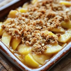 - 6 medium apples: Use Granny Smith or Honeycrisp for the best flavor. They add a nice tartness and hold up well during baking. - Fresh lemon juice: One tablespoon helps keep the apples from browning. It also adds brightness to the dish. - Sweeteners: I use 1/2 cup of brown sugar. It gives a rich flavor and helps caramelize the apples. - Spices: One teaspoon of ground cinnamon and 1/4 teaspoon of nutmeg bring warmth and depth to the filling. They make the whole house smell amazing while baking. - Oat topping essentials: One cup of rolled oats and 1/2 cup of all-purpose flour create a crunchy topping. The oats give texture, while the flour helps bind it. - Butter: I prefer unsalted butter, 1/2 cup, melted and slightly cooled. It adds richness and helps the topping crisp up nicely. - Optional ingredients: Chopped nuts, like walnuts or pecans, add extra crunch. Use 1/2 cup if you like a more textured topping. This simple list of ingredients makes it easy to whip up a warm and comforting dessert! Choosing the right apple is key for your crisp. I love using Granny Smith or Honeycrisp apples. They have the right mix of sweet and tart, which makes the dish pop. To prepare the apples, start by peeling them. Use a good peeler for easy work. Next, core each apple to remove the seeds. A simple apple corer can help here. Finally, slice the apples into thin pieces. Aim for about 1/4-inch thickness. This helps them cook evenly and stay tender. Now, let’s mix the filling. Take your sliced apples and place them in a large bowl. Add 1 tablespoon of fresh lemon juice. This keeps the apples from browning and adds a nice zing. Next, sprinkle in 1/2 cup of brown sugar, 1 teaspoon of ground cinnamon, and 1/4 teaspoon of ground nutmeg. Toss everything well. Make sure every apple slice is coated. This mix adds sweetness and warmth to your crisp. Once mixed, pour the apple filling into a greased 9x13-inch baking dish. Spread it out evenly for the best bake. The crumble topping is what makes this dessert special. In a separate bowl, combine 1 cup of rolled oats, 1/2 cup of all-purpose flour, and 1/4 teaspoon of salt. Melt 1/2 cup of unsalted butter and let it cool slightly. Pour the melted butter into the dry ingredients. Mix everything until it forms a crumbly texture. If you like, you can add 1/2 cup of chopped nuts for extra crunch. This topping should be crumbly but hold together when pressed. Preheat your oven to 350°F (175°C). Make sure it’s nice and hot before you bake. Spread the crumble topping over the apple filling. Use a spatula to cover the apples evenly. Then, place the dish in the oven and bake it for 30-35 minutes. You’ll know it’s done when the topping is golden brown, and the apples start bubbling around the edges. Let it cool for about 10 minutes before serving. This helps the juices settle, making it easier to serve. Enjoy your warm bowl of cinnamon apple crisp! Choosing the right apples is key. I love using Granny Smith or Honeycrisp. Both add great flavor and texture. Look for apples that are firm and fresh. When it comes to spices, fresh ground cinnamon makes a big difference in taste. Use one teaspoon for a warm, cozy flavor. Adding a pinch of nutmeg enhances this dessert with a subtle depth. For the topping, the texture is vital. Combine oats, flour, and melted butter until it looks crumbly. If it feels too wet, add a bit more flour. If too dry, mix in a splash of melted butter. Add chopped nuts for extra crunch if desired. This dessert shines when served warm. A scoop of vanilla ice cream on top is perfect. The cold ice cream melts slightly, creating a creamy sauce. You can also drizzle some cream over the warm crisp for added richness. For a fun twist, serve the crisp in small individual bowls. Top each bowl with a sprinkle of cinnamon and a fresh mint leaf. This adds color and makes it look special. Feel free to get creative with spices. Try adding a bit of ginger or allspice for a different flavor. You can also mix in fruits like berries or pears for an extra fruity touch. If you need a gluten-free version, swap the all-purpose flour for almond flour or gluten-free blend. To make it vegan, replace the butter with coconut oil or vegan butter. Adjusting the recipe makes it suitable for everyone! {{image_4}} You can change up your apple crisp by adding berries or peaches. This fruity twist brightens the dish. I love using fresh raspberries or blueberries. They add a nice tart flavor. Peaches give a sweet and juicy touch. Mix them in with the apples for a fun blend. You can also swap out sugar for alternative sweeteners. Maple syrup or honey can work well. They add a different flavor and sweetness. Just adjust the amount to suit your taste. This change can make your dessert feel special and unique. If you want a lower sugar version, you can cut back on brown sugar. You can use sugar substitutes like stevia or erythritol. These options keep the sweetness without the extra calories. For those with nut allergies, there are nut-free options. You can leave out the chopped walnuts or pecans. You can replace them with seeds like pumpkin or sunflower seeds. They still add crunch and texture. In the fall, you can spice things up with cloves or allspice. These spices add warmth and depth to the crisp. They make the dish even more comforting and perfect for chilly days. In summer, try using different fruits. Cherries or plums can create a fresh version. They bring bright flavors that are great when it’s hot outside. Each season offers a chance to try something new with your apple crisp. To keep your cinnamon apple crisp fresh, use an airtight container. Glass or plastic containers work well. Make sure the dish is completely cool before sealing it. This helps prevent moisture build-up. Store it in the fridge for the best results. Cinnamon apple crisp lasts about 3 to 5 days in the fridge. If you want to keep it longer, you can freeze it. In the freezer, it can last up to 3 months. Check for signs of spoilage like off smells or mold. If you see these signs, it’s best to throw it away. To reheat your cinnamon apple crisp, use the oven for the best texture. Preheat the oven to 350°F (175°C). Place the crisp in an oven-safe dish. Cover it with foil to keep it moist. Heat for about 15 to 20 minutes. You can also use a microwave, but it may make the topping soft. For a quick refresh, add a scoop of ice cream or cream before serving. This adds a nice touch and makes it feel new again! For a great Cinnamon Apple Crisp, I suggest using tart apples like Granny Smith. They hold their shape well during baking. Sweet apples like Honeycrisp also work nicely. They add a natural sweetness that contrasts well with the spices. Mixing both types gives a balanced flavor. Choose apples that are firm and fresh for the best results. You can use pre-made apple filling if you’re short on time. Store-bought filling can save you prep work. However, it may lack the fresh taste of homemade. Homemade filling allows you to control the sugar and spice levels. You also get to enjoy the fun of preparing the dish from scratch. It's all about what you prefer! Yes, you can make Cinnamon Apple Crisp ahead of time! Prepare the dish and store it in the fridge before baking. When you’re ready, just pop it in the oven. If you bake it first, let it cool completely. Then cover it tightly and store it in the fridge for up to three days. Reheat in the oven to maintain that crispy topping. To make Cinnamon Apple Crisp vegan, swap out the butter. Use coconut oil or a vegan butter substitute. For the topping, ensure your oats are certified vegan. You can also use maple syrup instead of brown sugar for sweetness. This keeps the flavor rich while making it dairy-free! Cinnamon Apple Crisp combines sweet apples, spices, and a buttery topping for a cozy treat. You learned how to prepare ingredients, create the filling, and assemble the crisp. Remember to choose the right apples and spices for the best flavor. Consider experimenting with fun variations and serving it warm with ice cream. With simple storage tips, you can enjoy leftovers later. Explore this delicious dessert that fits many tastes and diets. Enjoy making your very own Cinnamon Apple Crisp!