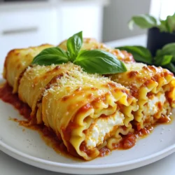 - 8 lasagna noodles - 1 cup ricotta cheese - 1 cup shredded mozzarella cheese - 1/2 cup grated Parmesan cheese - 1 large egg - 2 cups marinara sauce - 1 teaspoon dried basil - 1 teaspoon garlic powder - Salt and pepper to taste - Fresh basil leaves for garnish Use these amounts for four servings. Adjust the cheese types to your taste. If you prefer a creamier filling, add more ricotta. Fresh herbs can replace dried basil for brighter flavor. Make sure the lasagna noodles are al dente for easy rolling. This helps keep the structure intact while baking. Each serving has about: - Calories: 450 - Protein: 25g - Carbohydrates: 35g - Fat: 22g - Fiber: 2g - Sugar: 5g This dish is hearty and satisfying. It combines rich cheese with smooth sauce. You can enjoy Skillet Lasagna Roll Ups as a wholesome meal. Start by boiling water in a large pot. Add salt to the water for flavor. Once it boils, add the lasagna noodles. Cook them until they are al dente, about 8 to 10 minutes. Stir gently to prevent sticking. After cooking, drain the noodles and lay them flat on a clean surface. Let them cool for a few minutes. This step makes rolling them easier. In a mixing bowl, add 1 cup of ricotta cheese. Then, mix in half of the shredded mozzarella cheese. Add the grated Parmesan cheese and one large egg. Sprinkle in the dried basil and garlic powder. Don’t forget to add a pinch of salt and pepper. Stir the mixture well until it becomes creamy and smooth. This filling adds flavor and richness to the roll-ups. Take one lasagna noodle and lay it flat. Spoon a generous amount of the ricotta mixture onto one edge of the noodle. Carefully roll the noodle from that edge to the opposite end. Place the rolled noodle seam-side down in a large skillet. Repeat this for all noodles. Once all noodles are rolled, pour marinara sauce over the top. Sprinkle the remaining mozzarella cheese on the rolls for a cheesy finish. Cover the skillet with a lid and set the heat to medium. Cook for about 20 minutes. Keep an eye on the skillet as the cheese melts and bubbles. It’s important to let the dish sit for 5 minutes after cooking. This helps the layers set and makes serving easier. Garnish with fresh basil leaves for a pop of color and taste. Enjoy this simple yet delicious meal! To roll the lasagna noodles well, start with cooled noodles. Lay one noodle flat. Spoon the ricotta mixture near one end. Gently roll the noodle away from you, keeping it tight but not too tight. This helps the cheese stay inside. If the noodle tears, don’t worry; it will still taste great! A few common mistakes can ruin your roll ups. First, avoid overcooking the noodles. They should be al dente, which means firm to the bite. If they are too soft, they may tear easily. Second, be careful not to overfill the noodles. A generous spoonful is enough. Too much filling makes rolling hard and messy. For that perfect gooey cheese, use fresh mozzarella. It melts better than pre-shredded types. Layer the cheese on top before cooking. This creates a bubbly, golden crust. Cover the skillet while cooking to trap steam. It helps the cheese melt evenly and keeps the roll ups moist. {{image_4}} You can make skillet lasagna roll ups without meat. Use fresh spinach and mushrooms for a tasty filling. Add roasted zucchini or bell peppers for extra flavor. You can also mix in chopped kale or Swiss chard. These veggies give great taste and boost nutrition too. If you want to add meat, ground beef or turkey works well. Cook the meat before mixing it into the ricotta filling. You can also use Italian sausage for a spicy kick. Simply crumble it and mix it in with the cheese. This will make your dish heartier and more filling. For a twist on flavor, try different cheeses. Goat cheese or feta can replace ricotta for a tangy taste. You can also mix in cream cheese for creaminess. As for sauces, swap marinara for pesto or Alfredo. Each option gives your roll ups a unique twist that keeps dinner exciting. To store your leftover Skillet Lasagna Roll Ups, first let them cool. Place the roll ups in an airtight container. Layer them with parchment paper to keep them from sticking. You can keep them in the fridge for up to three days. Make sure to cover the container tightly. When you want to enjoy your leftovers, you can reheat them easily. Preheat your oven to 350°F (175°C). Place the roll ups in a baking dish. Pour a bit of marinara sauce on top to keep them moist. Cover the dish with foil and heat for about 15–20 minutes. You can also use a microwave. Heat them on medium power for about 2–3 minutes, checking until they are hot. If you want to freeze your Skillet Lasagna Roll Ups, do it before baking. Wrap each roll tightly in plastic wrap. Then, place them in a freezer-safe bag or container. They can last in the freezer for up to three months. When ready to eat, thaw in the fridge overnight. Bake them as per the original recipe instructions. Enjoy a fresh meal anytime! Yes, you can prepare Skillet Lasagna Roll Ups in advance. Just assemble them the day before. Cover the skillet with plastic wrap or a lid. Store it in the fridge until you are ready to cook. This makes dinner easier on busy nights. If you need a ricotta substitute, try cottage cheese or cream cheese. You can also use Greek yogurt for a tangy twist. Blend these options with a bit of salt and herbs for flavor. Each will give a different taste but work well in the recipe. Leftovers from Skillet Lasagna Roll Ups last about 3 to 5 days in the fridge. Store them in an airtight container to keep them fresh. When you're ready to eat, just reheat them in the microwave or on the stove. Yes, no-boil lasagna noodles can work for this dish. Just layer them directly in the skillet with the sauce and filling. Make sure to add extra sauce, as these noodles need more moisture to cook properly. Enjoy the ease of cooking with these noodles! In this article, we covered the key components for making Skillet Lasagna Roll Ups. We listed essential ingredients, provided step-by-step instructions, and offered helpful tips. You learned variations and how to store leftovers. Making this dish can be fun and easy. With practice, your roll-ups will impress everyone. Enjoy creating this tasty meal. Happy cooking!