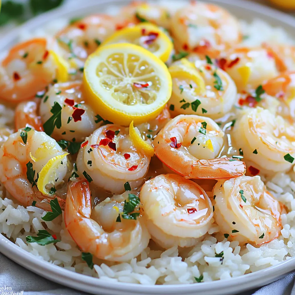 - 1 pound large shrimp, peeled and deveined - 4 tablespoons unsalted butter - 4 cloves garlic, minced - 1 teaspoon paprika - Zest and juice of 1 large lemon - 1 teaspoon salt - 1/2 teaspoon black pepper - 1/4 teaspoon red pepper flakes (optional for heat) - 1/2 cup chicken or vegetable broth - Fresh parsley, chopped (for garnish) When cooking, it helps to be precise. Use a kitchen scale for the shrimp. This ensures you have the right amount. For the butter, use a tablespoon measure. Each tablespoon weighs around 14 grams. Minced garlic should be fresh for the best flavor. The zest of the lemon adds a bright touch, so be sure to use a zester or fine grater. When measuring spices, a teaspoon means a level scoop, not heaped. You can adjust the heat by adding more or less red pepper flakes. If you like it spicy, go for it! Instead of chicken broth, you can use vegetable broth for a vegetarian option. You can also swap fresh parsley for cilantro if you prefer a different herb. For a creamier sauce, add a splash of heavy cream just before serving. To start, set your Instant Pot to 'Sauté' mode. Add 4 tablespoons of unsalted butter. Let it melt completely. Once melted, add 4 cloves of minced garlic. Sauté the garlic for about 1 minute. Stir it often. The garlic should smell great but not turn brown. Burnt garlic tastes bitter. In a mixing bowl, take 1 pound of peeled and deveined shrimp. Sprinkle in 1 teaspoon of paprika, 1 teaspoon of salt, and 1/2 teaspoon of black pepper. If you want some heat, add 1/4 teaspoon of red pepper flakes. Gently toss the shrimp until they are well coated with the spices. This step lets the shrimp soak up all the flavors. After seasoning, cancel the 'Sauté' mode. Add the shrimp to the Instant Pot. Squeeze the juice of 1 large lemon over the shrimp. Add the lemon zest as well. Pour in 1/2 cup of chicken or vegetable broth. Use a spatula to mix everything well. Make sure the shrimp are spread out. Now, close the lid of the Instant Pot tightly. Change the valve to 'Sealing'. Select 'Pressure Cook' or 'Manual' mode. Set the timer for 2 minutes. After cooking, do a quick release. Switch the valve to 'Venting'. Be careful of the steam! Once it's safe, open the lid and stir the shrimp gently. Taste it and add more salt or lemon juice if needed. Finally, garnish with chopped fresh parsley before serving. Enjoy! To boost the flavor of your shrimp, use fresh ingredients. Fresh garlic and lemon make a big difference. Try adding a splash of white wine for depth. It complements the lemon and butter well. A pinch of fresh herbs, like thyme or dill, can also enhance the taste. Always taste the sauce before serving. Adjust salt and lemon juice to your liking. Shrimp cook fast. In the Instant Pot, just two minutes is enough. If you overcook them, they turn rubbery. Always perform a quick release after cooking. This stops the cooking process right away. If you’re unsure, check the shrimp at one minute. They should be pink and opaque when done. Presentation matters! Serve the shrimp over fluffy rice or with crusty bread. This lets guests soak up the tasty sauce. Add a lemon wedge and sprinkle fresh parsley on top. It brightens the dish and adds color. Use a shallow bowl for a nice look. Arrange the shrimp neatly and drizzle with sauce for effect. {{image_4}} You can easily kick up the heat in this dish. Just add more red pepper flakes. Start with 1 teaspoon instead of 1/4 teaspoon. If you love spice, consider adding sliced jalapeños, too. They add a nice bite. You can also serve this with spicy dipping sauce to enhance the flavor. A spicy twist makes it perfect for those who crave heat. Want to add some crunch? Toss in your favorite veggies. Bell peppers and snap peas work well. You can add them right after sautéing the garlic. Just sauté them for a minute before adding the shrimp. This method keeps the veggies bright and fresh. They add color and nutrition to your meal. Plus, it creates a one-pot dish that's easy to serve. If you don’t have an Instant Pot, don’t worry. You can make this on the stove too. Start by melting the butter in a large pan. Sauté the garlic until fragrant. Then, add the seasoned shrimp and cook for 2-3 minutes on each side. This method gives you a lovely sear. You can also grill the shrimp for a smoky flavor. Just skewer them and grill for about 2-3 minutes per side. Each method gives you a tasty dish with a unique twist! You can store leftover shrimp in the fridge. Place it in an airtight container. It stays fresh for up to two days. Make sure it cools down before sealing it. This helps keep the shrimp moist and tasty. To freeze the shrimp, first let it cool. Place it in a freezer-safe bag. Remove as much air as you can before sealing. It can last in the freezer for up to three months. When you're ready to eat it, thaw it in the fridge overnight. Reheat shrimp gently to avoid overcooking. You can use the microwave on low power. Heat it in short bursts, checking often. Alternatively, warm it in a pan on low heat. Add a splash of broth or water to keep it moist. Enjoy your flavorful shrimp again! You only need to cook shrimp for 2 minutes in the Instant Pot. The shrimp cooks quickly. If you cook it longer, it can become tough. Always remember to do a quick release after cooking. This helps keep the shrimp tender. Yes, you can use frozen shrimp! Just add a couple more minutes to the cooking time. Make sure you do not thaw the shrimp before cooking. It saves time and still gives great results. Also, the shrimp will release extra liquid, so you may want to adjust the broth a bit. This dish goes well with many sides. Here are some tasty options: - Steamed rice - Crusty bread - Fresh salad - Garlic noodles - Roasted vegetables These pairings enhance the meal and soak up the delicious sauce. Enjoy experimenting! This guide covered all you need to make tasty Lemon Garlic Butter Shrimp. We looked at ingredients, cooking steps, and handy tips. You learned how to avoid overcooking shrimp and make great variations. Storing leftovers was also discussed, helping you enjoy this dish later. Remember, you can mix flavors and adjust ingredients to fit your taste. Cooking can be fun and rewarding, so keep experimenting until you find your perfect dish. Enjoy each bite!