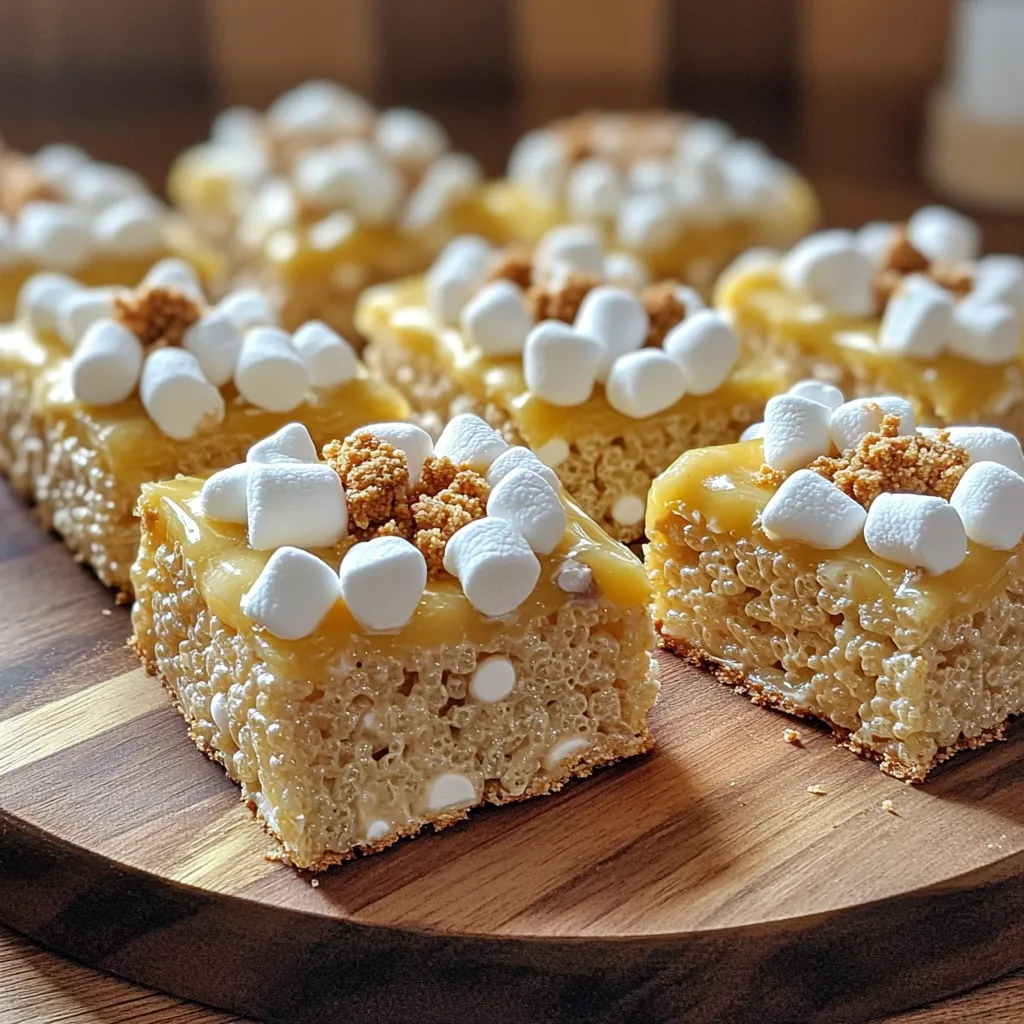 To make S’mores Rice Krispie Treats, you need simple and tasty ingredients. Here’s what you will need: - 4 cups Rice Krispies cereal - 3 cups mini marshmallows (plus additional for topping) - 5 tablespoons unsalted butter - 1 cup graham cracker crumbs - 1 cup milk chocolate chips (or chopped chocolate bars) - 1 teaspoon vanilla extract - Pinch of salt Each ingredient plays a key role. The Rice Krispies give a nice crunch. Mini marshmallows create the gooey texture we love. Butter makes everything stick together. Graham cracker crumbs add that classic s’mores flavor. Milk chocolate brings sweetness, while vanilla and salt enhance the taste. When you gather these ingredients, ensure they are fresh. Fresh ingredients help the flavors shine. You can also customize the chocolate type or add extras like nuts. Get ready to create a fun treat that everyone will enjoy! To start, take a large pot and put it on low heat. Add your unsalted butter. Stir it gently to keep it from browning. If butter browns, it can change the flavor. You want it to melt smoothly and stay golden. Once the butter melts, add the mini marshmallows. Use a wooden spoon or spatula to stir. Keep stirring until the marshmallows melt and blend into the butter. This part is key for a smooth mixture. It helps to combine the flavors well. After the marshmallows melt, take the pot off the heat. Stir in one teaspoon of vanilla extract. This adds a warm, sweet flavor. Then, add a pinch of salt. The salt balances out the sweetness and makes the treats taste even better. Next, it’s time for the Rice Krispies and graham cracker crumbs. Slowly fold in four cups of Rice Krispies and one cup of graham cracker crumbs. Make sure every piece gets coated with the marshmallow mix. This ensures every bite has that s’mores taste. Now, add one cup of milk chocolate chips. Gently fold them into the mixture. This helps to spread the chocolate evenly. You want pockets of melted chocolate in every square, giving a rich flavor. Lightly grease a 9x13 inch baking pan with butter. This keeps the treats from sticking. After greasing, pour the mixture into the pan. Use a spatula or your hands to press it down firmly. Make sure it’s even, so the treats cut nicely later. Sprinkle extra mini marshmallows on top of the pressed mixture. Gently press them down into the surface. This helps them stick when cooled. Let the treats cool at room temperature for about 30 minutes. This cooling time is important for setting them. After that, cut them into squares. Enjoy your delicious s’mores Rice Krispie treats! - Use fresh marshmallows for the best texture. - Melt butter on low heat to avoid browning. - Stir marshmallows slowly until smooth and creamy. - Press the mixture firmly into the pan for a solid treat. To achieve the best texture, you want a nice balance. The treats should be soft but not sticky. Using fresh marshmallows helps keep them fluffy. Also, when you melt the butter, keep the heat low. This stops the butter from browning, which can change the flavor. Stir the marshmallows slowly, so they melt evenly. Once mixed with the Rice Krispies, press the mixture firmly in the pan. This makes it easier to cut into squares later. - Try dark chocolate for a richer taste. - Add chopped nuts for a crunchy texture. - Mix in peanut butter for a nutty twist. - Use flavored marshmallows for extra fun. You can make these treats your own! If you like dark chocolate, swap it for milk chocolate. It gives a deeper flavor that many enjoy. Adding chopped nuts, like walnuts or almonds, brings a nice crunch. For a nutty twist, mix in some peanut butter with the melted marshmallows. You can even find flavored marshmallows, like s'mores or caramel, to give your treats a special touch. - Cut into fun shapes with cookie cutters. - Drizzle melted chocolate on top for flair. - Serve with extra graham cracker crumbs on the side. - Place treats on a colorful platter for a party vibe. When serving, make it fun! Use cookie cutters to create shapes like stars or hearts. Drizzle some melted chocolate on top to make them look fancy. You can also serve extra graham cracker crumbs on the side. This adds a fun crunch with each bite. If you're hosting, arrange the treats on a bright platter. It makes them look even more tempting! {{image_4}} You can make these treats gluten-free! Use gluten-free graham crackers and cereal. Many brands offer tasty options. Just check the labels to ensure they are certified gluten-free. It’s an easy switch and everyone can enjoy them! Want to make these treats vegan? Simply swap out the butter for coconut oil or vegan butter. For marshmallows, look for vegan marshmallows. They melt well and add that sweet touch. These changes keep the flavor while meeting dietary needs. You can mix things up with different flavors! Try using dark chocolate instead of milk chocolate. Add nuts, like pecans or walnuts, for a crunchy bite. You can even sprinkle in some peanut butter chips or mint chocolate for a fun twist. The options are endless, so get creative! To keep your S'mores Rice Krispie Treats fresh, store them in an airtight container. This helps maintain their chewy texture. Place a piece of parchment paper between layers to avoid sticking. Keep them at room temperature for up to three days. If you want them to last longer, consider freezing them. Freezing these treats is easy. First, let them cool completely in the pan. Once cool, cut them into squares. Wrap each square tightly in plastic wrap. Then place them in a freezer-safe bag or container. Label the bag with the date. They will stay fresh in the freezer for up to three months. When you’re ready to enjoy them, simply thaw at room temperature for a few hours. If you want to bring your treats back to life, you can reheat them. Place a square in the microwave for about 10-15 seconds. This softens them up nicely. Avoid overheating, as they can become too gooey. You can also warm them in the oven at a low temperature, around 200°F, for about 5-10 minutes. Enjoy them warm for a delightful treat! S'mores Rice Krispie Treats add graham cracker crumbs and chocolate to the mix. This gives them a rich flavor. Regular Rice Krispie Treats only use marshmallows and cereal. The extra ingredients make these treats taste like a campfire s'more. You get that sweet, gooey, and crunchy bite all in one! Yes, you can use different types of chocolate. Milk chocolate is classic, but dark chocolate adds a nice twist. White chocolate also works well if you want a sweeter taste. You can even mix chocolates for a fun flavor combo. Just make sure to chop chocolate bars into smaller pieces for better melting. These treats last for about 3 to 5 days at room temperature. Store them in an airtight container to keep them fresh. If you notice them getting hard, they may be on their way out. You can also refrigerate them for longer freshness, but they may become a bit chewy. Absolutely! You can make these treats a day or two ahead. Just keep them in an airtight container. This makes them great for parties or gatherings. You can also prepare the mixture and press it into the pan. Then, chill it just before serving. To prevent staleness, store them in an airtight container right after they cool. Avoid leaving them uncovered. You can also add a slice of bread to the container. This helps keep moisture in and keeps your treats soft. You now have all the steps to create the perfect S’mores Rice Krispie Treats. From gathering your ingredients to customizing flavors, each tip helps you make them great. Remember to store your treats properly so they stay fresh. This recipe is fun to make and share. I hope you enjoy every bite of your delicious treats. Now, get in the kitchen and start creating!