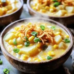 - 4 medium russet potatoes - 2 cups corn kernels - 1 medium onion - 3 cloves garlic - 1 cup celery - 1 cup carrots - 4 cups vegetable broth - 1 cup heavy cream - 1 teaspoon smoked paprika - 1 teaspoon dried thyme - Salt and black pepper - 1 cup shredded cheddar cheese (optional) - Garnishes: Chopped green onions, crispy fried onions This loaded potato corn chowder packs a punch of flavor. The main stars are the russet potatoes and corn. They work beautifully together to create a creamy base. The smoked paprika adds warmth and depth. I love how it enhances the chowder without overpowering it. Dried thyme brings a touch of earthiness. Together, these spices lift the dish from ordinary to extraordinary. The onion, garlic, celery, and carrots provide a great flavor base. When you sauté them, the aroma fills your kitchen. It makes your mouth water in anticipation. Use fresh vegetables for the best taste. The heavy cream adds richness. If you prefer a lighter option, substitute it with coconut cream. This way, you keep the creaminess but avoid dairy. Optional cheese can turn this chowder into a cheesy delight. When you stir it in, it melts and blends well with the chowder. The garnishes add a fun crunch. Chopped green onions brighten the dish, while crispy fried onions give it texture. Selecting high-quality ingredients is key. Fresh corn gives a sweet burst, while good broth enriches the chowder. Quality matters when you want to impress your family or friends. Remember, flavor is what makes a meal memorable. 1. First, set your Instant Pot to sauté mode. 2. Add a splash of olive oil and wait until it shimmers. 3. Toss in the diced onion, minced garlic, diced celery, and diced carrots. 4. Sauté these for about 5 minutes until they soften and smell great. 5. Next, add the diced potatoes and corn. Mix well to coat them with the veggies. 1. Pour in the vegetable broth. 2. Sprinkle in the smoked paprika, thyme, salt, and black pepper. 3. Stir all the ingredients to blend the flavors. 4. Secure the Instant Pot lid and set the vent to sealing. 5. Select manual mode and cook on high pressure for 10 minutes. 1. After cooking, let the pressure release naturally for 5 minutes. 2. Carefully switch to quick release to let out any steam. 3. Open the lid, then stir in the heavy cream (or coconut cream). 4. For a thicker texture, use an immersion blender to puree some of the chowder. 5. If you like, mix in the shredded cheddar cheese until it melts. 6. Taste your chowder and adjust seasoning with more salt or pepper if needed. Using fresh corn gives your chowder a sweet crunch. Frozen corn works just as well and saves time. Just make sure to thaw it first. For spice, start small. Add a pinch of cayenne or crushed red pepper. Taste as you go. You can always add more, but it’s hard to take spice away. Blend some of the chowder for thickness. Use an immersion blender for this step. If you want a creamier texture, add more cream or use coconut cream for a dairy-free option. This keeps it rich while being lighter. Garnish your chowder with chopped green onions for a pop of color. Crispy fried onions add a nice crunch. For an extra touch, drizzle olive oil or sprinkle more smoked paprika on top. Serve in warm bowls to keep the chowder hot longer. {{image_4}} Swapping heavy cream for coconut cream makes the chowder lighter. Coconut cream is rich and dairy-free. You can also add more vegetables for extra nutrients. Try zucchini, spinach, or bell peppers. These choices keep it tasty and vibrant. Want to elevate the chowder? Introduce proteins like crispy bacon or cooked chicken. They add a hearty taste. If you like spice, toss in chopped jalapeños. They give a nice kick and an exciting twist. Using seasonal produce can enhance flavors. In summer, sweet corn shines. In winter, root vegetables like parsnips add depth. You can also try pumpkin for a cozy fall dish. These ingredients make your chowder fresh and exciting all year round. After you enjoy your loaded potato corn chowder, let the leftovers cool. Store them in a tight container. Glass or BPA-free plastic containers work best. They keep the chowder fresh. You can store it in the fridge for up to three days. If you want to keep it longer, freezing is a great option. First, let the chowder cool completely. Pour it into freezer-safe bags or containers. Make sure to leave some space for expansion. It freezes well for up to three months. When ready to eat, thaw it in the fridge overnight. Reheat it on the stove or in the microwave until hot. In the fridge, your chowder stays good for about three days. Look for signs that it has gone bad. If you see mold or if it smells sour, it's time to toss it. Always trust your senses. If it looks or smells off, do not eat it. Yes, you can use other types. Yukon Gold or red potatoes work well too. Each type adds its own flavor and texture. Just ensure they are cut into small cubes for even cooking. Yes, you can make this chowder vegan. Simply replace the heavy cream with coconut cream. Use vegetable broth to keep it plant-based. You can skip the cheese or use a vegan alternative. To boost the heat, add some diced jalapeños or a pinch of cayenne pepper. You can also mix in hot sauce to taste. Start small and adjust until it’s just right for you. This chowder pairs well with crusty bread or a fresh salad. Grilled cheese sandwiches are a classic match too. For a fun twist, serve it with tortilla chips for crunch! Yes, you can double the recipe. Just make sure your Instant Pot has enough space. You might need to adjust the cooking time slightly, but the high pressure method stays the same. This blog post covered making a tasty loaded potato corn chowder. We explored key ingredients, from russet potatoes to smoked paprika. I shared clear steps for cooking in the Instant Pot and tips for flavor and texture. You learned variations for health and season, along with storage tips. This chowder is easy to adapt and enjoy year-round. Try your version and share it with friends. Happy cooking!