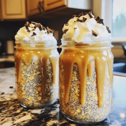 - 1 cup rolled oats - 1 cup almond milk (or milk of your choice) - 1 tablespoon chia seeds - 2 tablespoons caramel sauce - 1 tablespoon maple syrup (or honey) - 1 teaspoon instant coffee granules - 1/2 teaspoon vanilla extract - Pinch of salt The main ingredients for Caramel Latte Overnight Oats create a delightful mix. Rolled oats serve as the base. They soak up all the flavors and become creamy. Almond milk adds a nutty taste, but you can use any milk you like. Chia seeds are great for texture. They help thicken the oats and add nutrition. Caramel sauce gives the signature sweet taste. Use two tablespoons for a rich flavor. Maple syrup or honey sweetens the mix. I usually pick maple syrup for its unique taste. The instant coffee granules provide a nice coffee kick. A teaspoon adds just the right amount. Then there's the vanilla extract, which enhances all the flavors. Finally, remember the pinch of salt. It balances the sweetness and makes everything taste better. - Whipped cream - Chocolate shavings - Crushed nuts Toppings can elevate your oats. Whipped cream adds a fluffy finish. Chocolate shavings bring a touch of sweetness and fun. Crushed nuts add crunch and healthy fats. Feel free to mix and match toppings based on your mood. This way, every bowl can be a new treat. In a medium bowl, combine the rolled oats, chia seeds, and a pinch of salt. Mix well to ensure everything is evenly distributed. This step is crucial for a balanced flavor and texture. The chia seeds will help thicken the oats, making them creamy. In a separate bowl, whisk together the almond milk, 2 tablespoons of caramel sauce, maple syrup, instant coffee granules, and vanilla extract. Mix until smooth. The caramel and coffee will bring a rich flavor to your oats. This mixture creates a sweet and creamy base that enhances the whole dish. Pour the milk mixture over the dry oat mixture. Stir gently to combine everything evenly. Make sure all the oats are coated with the liquid. Next, divide the mixture into two mason jars or airtight containers. Seal them tightly and refrigerate overnight. This soaking time allows the oats to absorb the liquid and thicken. In the morning, take the jars from the fridge and give the oats a good stir. If the oats are too thick, add a splash of almond milk to reach your desired consistency. Top each jar with whipped cream if you like. Drizzle extra caramel sauce on top. You can also add chocolate shavings or crushed nuts for extra flavor and texture. Enjoy your delicious breakfast! To get the right texture, adjust the almond milk. If you want thicker oats, add less milk. For creamier oats, use more milk. This lets you control how your oats feel. Start with one cup of almond milk and tweak it to your taste. You can make your oats even tastier. Try different caramel sauces or flavored syrups. Each type gives a new twist to your breakfast. You might like a salted caramel sauce for a sweet and salty mix. Or, use hazelnut syrup for a fun change. Meal prep is key for busy mornings. You can make these oats up to five days ahead. Just store them in the fridge in sealed jars. This way, you save time and still enjoy a great breakfast. Make a few jars at once for a quick grab-and-go option. {{image_4}} You can make your Caramel Latte Overnight Oats even more fun. Try adding cocoa powder for a mocha twist. This gives a rich chocolate flavor that pairs well with coffee. You can also switch the milk. Using coconut milk adds a creamy, tropical feel. Oat milk is another great choice. It has a mild taste and blends well with other flavors. If you want a change in sweetness, use agave syrup instead of maple syrup. Agave has a milder flavor, which lets the caramel shine. You can also try stevia for a low-calorie option. Just remember, stevia is much sweeter than sugar. Use it sparingly to avoid overpowering your oats. Fruits and nuts can boost both taste and nutrition. Adding sliced bananas brings natural sweetness and creaminess. Berries like strawberries or blueberries add a tart kick. They also look beautiful on top. For crunch, sprinkle some crushed nuts or chocolate shavings. They add texture and flavor, making your breakfast even more special. To keep your caramel latte overnight oats fresh, store them in airtight containers. Glass mason jars work great for this. Make sure to seal them tightly to lock in moisture and flavor. Keep them in the fridge for the best taste. Avoid leaving them open, as this can lead to drying out. You can freeze your overnight oats if you want to make them ahead. Just fill your jars, but leave some space at the top. This space allows for expansion as the oats freeze. To thaw, move them to the fridge overnight before eating. If they seem too thick after thawing, add a splash of almond milk to regain creaminess. These oats stay tasty for about five days in the fridge. The flavor and texture will be best during this time. After five days, they may still be safe to eat, but the taste might change. Always check for any odd smells or textures before eating. Yes, by using plant-based alternatives. You can swap almond milk for any plant milk. Use maple syrup instead of honey. This keeps it dairy-free and still tasty. Generally, they last up to 5 days if stored properly. Store them in airtight containers. This way, they stay fresh and ready for your busy mornings. Yes, but you need to adjust the recipe. Steel-cut oats soak up more liquid. Use 1.5 cups of liquid. Let them soak longer too, about 8-12 hours. This ensures they become soft and creamy. Caramel Latte Overnight Oats blend simple ingredients into a tasty treat. You start with oats, milk, and chia seeds, then mix in caramel and coffee. These oats make a great meal prep option for busy days. Remember, you can customize the flavor with toppings or fruit. Store them in the fridge for up to five days or freeze for later. This recipe offers a quick, delicious breakfast that fits your mornings perfectly. Keep experimenting to find your best mix!