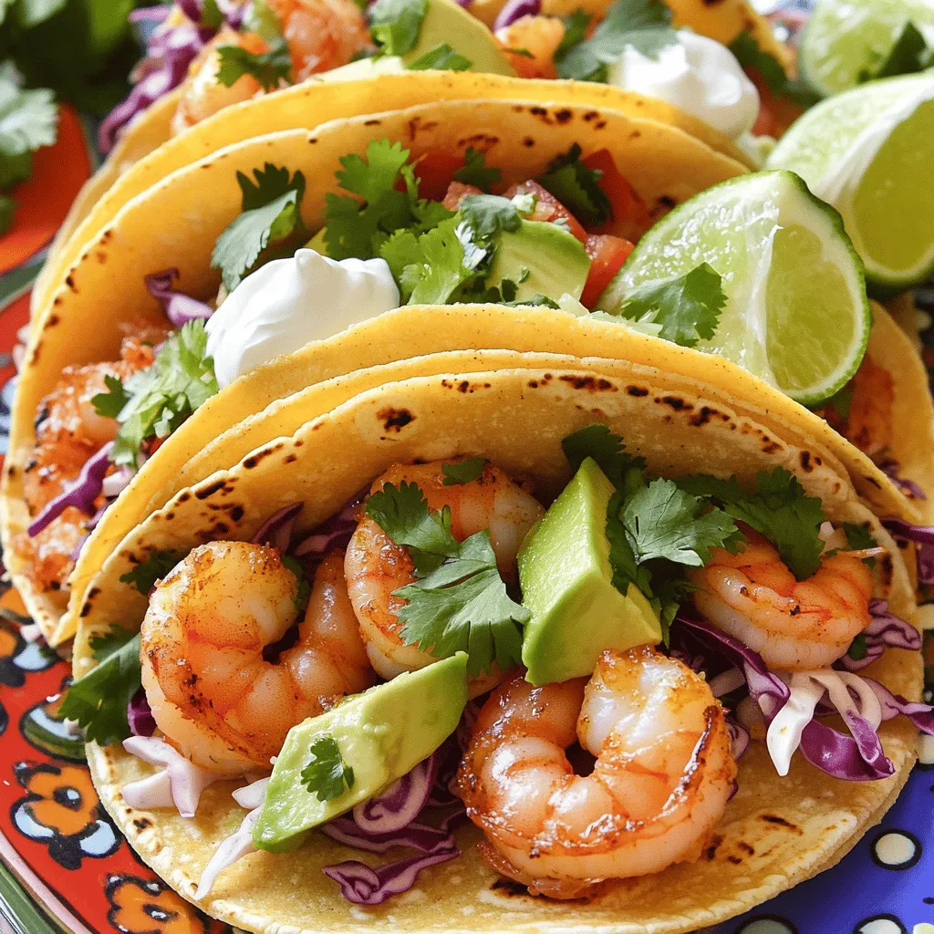 - 1 pound large shrimp, peeled and deveined - 2 tablespoons olive oil - 1 tablespoon chipotle chili powder - 1 teaspoon garlic powder - 1 teaspoon ground cumin - Juice of 1 lime (plus extra wedges for serving) - Salt and freshly ground black pepper to taste - 8 small corn or flour tortillas - 1 cup shredded cabbage (green or purple) - ½ cup diced fresh tomatoes - ¼ cup chopped fresh cilantro - ½ ripe avocado, sliced into thin wedges These ingredients create a burst of flavor. The shrimp soak up the spices, while the lime adds brightness. Corn or flour tortillas hold everything together and add texture. - ¼ cup sour cream or Greek yogurt - Extra lime wedges - Fresh salsa or spicy hot sauce These toppings can enhance your tacos. The sour cream adds creaminess, while salsa brings freshness and heat. Lime wedges let you add zest right before eating. - Medium-sized bowl for marinating shrimp - Large skillet for cooking shrimp - Cutting board and knife for chopping toppings - Serving plate for tacos These tools make cooking easy and organized. A skillet helps achieve the perfect shrimp texture. The bowl ensures the shrimp soak in those tasty spices well. Start with one pound of shrimp. Make sure they are peeled and deveined. In a medium bowl, mix the shrimp with two tablespoons of olive oil. Add one tablespoon of chipotle chili powder, one teaspoon of garlic powder, and one teaspoon of ground cumin. Squeeze the juice of one lime into the bowl. Season with salt and black pepper. Stir well to coat the shrimp in the spice mix. Let the shrimp marinate for about 15 minutes. This step helps enhance the flavor. Heat a large skillet over medium-high heat. Once hot, add the marinated shrimp to the skillet. Cook the shrimp for about 2 to 3 minutes on each side. Watch for the shrimp to turn pink and opaque. Be careful not to overcook them. Overcooked shrimp can become rubbery and tough. If you want, you can warm the tortillas in the same skillet after removing the shrimp. Heat them for about 30 seconds on each side. This makes the tortillas soft and adds a nice texture. Now it's time to build your tacos! Start with a tortilla on a plate. Add a portion of the cooked shrimp. Then, top with shredded cabbage for crunch. Next, add diced tomatoes for freshness. Include slices of creamy avocado for richness. Finally, sprinkle chopped cilantro on top for flavor. For extra zest, drizzle more lime juice over the taco. You can also add a dollop of sour cream or Greek yogurt if you like. Enjoy your colorful and tasty Chipotle Lime Shrimp Tacos! Marinating shrimp is key to tasty tacos. Mix the shrimp with olive oil, chipotle chili powder, garlic powder, cumin, lime juice, salt, and pepper. Let it sit for 15 minutes. This time lets the shrimp soak up all those bold flavors. You can even marinate longer if you want a stronger taste. Just keep it in the fridge. Cooking shrimp is quick and easy. Heat your skillet over medium-high heat. When hot, add your marinated shrimp. Cook for about 2 to 3 minutes per side. Watch for color change; they should turn pink and opaque. Don't overcook them! Overcooked shrimp can become rubbery. If you see them curl up tightly, they are done. Choosing the right tortilla makes a big difference. Small corn tortillas are classic and add a nice flavor. Flour tortillas are soft and chewy, perfect for holding all the toppings. You can even mix them! Warm tortillas for about 30 seconds on each side before serving. This step makes them pliable and adds a nice touch. {{image_4}} You can swap the shrimp for other proteins. Chicken is a great choice. Just marinate it the same way. Tofu is perfect for a vegetarian option. Use firm tofu and press it to remove water. For a unique twist, try fish like tilapia or cod. Each protein brings its own taste and texture to the tacos. Toppings can change the whole taco vibe. Instead of shredded cabbage, try coleslaw for a crunchy twist. You can add pickled onions for a tangy kick. Pineapple salsa adds sweetness and pairs well with chipotle. Don't forget cheese! Cotija or queso fresco can make your tacos extra special. Be creative and mix and match! You can adjust the heat level in your tacos. For a spicy version, add more chipotle chili powder. You can also include jalapeños or hot sauce. If you prefer mild flavors, use less chipotle. Add more lime juice for brightness without heat. Remember, you can balance flavors to suit your taste. To store leftover shrimp tacos, first separate the shrimp from the tortillas. Place the shrimp in an airtight container. You can keep the shrimp in the fridge for up to three days. Store tortillas in a separate bag to prevent them from getting soggy. When reheating shrimp, use a skillet over medium heat. Add a little olive oil to the pan. Heat the shrimp for about three to four minutes. Stir gently to ensure even heating. This keeps the shrimp juicy and prevents them from becoming tough. If you want to freeze the shrimp, place them in a sealed bag. Remove as much air as possible. You can freeze them for up to three months. To thaw, place the shrimp in the fridge overnight. Never thaw shrimp in hot water, as this can change their texture. Chipotle lime shrimp tacos taste great with many sides. Here are some ideas: - Mexican rice: Fluffy rice complements the spices. - Refried beans: Creamy beans add texture and protein. - Corn salad: A fresh corn salad brightens the meal. - Guacamole: Creamy guacamole brings extra flavor. - Chips and salsa: Crispy chips with salsa are always a hit. Yes, you can easily make these tacos gluten-free! Just use corn tortillas instead of flour tortillas. Always check the labels on your tortillas to ensure they are gluten-free. Many brands offer tasty options. You can adjust the spice in a few simple ways: - Less chipotle chili powder: Start with half the amount. - Add more lime juice: Lime can balance out heat. - Include cooling toppings: Add sour cream or Greek yogurt for creaminess. - Fresh veggies: Use more avocado or cabbage for a milder taste. Experiment with these tips to find your perfect spice level! In this blog post, we explored how to make delicious Chipotle Lime Shrimp Tacos. You learned about the key ingredients, along with optional toppings to enhance your meal. We covered step-by-step instructions for perfect shrimp and taco assembly. Tips on marinating and cooking ensured great taste, while variations offered ways to customize. Finally, storage advice helps you keep leftovers fresh. Remember, cooking should be fun and tasty, so enjoy trying these ideas in your kitchen!